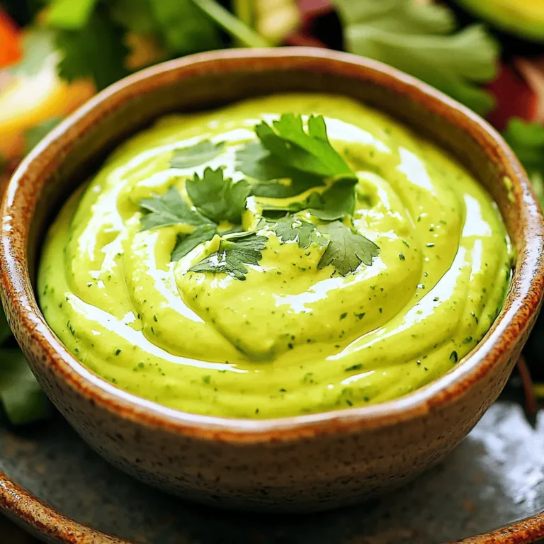 - 1 reife Avocado - 60 ml frische Korianderblätter, fest gepackt - 30 g griechischer Joghurt oder eine pflanzliche Joghurtalternative Die Hauptzutaten bilden die Basis für das cremige Dressing. Die reife Avocado bringt eine samtige Textur und gesunde Fette. Frische Korianderblätter sorgen für einen lebhaften Geschmack und ein tolles Aroma. Der griechische Joghurt oder die pflanzliche Alternative geben dem Dressing die nötige Cremigkeit. - 15 ml Limettensaft - 1 Knoblauchzehe, fein gehackt - 1/4 Teelöffel Kreuzkümmelpulver Die Gewürze bringen Tiefe in den Geschmack. Limettensaft fügt eine spritzige Frische hinzu. Knoblauch gibt eine würzige Note, die gut zu Avocado passt. Kreuzkümmelpulver bringt einen leicht erdigen Geschmack, der die anderen Zutaten perfekt ergänzt. - Wasser (nach Bedarf für die Konsistenz) - Salz und Pfeffer zum Abschmecken Wasser hilft, die Konsistenz des Dressings anzupassen. Je nach Vorliebe kann man die Dressing dicker oder dünner machen. Salz und Pfeffer sind wichtig, um den Geschmack abzurunden. Schmecke die Dressing am Ende ab, um das beste Aroma zu erreichen. - Halbiere die Avocado und entferne den Kern. - Löffele das Fruchtfleisch in eine Schüssel. - Wasche die frischen Korianderblätter gut und trockne sie ab. - Gib das Avocadofleisch, den Koriander, den Joghurt, den Limettensaft und die Knoblauchzehe in den Mixer. - Streue das Kreuzkümmelpulver darüber. - Mixe alles auf höchster Stufe, bis die Mischung ganz glatt ist. - Sollte die Dressing zu dick sein, füge langsam Wasser hinzu. - Mixe weiter, bis die gewünschte Konsistenz erreicht ist. - Schmecke die Dressing mit Salz und Pfeffer ab. - Mixe kurz, um die Gewürze gut zu vermischen. Um die perfekte Konsistenz zu erreichen, füge Wasser schrittweise hinzu. Beginne mit einem Esslöffel Wasser. Mixe die Dressing gut und schaue, ob sie die gewünschte Dicke hat. Wenn nicht, füge mehr Wasser hinzu. Du kannst auch andere Optionen zur Verdünnung verwenden. Zum Beispiel, etwas mehr Joghurt kann die Dressing cremiger machen, ohne sie zu dünn zu machen. Um den Geschmack zu verbessern, spiele mit zusätzlichen Gewürzen. Zum Beispiel, ein wenig Paprika oder Chili kann einen tollen Kick geben. Die richtige Menge an Limettensaft ist wichtig. Zu viel kann die Dressing sauer machen. Ich empfehle, mit 15 ml zu starten und dann zu probieren. So kannst du die perfekte Balance finden. Die Präsentation macht viel aus. Träufle die Dressing über einen frischen Salat oder verwende sie als Dip für frisches Gemüse. Serviere die Dressing in einer kleinen Schüssel. Garniere sie mit ein paar frischen Korianderblättern oben drauf. Das sieht nicht nur gut aus, sondern macht auch Lust auf mehr. {{image_4}} Du kannst das Dressing noch besser machen, indem du zusätzliche Zutaten hinzufügst. Limettensaft oder Zitronensaft geben einen frischen Geschmack. Du kannst auch etwas Schärfe mit Jalapeños oder Chili hinzufügen. Diese Zutaten machen das Dressing aufregender und leckerer. Es gibt viele Wege, das Dressing anzupassen. Für vegane Optionen verwende pflanzlichen Joghurt anstelle von griechischem Joghurt. Du kannst auch die Menge an Avocado erhöhen, um die Cremigkeit zu steigern. Für Keto-freundliche Anpassungen lasse den Joghurt weg oder wähle eine fettarme Variante. Das Dressing bleibt lecker und passt zu vielen Diäten. Das Dressing ist sehr vielseitig. Du kannst es über einen frischen Salat träufeln oder als Dip für Gemüse verwenden. Es passt auch gut zu Gegrilltem oder Tacos. Die Kombination aus Avocado und Koriander macht jedes Gericht besonders. Für eine ansprechende Präsentation serviere das Dressing in einer kleinen Schüssel, garniert mit ein paar Korianderblättern. Die cremige Avocado-Koriander-Dressing hält sich gut im Kühlschrank. Ideal ist es, sie innerhalb von 3 bis 5 Tagen zu verbrauchen. Um die Frische zu bewahren, lege die Dressing in einen luftdichten Behälter. Das hilft, den Geschmack und die Konsistenz zu halten. Ein Trick ist, die Oberfläche mit etwas Limettensaft zu bestreichen. So bleibt die grüne Farbe schön und die Oxidation wird verlangsamt. Ja, du kannst die Dressing einfrieren! Fülle sie in Eiswürfelformen. Diese Methode macht das Portionieren leicht. Wenn du die Dressing brauchst, nimm einfach ein oder zwei Würfel heraus. Lass sie dann im Kühlschrank auftauen. Du kannst sie auch in der Mikrowelle kurz erwärmen. Achte darauf, sie nicht zu lange zu erhitzen, um die Textur nicht zu verlieren. Hast du Reste übrig? Das ist kein Problem! Die Dressing passt perfekt zu vielen Gerichten. Verwende sie als Dip für Gemüse oder als Sauce für Tacos. Du kannst sie auch über gegrilltes Hähnchen oder Fisch geben. Eine andere Idee ist, sie in einen Salat zu mischen. So bringst du mehr Geschmack in deine Mahlzeiten. Die Dressing bleibt bis zu fünf Tage frisch, wenn du sie im Kühlschrank aufbewahrst. Du solltest sie in einem luftdichten Behälter lagern. Achte darauf, dass die Temperatur konstant kühl bleibt. So bleibt der Geschmack intensiv und die Farbe frisch. Ja, du kannst die Dressing leicht vegan machen. Ersetze den griechischen Joghurt durch eine pflanzliche Joghurtalternative. Diese Optionen sind meist aus Soja, Kokos oder Mandeln. So bleibt der cremige Geschmack erhalten, und du genießt eine vegane Variante. Diese Dressing passt toll zu vielen Gerichten. Verwende sie in frischen Salaten oder als Dip für Rohkost. Du kannst sie auch über gegrilltes Gemüse oder Tacos träufeln. Probiere sie in Wraps oder als Sauce für Burritos. Ja, die Dressing ist gesund und nährstoffreich. Avocados enthalten gesunde Fette, die gut für dein Herz sind. Koriander hat antioxidative Eigenschaften und kann die Verdauung fördern. Griechischer Joghurt liefert Proteine und Probiotika. So wird jede Portion zu einem nahrhaften Genuss. Diese Dressing kombiniert einfache Zutaten wie Avocado, Koriander und Joghurt. Mit Limettensaft und Gewürzen zauberst du einen frischen Geschmack. Der Schritt-für-Schritt-Prozess macht die Zubereitung leicht. Tipps helfen dir, die Konsistenz und den Geschmack zu perfektionieren. Variationen bieten dir Optionen für jeden Geschmack. Achte auf die Lagerung, damit sie frisch bleibt. Nutze Reste kreativ in anderen Gerichten. Probiere die Dressing aus und genieße den frischen Geschmack!