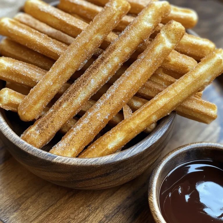 Für die perfekten Churro Waffelstäbchen brauchst du: - 1 ½ Tassen Weizenmehl - 1 Esslöffel Backpulver - ½ Teelöffel Salz - 1 Esslöffel gemahlener Zimt - ¼ Tasse Zucker - 2 Esslöffel ungesalzene Butter, geschmolzen - 1 Tasse Buttermilch - 1 großes Ei - 1 Teelöffel Vanilleextrakt Diese Zutaten sind einfach zu finden und machen den Teig lecker und fluffig. Das Mehl gibt der Waffel Struktur. Das Backpulver sorgt dafür, dass die Waffeln schön aufgehen. Zimt und Zucker bringen den süßen Churro-Geschmack. Zusätzlich zu den Hauptzutaten verwenden wir: - 1 Esslöffel Zimt (zum Wälzen) Zimt ist der Star hier! Er gibt den Waffelstäbchen den typischen Churro-Geschmack. Du kannst auch etwas Muskatnuss oder Vanille hinzufügen, wenn du möchtest. Experimentiere ruhig mit den Gewürzen, um deinen eigenen Twist zu finden. Zum Wälzen und Dippen benötigst du: - ½ Tasse Kristallzucker (zum Wälzen) - Schokoladensauce (zum Dippen) Der Kristallzucker und Zimt sorgen für eine süße, knusprige Schicht. Die Schokoladensauce ist der perfekte Dip. Sie macht die Waffelstäbchen noch köstlicher. Du kannst auch Karamellsauce oder Erdbeersauce ausprobieren. Zuerst heize dein Waffeleisen gemäß den Anweisungen vor. Jedes Waffeleisen ist anders. Achte auf die empfohlene Temperatur. Eine gute Vorbereitung sorgt für gleichmäßige Waffeln. Für den Teig vermenge in einer großen Schüssel die trockenen Zutaten. Nutze 1 ½ Tassen Weizenmehl, 1 Esslöffel Backpulver, ½ Teelöffel Salz, 1 Esslöffel Zimt und ¼ Tasse Zucker. In einer separaten Schüssel kombinierst du 2 Esslöffel geschmolzene Butter, 1 Tasse Buttermilch, 1 großes Ei und 1 Teelöffel Vanilleextrakt. Mische alles gut, bis es gleichmäßig ist. Gieße die Mischung in die trockenen Zutaten. Rühre vorsichtig, aber übermische nicht. Einige Klümpchen sind in Ordnung. Fette das Waffeleisen leicht mit Antihaftspray oder Öl. Gieße 1/4 bis 1/3 Tasse Teig auf die Platten. Schließe den Deckel und backe 3-4 Minuten. Die Waffeln sollten goldbraun und knusprig sein. Entferne vorsichtig die Waffelstäbchen und lege sie auf einen Rost. Während sie warm sind, wälze sie in einer Mischung aus ½ Tasse Kristallzucker und 1 Esslöffel Zimt. Serviere sie mit warmer Schokoladensauce. So einfach ist es! Um die besten Churro Waffelstäbchen zu machen, mische den Teig gut. Nutze eine große Schüssel für die trockenen Zutaten. Füge das Mehl, Backpulver, Salz, Zimt und Zucker hinzu. In einer anderen Schüssel vermenge die feuchten Zutaten. Diese sind Butter, Buttermilch, Ei und Vanilleextrakt. Gieße die feuchten Zutaten in die trockenen und rühre vorsichtig. Übermische den Teig nicht, denn Klümpchen sind okay. Ein sanftes Mischen sorgt für lockere Waffeln. Die Backzeit ist entscheidend für den perfekten Genuss. Heize dein Waffeleisen gut vor. Die Temperatur sollte hoch sein, damit die Waffeln knusprig werden. Backe die Waffeln für etwa 3 bis 4 Minuten. Achte darauf, dass sie goldbraun sind. Öffne das Waffeleisen erst, wenn die Zeit abgelaufen ist. So bleibt die Waffel schön und ganz. Wenn du dein Waffeleisen fettet, wähle gesunde Optionen. Antihaftspray ist einfach und schnell. Du kannst auch einen Pinsel mit Öl verwenden. Kokosöl ist eine gute Wahl, da es gesund ist. Vermeide zu viel Fett, um die Waffeln nicht matschig zu machen. Ein leichtes Fetten reicht aus, um ein Ankleben zu verhindern. So bleiben die Waffelstäbchen schön und knusprig. {{image_4}} Es gibt viele Möglichkeiten, die Churro Waffelstäbchen zu beschichten. Du kannst die klassische Zimt-Zucker-Mischung verwenden. Diese Mischung gibt den Waffeln einen süßen und würzigen Geschmack. Alternativ kannst du auch Puderzucker verwenden. Puderzucker hat eine feine Textur und sieht schön aus. Für eine schokoladige Note mischst du Kakaopulver mit dem Zucker. Das gibt einen tollen Kontrast. Dips machen Churro Waffelstäbchen noch besser. Ich empfehle, warme Schokoladensauce zu verwenden. Die Schokolade schmilzt auf der Zunge. Eine andere Option ist Karamellsauce. Karamell hat einen reichhaltigen, süßen Geschmack. Für einen fruchtigen Twist kannst du Erdbeersoße oder Himbeersauce verwenden. Diese Saucen bringen Frische und einen tollen Farbkontrast. Du kannst die Waffelstäbchen kreativ aufpeppen. Füge Schokoladenstückchen oder Nüsse in den Teig hinzu. Das gibt einen zusätzlichen Crunch. Eine andere Idee ist, den Teig mit Kokosraspeln zu verfeinern. So bekommst du einen tropischen Geschmack. Wenn du es gerne würzig magst, probiere Zimt-Pekannüsse. Diese Kombination bringt eine interessante Textur und Geschmack. Um die Churro Waffelstäbchen frisch zu halten, lege sie in einen Behälter. Verwende einen luftdichten Behälter, um die Feuchtigkeit zu schützen. Lege ein Stück Küchenpapier hinein. Das hilft, die Waffeln knusprig zu halten. Um die Waffelstäbchen aufzuwärmen, lege sie in den Ofen. Heize den Ofen auf 180 Grad Celsius vor. Backe die Waffeln für etwa 5-7 Minuten. So bleiben sie knusprig und lecker. Du kannst auch einen Toaster verwenden. Das funktioniert schnell und einfach. Die Waffelstäbchen halten sich im Kühlschrank etwa 3 Tage. Wenn du sie länger aufbewahren willst, friere sie ein. Wickele jedes Stäbchen in Frischhaltefolie und lege sie in einen Gefrierbeutel. So bleiben sie bis zu 2 Monate frisch. Wenn du sie essen willst, einfach auftauen und aufwärmen. Du kannst die Churro Waffelstäbchen bis zu drei Tage in einem luftdichten Behälter aufbewahren. Lagere sie bei Raumtemperatur, um ihre Knusprigkeit zu erhalten. Wenn du sie länger aufbewahren möchtest, friere sie ein. In einem Gefrierbeutel halten sie bis zu drei Monate. Ja, du kannst die Waffeln im Voraus zubereiten. Bereite den Teig einfach vor und lagere ihn im Kühlschrank. Du kannst auch die gebackenen Waffelstäbchen im Voraus machen. Erwärme sie einfach im Waffeleisen oder im Ofen, um sie wieder knusprig zu machen. Fertige Churro Waffelstäbchen sind manchmal in speziellen Bäckereien oder Konditoreien erhältlich. Du kannst auch in großen Supermärkten nachsehen. Online-Shops bieten ebenfalls gefrorene oder vorgefertigte Optionen an. Du kannst verschiedene Beschichtungen ausprobieren, wie Schokoladen- oder Karamellsoße. Füge Nüsse oder Streusel für zusätzlichen Crunch hinzu. Experimentiere auch mit verschiedenen Gewürzen wie Muskatnuss oder Ingwer. Das macht deine Churro Waffelstäbchen noch spannender und leckerer! Churro Waffelstäbchen sind lecker und einfach zuzubereiten. Wir haben die wichtigen Zutaten, Tipps und Variationen behandelt. Mit diesen Anleitungen wirst du die perfekten Waffeln backen. Denke daran, die Waffeln gut zu lagern, damit sie frisch bleiben. Experimentiere mit Dips und Beschichtungen für deinen eigenen Twist. Jetzt liegt es an dir, kreativ zu werden und diese süße Köstlichkeit zu genießen!