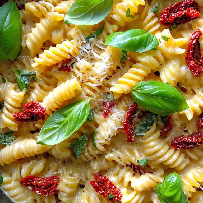Für die perfekte cremige Ein-Topf-Pasta brauchst du einige wichtige Zutaten. Hier sind sie: - 340 g Pasta (Fusilli oder Penne) - 240 g sonnengetrocknete Tomaten (in Öl, grob gehackt) - 960 ml Gemüsebrühe - 240 ml Sahne oder Kokoscreme - 4 Knoblauchzehen, fein gehackt - 1 Tasse frische Basilikumblätter, grob gehackt - 1 Teelöffel getrockneter Oregano - 1 Teelöffel rote Pfefferflocken - Salz und Pfeffer nach Geschmack - 100 g geriebener Parmesan oder Ernährungshefe - 2 Esslöffel Olivenöl Jede Zutat bringt ihren eigenen Geschmack. Die sonnengetrockneten Tomaten geben eine süße Note. Der Basilikum bringt Frische. Du kannst dieses Gericht leicht anpassen. Hier sind ein paar Ideen: - Füge frisches Gemüse wie Spinat oder Erbsen hinzu. - Nutze Hähnchen oder Garnelen für mehr Protein. - Ersetze Parmesan durch veganen Käse für eine milchfreie Option. Diese Variationen machen die Pasta noch spannender und passen zu deinen Vorlieben. Diese Pasta ist nicht nur lecker, sondern auch nahrhaft. Hier sind einige Nährstoffe: - Eine Portion enthält viele Ballaststoffe durch die Pasta. - Die sonnengetrockneten Tomaten sind reich an Antioxidantien. - Basilikum liefert Vitamin K und Eisen. Diese Zutaten helfen dir, gesund zu essen, während du ein köstliches Gericht genießt. Beginne mit der Vorbereitung deiner Zutaten. Schnapp dir: - 340 g Pasta (Fusilli oder Penne) - 240 g sonnengetrocknete Tomaten (in Öl, grob gehackt) - 960 ml Gemüsebrühe - 240 ml Sahne oder Kokoscreme - 4 Knoblauchzehen (fein gehackt) - 1 Tasse frische Basilikumblätter (grob gehackt) - 1 Teelöffel getrockneter Oregano - 1 Teelöffel rote Pfefferflocken - Salz und Pfeffer - 100 g geriebener Parmesan - 2 Esslöffel Olivenöl Sorge dafür, dass alles bereit ist. Das macht den Kochprozess viel einfacher. Erhitze das Olivenöl in einem großen Topf bei mittlerer Hitze. Füge die gehackten Knoblauchzehen hinzu. Brate sie eine Minute lang an, bis sie duften. Achte darauf, dass der Knoblauch nicht anbrennt. Gib dann die sonnengetrockneten Tomaten hinzu. Rühre sie etwa zwei Minuten um. Sie sollten weich werden. Gieße nun die Gemüsebrühe in den Topf und bringe sie zum Kochen. Füge die Pasta, den Oregano und die roten Pfefferflocken hinzu. Rühre gut um und koche alles, bis die Pasta al dente ist. Das dauert in der Regel acht bis zehn Minuten. Sobald die Pasta gar ist, reduziere die Hitze auf niedrig. Gieße die Sahne oder Kokoscreme dazu. Rühre gut um und lasse die Mischung zwei bis drei Minuten köcheln. Die Sauce sollte leicht eindicken. Rühre jetzt den geriebenen Parmesan unter. Wenn du eine vegane Variante setzt, benutze Ernährungshefe. Mische alles, bis der Käse geschmolzen ist und die Sauce cremig wird. Schmecke die Mischung mit Salz und Pfeffer ab. Füge bei Bedarf mehr Gemüsebrühe hinzu, falls die Sauce zu dick ist. Nimm den Topf vom Herd und lasse das Gericht einige Minuten stehen. So dickt es weiter ein. Serviere die Pasta in tiefen Tellern. Garniere mit frischem Basilikum und vielleicht etwas mehr Parmesan. So sieht das Gericht nicht nur gut aus, sondern schmeckt auch großartig. Für diese cremige Ein-Topf-Pasta empfehle ich Fusilli oder Penne. Diese Formen halten die Sauce gut fest. Sie nehmen den Geschmack der Sonnengetrockneten Tomaten und der Sahne auf. Du kannst auch andere Sorten ausprobieren, aber achte darauf, dass sie die Sauce gut halten. Du kannst mit Kräutern und Gewürzen spielen. Frischer Oregano passt gut zu diesem Gericht. Auch Thymian oder Petersilie bringen frische Aromen. Für mehr Schärfe füge mehr rote Pfefferflocken hinzu. Wenn du es milder magst, lasse sie weg. Experimentiere mit deinen Lieblingskräutern, um deinen eigenen Geschmack zu finden. Wenn du eine milchfreie Option brauchst, nutze Kokoscreme. Sie macht die Sauce ebenfalls cremig und lecker. Für eine vegane Variante ersetze den Parmesan durch Ernährungshefe. Diese gibt einen herzhaften Geschmack, der gut zu deiner Pasta passt. Achte darauf, dass alle Zutaten für deine speziellen diätetischen Bedürfnisse geeignet sind. {{image_4}} Wenn du eine vegane Option suchst, ist das einfach. Verwende Kokoscreme anstelle von Sahne. Für den Käse kannst du Ernährungshefe nutzen. Sie gibt einen nussigen Geschmack. So bleibt die Pasta lecker und cremig. Du kannst die Pasta nach deinem Geschmack anpassen. Füge zum Beispiel frische Spinatblätter hinzu. Sie bringen Farbe und Nährstoffe. Auch Artischockenherzen passen gut. Wenn du es schärfer magst, kannst du mehr rote Pfefferflocken hinzufügen. Fusilli und Penne sind gut, aber du kannst auch andere Sorten nutzen. Spaghetti oder Farfalle schmecken ebenso gut. Beachte die Kochzeit der Pasta. Sie kann variieren. Achte darauf, dass die Sauce gut zu deiner Pasta passt. So wird dein Gericht immer köstlich. Um die cremige Ein-Topf-Pasta frisch zu halten, lege sie in einen luftdichten Behälter. So bleibt sie 3 bis 5 Tage im Kühlschrank gut. Achte darauf, dass die Pasta vollständig abgekühlt ist, bevor du sie verpackst. Das schützt vor Feuchtigkeit und hält den Geschmack. Wenn du Reste hast, friere sie ein, um sie länger zu lagern. Fülle die Pasta in einen gefrierfesten Behälter oder einen Gefrierbeutel. Du kannst die Pasta bis zu 3 Monate einfrieren. Achte darauf, die Luft so gut wie möglich herauszudrücken, um Gefrierbrand zu vermeiden. Um die Pasta wieder aufzuwärmen, nutze einen Topf oder die Mikrowelle. Wenn du sie im Topf erhitzt, füge etwas Gemüsebrühe oder Wasser hinzu. Das hilft, die Sauce cremig zu halten. Rühre die Pasta bei mittlerer Hitze etwa 5 bis 10 Minuten. In der Mikrowelle erwärmst du sie in kurzen Intervallen von 1-2 Minuten. Rühre zwischendurch um, damit sie gleichmäßig warm wird. Ja, du kannst frische Tomaten verwenden. Sie geben einen anderen Geschmack. Du solltest sie jedoch vorher blanchieren und schälen. Schneide sie in kleine Stücke. Verwende etwa 500 g frische Tomaten. Die Sauce wird frischer, aber weniger intensiv. Sonnengetrocknete Tomaten bieten mehr Tiefe und Süße. Um die Sauce cremiger zu machen, füge mehr Sahne hinzu. Du kannst auch Frischkäse oder Mascarpone verwenden. Diese Zutaten geben der Sauce eine reichhaltige Textur. Eine andere Methode ist, die Pasta länger in der Sauce zu lassen. So zieht sie mehr Flüssigkeit auf und wird cremiger. Die Reste halten sich gut im Kühlschrank. Bewahre sie in einem luftdichten Behälter auf. Sie bleiben bis zu drei Tage frisch. Zum Aufwärmen füge einen Schuss Gemüsebrühe hinzu. Das hilft, die Sauce wieder cremig zu machen. Du kannst die Reste auch einfrieren. In diesem Fall halten sie bis zu zwei Monate. Diese Anleitung zeigt, wie man eine cremige Ein-Topf-Pasta zubereitet. Wir haben die besten Zutaten aufgelistet und spannende Variationen vorgestellt. Nährstoffe sind wichtig, und ich habe auch Tipps für das Kochen gegeben. Außerdem lernst du, wie du Reste richtig lagerst. Denke daran, mit Kräutern und Gewürzen zu experimentieren. So kannst du das Rezept ganz nach deinem Geschmack anpassen. Viel Spaß beim Kochen und Genießen!