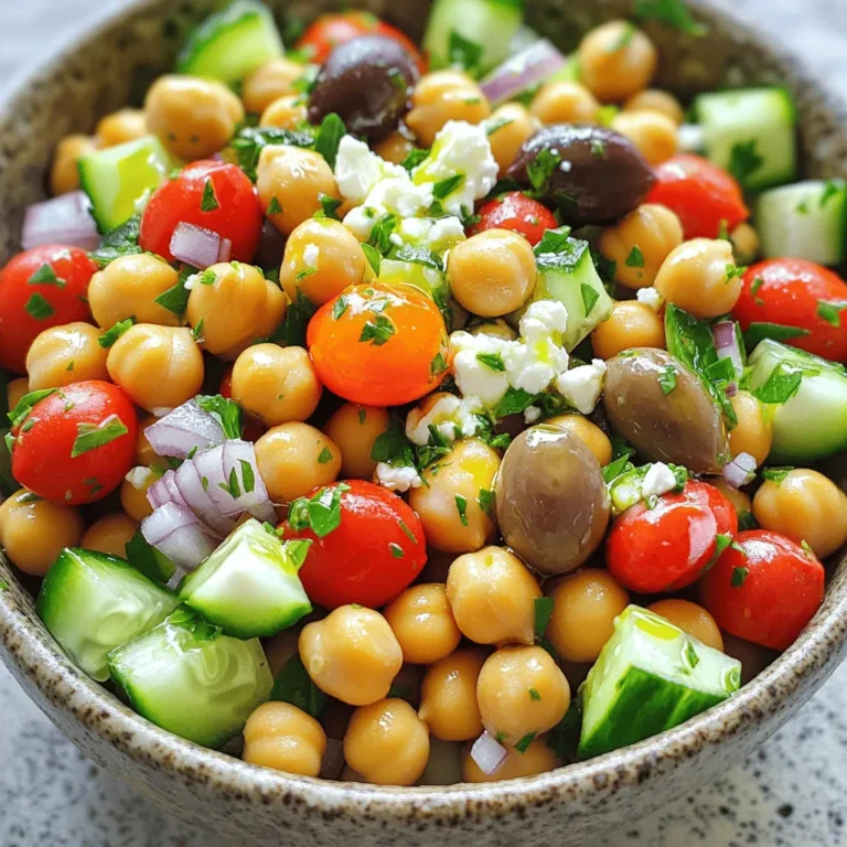 Für diesen leckeren Kichererbsensalat brauchst du: - 1 Dose (425 g) Kichererbsen, abgetropft und abgespült - 1 Tasse Cherrytomaten, halbiert - 1 Gurke, gewürfelt - 1/2 rote Zwiebel, fein gehackt - 1/2 Tasse Kalamata-Oliven, entsteint und in Scheiben geschnitten - 1/4 Tasse Feta-Käse, zerbröckelt - 1/4 Tasse frische Petersilie, gehackt Diese Zutaten bringen frische Aromen und Texturen in deinen Salat. Kichererbsen geben dir viel Protein und machen den Salat sättigend. Das Dressing ist einfach und schnell zuzubereiten. Du brauchst: - 3 Esslöffel Olivenöl - 2 Esslöffel Zitronensaft - 1 Teelöffel getrockneter Oregano - Salz und Pfeffer nach Geschmack Das Dressing verbindet die Aromen. Olivenöl sorgt für einen reichhaltigen Geschmack, während der Zitronensaft Frische bringt. Du kannst den Salat nach deinem Geschmack anpassen. Hier sind einige Ideen: - Frische Minze für einen kühlen Geschmack - Dill für eine herzhafte Note - Paprika für mehr Farbe und Crunch - Avocado für Cremigkeit Diese Zutaten machen deinen Salat noch interessanter. Experimentiere mit verschiedenen Kräutern und Gemüse, um neue Geschmäcker zu entdecken. Zuerst öffne die Dose Kichererbsen. Gieße die Kichererbsen in ein Sieb und spüle sie ab. Dadurch entfernst du die Konservierungsstoffe. In einer großen Schüssel vermenge die Kichererbsen mit halbierten Cherrytomaten. Schneide die Gurke in kleine Würfel und füge sie hinzu. Hacke die rote Zwiebel fein und gib sie ebenfalls in die Schüssel. Jetzt sind die Basiszutaten fertig. Schneide die Kalamata-Oliven in Scheiben und füge sie zur Schüssel. Zerkleinere den Feta-Käse und streue ihn über die Mischung. Die frische Petersilie bringt Farbe und Geschmack. Hacke sie grob und mische sie gut unter die anderen Zutaten. Achte darauf, dass alles gleichmäßig verteilt ist. So schmeckt jeder Bissen köstlich. In einer kleinen Schüssel mische das Olivenöl und den Zitronensaft. Füge den getrockneten Oregano hinzu. Würze mit Salz und Pfeffer. Mit einem Schneebesen alles gut vermengen. Gieße das Dressing über den Salat und rühre vorsichtig um. Lass den Salat eine Minute stehen, damit die Aromen sich entfalten. Serviere den Salat in schönen Schalen. Garniere ihn mit extra Petersilie für einen frischen Touch. Würzen ist der Schlüssel zu einem guten Salat. Beginnen Sie mit wenig Salz. Kichererbsen und Feta bringen schon viel Geschmack. Fügen Sie nach und nach mehr hinzu, bis es perfekt ist. Verwenden Sie frischen Zitronensaft. Er gibt dem Salat einen tollen Kick. Ein Spritzer mehr kann viel ausmachen. Oregano bringt ein mediterranes Aroma. Experimentieren Sie mit weiteren Kräutern wie Minze oder Dill. Ein schneller Salat braucht einen klaren Plan. Halten Sie alle Zutaten bereit. Schneiden Sie das Gemüse vorher. So sparen Sie Zeit. Nutzen Sie eine große Schüssel für die Mischung. Das hilft, alles gut zu vermengen. Wenn Sie es eilig haben, können Sie auch vorgehacktes Gemüse kaufen. Achten Sie darauf, dass die Kichererbsen gut abgetropft sind. So bleibt der Salat nicht matschig. Die Präsentation macht einen großen Unterschied. Verwenden Sie bunte Zutaten. Cherrytomaten bringen Farbe ins Spiel. Garnieren Sie den Salat mit frischen Petersilienblättern. Das sieht schön aus und gibt frischen Geschmack. Servieren Sie den Salat in klaren Schalen. So können alle die bunten Zutaten sehen. Ein gutes Auge für Details macht Ihren Salat zum Star! {{image_4}} Der Kichererbsensalat ist schon von Natur aus vegetarisch. Um ihn vegan zu machen, lassen Sie einfach den Feta-Käse weg. Sie können auch einen veganen Feta verwenden. So bleibt der Geschmack frisch und lecker. Fühlen Sie sich frei, den Salat nach Ihrem Geschmack zu ändern. Hier sind einige Ideen: - Paprika für mehr Farbe und Crunch - Avocado für eine cremige Textur - Quinoa für mehr Füllung - Geröstete Nüsse für zusätzlichen Biss Diese Zutaten passen gut zu den Kichererbsen und machen den Salat interessanter. Die Jahreszeiten bringen viele frische Zutaten. Im Sommer nutzen Sie saftige Wassermelonen oder frische Minze. Im Herbst sind geröstete Kürbiswürfel eine tolle Ergänzung. Im Winter können Sie auch Rote Bete oder Feldsalat hinzufügen. So bleibt der Salat das ganze Jahr über spannend. Der Kichererbsensalat bleibt frisch im Kühlschrank. Lagern Sie ihn in einem luftdichten Behälter. Dies verhindert, dass er austrocknet oder Gerüche aufnimmt. Der Salat hält sich bis zu drei Tage, wenn er richtig aufbewahrt wird. Vor dem Servieren sollten Sie ihn gut durchmischen. So verteilen sich die Aromen wieder gleichmäßig. Um die Haltbarkeit zu erhöhen, verwenden Sie frische Zutaten. Achten Sie darauf, dass die Kichererbsen gut abgetropft sind. Wenn Sie den Salat länger aufbewahren, vermeiden Sie das Hinzufügen von Feta-Käse. Dies verhindert, dass der Käse matschig wird. Fügen Sie den Käse erst kurz vor dem Servieren hinzu. Auch das Dressing können Sie separat lagern, um die Frische zu bewahren. Einfrieren ist nicht ideal für diesen Salat. Die Textur der Zutaten kann sich ändern. Wenn Sie dennoch einfrieren möchten, stellen Sie sicher, dass der Salat gut verpackt ist. Verwenden Sie einen gefrierfesten Behälter oder einen Beutel. Zum Auftauen legen Sie den Salat über Nacht in den Kühlschrank. Mischen Sie ihn gut, bevor Sie ihn essen. Beachten Sie, dass frische Kräuter und das Dressing am besten frisch bleiben. Der Kichererbsensalat hält sich gut für etwa drei bis fünf Tage im Kühlschrank. Bewahre ihn in einem luftdichten Behälter auf. So bleibt er frisch und lecker. Achte darauf, den Salat vor dem Servieren gut durchzumischen. Manchmal setzen sich die Zutaten ab. Ja, du kannst frische Kichererbsen verwenden! Koche sie zuerst. Du musst sie etwa eine Stunde lang in Wasser kochen. Achte darauf, die Kichererbsen gut abzukühlen, bevor du sie in den Salat gibst. Frische Kichererbsen haben einen tollen Geschmack und eine feste Textur. Fühle dich frei, deinen Salat zu personalisieren! Hier sind einige Ideen: - Paprika für etwas Süße und Farbe - Avocado für eine cremige Textur - Feta-Käse oder Mozzarella für mehr Käsegeschmack - Rucola oder Spinat für etwas Grünes Experimentiere mit verschiedenen Zutaten. So machst du den Salat immer wieder neu und spannend! Der Kichererbsensalat ist einfach zuzubereiten und vielseitig. Er bietet viele Optionen für frische Zutaten und Gewürze. Ihr könnt die Basis anpassen und den Salat nach eurem Geschmack gestalten. Denkt an die Lagerung, damit er frisch bleibt. Ob im Kühlschrank oder im Gefrierfach, ihr habt viele Möglichkeiten. Nutzt die Tipps für die perfekte Würze und zeigt eure Kreativität mit Variationen. Probiert neue Kombinationen aus und macht das Rezept zu eurem eigenen. So bleibt der Genuss immer spannend und frisch.