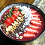 Die Hauptzutaten machen diese Bowl lecker und nahrhaft. Hier sind sie: - 1 Tasse gefrorene Rote-Bete-Würfel - 1 reife Banane - 1 Tasse Mandelmilch (oder Milch nach Wahl) - 1 Portion Vanille-Protein-Pulver - 2 Esslöffel Kakaopulver - 1 Esslöffel Chiasamen - 1 Esslöffel Ahornsirup (optional) - 1/4 Teelöffel Vanilleextrakt Jede Zutat bringt ihren eigenen Geschmack und Nutzen. Die rote Bete gibt die schöne Farbe. Die Banane macht die Mischung süß und cremig. Das Protein-Pulver hilft, dich satt zu halten. Zusätzliche Zutaten können die Nährstoffe der Bowl verbessern. Hier sind einige Optionen: - Chiasamen bieten Omega-3-Fettsäuren. - Kakaopulver enthält Antioxidantien. - Erdbeeren sind reich an Vitamin C. - Kokosnuss bringt gesunde Fette. Diese Zutaten machen deine Bowl nicht nur lecker, sondern auch gesund. Ein guter Start in den Tag! Wenn du spezielle Diäten hast, gibt es Alternativen. Hier sind einige Möglichkeiten: - Ersetze die Mandelmilch durch Hafer- oder Sojamilch. - Verwende Eiweißpulver aus Erbsen für eine vegane Option. - Lass den Ahornsirup weg, wenn du Zucker vermeiden möchtest. So kannst du die Bowl anpassen, ohne den Geschmack zu verlieren. Jeder kann eine leckere Rote Samt Protein Smoothie Bowl genießen! Zuerst musst du alle Zutaten bereitstellen. Hier ist, was du brauchst: - 1 Tasse gefrorene Rote-Bete-Würfel - 1 reife Banane - 1 Tasse Mandelmilch (oder Milch nach Wahl) - 1 Portion Vanille-Protein-Pulver - 2 Esslöffel Kakaopulver - 1 Esslöffel Chiasamen - 1 Esslöffel Ahornsirup (optional) - 1/4 Teelöffel Vanilleextrakt - Beläge: in Scheiben geschnittene Erdbeeren, geraspelter Kokosnuss, gehackte Nüsse, Kakaonibs Sorge dafür, dass die Banane reif ist. Sie gibt dir die beste Süße. Die gefrorene Rote Bete sorgt für die schöne Farbe und den tollen Geschmack. Jetzt kommt der spaßige Teil: das Mixen! Gib die vorbereiteten Zutaten in den Mixer. Mixe alles auf hoher Stufe. Achte darauf, die Seiten des Mixbehälters abzukratzen. So wird alles gut vermischt. Wenn die Mischung zu dick ist, füge mehr Mandelmilch hinzu. Die richtige Konsistenz ist wichtig. Sie sollte cremig und smoothieartig sein. Das macht den Genuss noch besser! Gieße die Mischung in eine Schüssel. Jetzt kannst du kreativ werden! Garniere die Smoothie-Bowl mit den Belägen. Schneide die Erdbeeren in Scheiben und streue sie auf die Bowl. Du kannst auch Kokosnuss, Nüsse und Kakaonibs hinzufügen. Diese geben dir verschiedene Texturen und Geschmäcker. Ein Spritzer Ahornsirup obenauf sorgt für extra Süße. Präsentiere die Bowl in einer tiefen Schüssel. Ordne die Beläge schön an. So sieht es einladend aus und schmeckt noch besser! Die Auswahl der richtigen Zutaten macht einen großen Unterschied. Für die Rote Samt Protein Smoothie Bowl sind diese Zutaten ideal: - 1 Tasse gefrorene Rote-Bete-Würfel - 1 reife Banane - 1 Tasse Mandelmilch - 1 Portion Vanille-Protein-Pulver - 2 Esslöffel Kakaopulver - 1 Esslöffel Chiasamen - 1 Esslöffel Ahornsirup (optional) - 1/4 Teelöffel Vanilleextrakt Diese Kombination sorgt für eine süße und erdige Note. Die Banane gibt eine cremige Textur. Rote Bete liefert nicht nur die schöne Farbe, sondern auch viele Nährstoffe. Mandeldrink hält die Bowl leicht und pflanzlich. Ein häufiger Fehler ist, die Zutaten nicht gut zu mixen. Achten Sie darauf, die Seiten des Mixbehälters abzukratzen. So wird alles gleichmäßig vermischt. Wenn die Mischung zu dick ist, fügen Sie mehr Mandelmilch hinzu. Eine zu dünne Konsistenz kann die Bowl unappetitlich machen. Verwenden Sie frische oder gefrorene Beeren für den besten Geschmack. Die Präsentation ist wichtig. Servieren Sie die Smoothie-Bowl in einer tiefen Schüssel. Ordnen Sie die Beläge schön an. Schneiden Sie Erdbeeren in dünne Scheiben. Streuen Sie geraspelten Kokos und gehackte Nüsse darüber. Kakaonibs geben einen schönen Kontrast. Ein Spritzer Ahornsirup oben drauf sieht toll aus und schmeckt gut. So wird Ihre Bowl nicht nur lecker, sondern auch ein echter Hingucker! {{image_4}} Wenn du mehr Protein willst, probiere griechischen Joghurt. Er macht die Bowl cremiger. Du kannst etwa 1/2 Tasse Joghurt hinzufügen. Das gibt dir auch eine zusätzliche Portion Kalzium. Du wirst die dicke und reichhaltige Textur lieben. Es ist ein toller Weg, um das Frühstück noch nahrhafter zu machen. Für eine vegane Version, ersetze den Joghurt durch Kokosjoghurt oder eine andere pflanzliche Option. Achte darauf, dass dein Proteinpulver vegan ist. Du kannst auch die Mandelmilch durch Hafermilch oder Sojamilch ersetzen. Diese Alternativen sind lecker und sorgen für einen tollen Geschmack. Toppings sind nicht nur für die Optik. Sie bringen Textur und Geschmack. Erdbeeren sind frisch und süß. Kokosnuss gibt einen tollen Crunch. Nüsse fügen gesunde Fette hinzu. Kakaonibs sind eine schokoladige, bittere Ergänzung. Probiere, verschiedene Toppings zu mixen. So bleibt deine Smoothie-Bowl spannend und lecker. Um die Red Velvet Protein Smoothie Bowl frisch zu halten, legen Sie sie in einen luftdichten Behälter. Füllen Sie den Behälter bis zum Rand, um Luft zu vermeiden. Stellen Sie ihn dann in den Kühlschrank. So bleibt die Bowl 1-2 Tage frisch. Vor dem Servieren einfach umrühren. Wenn Sie Reste haben, nutzen Sie sie für andere Gerichte. Sie können die Mischung als gesundes Eis verwenden. Gießen Sie die Mischung in Eiswürfelschalen und frieren Sie sie ein. Diese Eiswürfel passen gut in Smoothies oder Getränke. Auch als Topping für Joghurt sind sie lecker. Die Haltbarkeit der Zutaten variiert. Gefrorene Rote-Bete-Würfel sind bis zu 12 Monate haltbar. Die Banane bleibt im Kühlschrank 1-2 Tage frisch. Mandelmilch hält sich ungeöffnet bis zu 1 Jahr. Nach dem Öffnen sollten Sie sie innerhalb von 7-10 Tagen verwenden. Kakaopulver und Chiasamen sind ebenfalls lange haltbar, oft mehrere Jahre. Eine Rote Samt Protein Smoothie Bowl hat etwa 300 bis 400 Kalorien. Diese Zahl kann variieren. Die genauen Kalorien hängen von den Zutaten ab. Zum Beispiel, wenn du mehr Nüsse oder Sirup hinzufügst, steigt die Kalorienzahl. Diese Bowl ist eine gute Wahl für eine nahrhafte Mahlzeit oder einen Snack. Ja, du kannst andere Milchprodukte verwenden. Du kannst Kuhmilch, Sojamilch oder Hafermilch nehmen. Jede Milch hat ihren eigenen Geschmack und Nährwert. Wenn du eine cremigere Textur magst, probiere Vollmilch oder Kokosmilch. Für eine kalorienärmere Option ist Mandelmilch ideal. Ja, diese Smoothie-Bowl ist für Kinder geeignet. Sie enthält gesunde Zutaten wie Banane und Rote Bete. Diese Zutaten sind reich an Vitaminen und Mineralien. Du kannst die Süße anpassen, um es für Kinder schmackhaft zu machen. Verwende weniger oder keinen Sirup, wenn du es weniger süß magst. Die Rote Samt Protein Smoothie Bowl kombiniert gesunde Zutaten für einen leckeren Genuss. Sie bietet nahrhafte Alternativen für spezielle Bedürfnisse. Die Schritt-für-Schritt-Anleitung hilft dir, die perfekte Konsistenz zu erreichen. Vermeide Fehler und präsentiere deine Bowl ansprechend. Variationen wie vegane Optionen erweitern dein Rezept. Bewahre deine Smoothie-Bowl richtig auf und nutze Reste sinnvoll. Diese Bowl ist für alle, auch für Kinder, toll geeignet. Probiere sie aus und entdecke vielfältige Möglichkeiten!