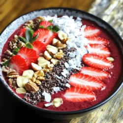 Die Hauptzutaten machen diese Bowl lecker und nahrhaft. Hier sind sie: - 1 Tasse gefrorene Rote-Bete-Würfel - 1 reife Banane - 1 Tasse Mandelmilch (oder Milch nach Wahl) - 1 Portion Vanille-Protein-Pulver - 2 Esslöffel Kakaopulver - 1 Esslöffel Chiasamen - 1 Esslöffel Ahornsirup (optional) - 1/4 Teelöffel Vanilleextrakt Jede Zutat bringt ihren eigenen Geschmack und Nutzen. Die rote Bete gibt die schöne Farbe. Die Banane macht die Mischung süß und cremig. Das Protein-Pulver hilft, dich satt zu halten. Zusätzliche Zutaten können die Nährstoffe der Bowl verbessern. Hier sind einige Optionen: - Chiasamen bieten Omega-3-Fettsäuren. - Kakaopulver enthält Antioxidantien. - Erdbeeren sind reich an Vitamin C. - Kokosnuss bringt gesunde Fette. Diese Zutaten machen deine Bowl nicht nur lecker, sondern auch gesund. Ein guter Start in den Tag! Wenn du spezielle Diäten hast, gibt es Alternativen. Hier sind einige Möglichkeiten: - Ersetze die Mandelmilch durch Hafer- oder Sojamilch. - Verwende Eiweißpulver aus Erbsen für eine vegane Option. - Lass den Ahornsirup weg, wenn du Zucker vermeiden möchtest. So kannst du die Bowl anpassen, ohne den Geschmack zu verlieren. Jeder kann eine leckere Rote Samt Protein Smoothie Bowl genießen! Zuerst musst du alle Zutaten bereitstellen. Hier ist, was du brauchst: - 1 Tasse gefrorene Rote-Bete-Würfel - 1 reife Banane - 1 Tasse Mandelmilch (oder Milch nach Wahl) - 1 Portion Vanille-Protein-Pulver - 2 Esslöffel Kakaopulver - 1 Esslöffel Chiasamen - 1 Esslöffel Ahornsirup (optional) - 1/4 Teelöffel Vanilleextrakt - Beläge: in Scheiben geschnittene Erdbeeren, geraspelter Kokosnuss, gehackte Nüsse, Kakaonibs Sorge dafür, dass die Banane reif ist. Sie gibt dir die beste Süße. Die gefrorene Rote Bete sorgt für die schöne Farbe und den tollen Geschmack. Jetzt kommt der spaßige Teil: das Mixen! Gib die vorbereiteten Zutaten in den Mixer. Mixe alles auf hoher Stufe. Achte darauf, die Seiten des Mixbehälters abzukratzen. So wird alles gut vermischt. Wenn die Mischung zu dick ist, füge mehr Mandelmilch hinzu. Die richtige Konsistenz ist wichtig. Sie sollte cremig und smoothieartig sein. Das macht den Genuss noch besser! Gieße die Mischung in eine Schüssel. Jetzt kannst du kreativ werden! Garniere die Smoothie-Bowl mit den Belägen. Schneide die Erdbeeren in Scheiben und streue sie auf die Bowl. Du kannst auch Kokosnuss, Nüsse und Kakaonibs hinzufügen. Diese geben dir verschiedene Texturen und Geschmäcker. Ein Spritzer Ahornsirup obenauf sorgt für extra Süße. Präsentiere die Bowl in einer tiefen Schüssel. Ordne die Beläge schön an. So sieht es einladend aus und schmeckt noch besser! Die Auswahl der richtigen Zutaten macht einen großen Unterschied. Für die Rote Samt Protein Smoothie Bowl sind diese Zutaten ideal: - 1 Tasse gefrorene Rote-Bete-Würfel - 1 reife Banane - 1 Tasse Mandelmilch - 1 Portion Vanille-Protein-Pulver - 2 Esslöffel Kakaopulver - 1 Esslöffel Chiasamen - 1 Esslöffel Ahornsirup (optional) - 1/4 Teelöffel Vanilleextrakt Diese Kombination sorgt für eine süße und erdige Note. Die Banane gibt eine cremige Textur. Rote Bete liefert nicht nur die schöne Farbe, sondern auch viele Nährstoffe. Mandeldrink hält die Bowl leicht und pflanzlich. Ein häufiger Fehler ist, die Zutaten nicht gut zu mixen. Achten Sie darauf, die Seiten des Mixbehälters abzukratzen. So wird alles gleichmäßig vermischt. Wenn die Mischung zu dick ist, fügen Sie mehr Mandelmilch hinzu. Eine zu dünne Konsistenz kann die Bowl unappetitlich machen. Verwenden Sie frische oder gefrorene Beeren für den besten Geschmack. Die Präsentation ist wichtig. Servieren Sie die Smoothie-Bowl in einer tiefen Schüssel. Ordnen Sie die Beläge schön an. Schneiden Sie Erdbeeren in dünne Scheiben. Streuen Sie geraspelten Kokos und gehackte Nüsse darüber. Kakaonibs geben einen schönen Kontrast. Ein Spritzer Ahornsirup oben drauf sieht toll aus und schmeckt gut. So wird Ihre Bowl nicht nur lecker, sondern auch ein echter Hingucker! {{image_4}} Wenn du mehr Protein willst, probiere griechischen Joghurt. Er macht die Bowl cremiger. Du kannst etwa 1/2 Tasse Joghurt hinzufügen. Das gibt dir auch eine zusätzliche Portion Kalzium. Du wirst die dicke und reichhaltige Textur lieben. Es ist ein toller Weg, um das Frühstück noch nahrhafter zu machen. Für eine vegane Version, ersetze den Joghurt durch Kokosjoghurt oder eine andere pflanzliche Option. Achte darauf, dass dein Proteinpulver vegan ist. Du kannst auch die Mandelmilch durch Hafermilch oder Sojamilch ersetzen. Diese Alternativen sind lecker und sorgen für einen tollen Geschmack. Toppings sind nicht nur für die Optik. Sie bringen Textur und Geschmack. Erdbeeren sind frisch und süß. Kokosnuss gibt einen tollen Crunch. Nüsse fügen gesunde Fette hinzu. Kakaonibs sind eine schokoladige, bittere Ergänzung. Probiere, verschiedene Toppings zu mixen. So bleibt deine Smoothie-Bowl spannend und lecker. Um die Red Velvet Protein Smoothie Bowl frisch zu halten, legen Sie sie in einen luftdichten Behälter. Füllen Sie den Behälter bis zum Rand, um Luft zu vermeiden. Stellen Sie ihn dann in den Kühlschrank. So bleibt die Bowl 1-2 Tage frisch. Vor dem Servieren einfach umrühren. Wenn Sie Reste haben, nutzen Sie sie für andere Gerichte. Sie können die Mischung als gesundes Eis verwenden. Gießen Sie die Mischung in Eiswürfelschalen und frieren Sie sie ein. Diese Eiswürfel passen gut in Smoothies oder Getränke. Auch als Topping für Joghurt sind sie lecker. Die Haltbarkeit der Zutaten variiert. Gefrorene Rote-Bete-Würfel sind bis zu 12 Monate haltbar. Die Banane bleibt im Kühlschrank 1-2 Tage frisch. Mandelmilch hält sich ungeöffnet bis zu 1 Jahr. Nach dem Öffnen sollten Sie sie innerhalb von 7-10 Tagen verwenden. Kakaopulver und Chiasamen sind ebenfalls lange haltbar, oft mehrere Jahre. Eine Rote Samt Protein Smoothie Bowl hat etwa 300 bis 400 Kalorien. Diese Zahl kann variieren. Die genauen Kalorien hängen von den Zutaten ab. Zum Beispiel, wenn du mehr Nüsse oder Sirup hinzufügst, steigt die Kalorienzahl. Diese Bowl ist eine gute Wahl für eine nahrhafte Mahlzeit oder einen Snack. Ja, du kannst andere Milchprodukte verwenden. Du kannst Kuhmilch, Sojamilch oder Hafermilch nehmen. Jede Milch hat ihren eigenen Geschmack und Nährwert. Wenn du eine cremigere Textur magst, probiere Vollmilch oder Kokosmilch. Für eine kalorienärmere Option ist Mandelmilch ideal. Ja, diese Smoothie-Bowl ist für Kinder geeignet. Sie enthält gesunde Zutaten wie Banane und Rote Bete. Diese Zutaten sind reich an Vitaminen und Mineralien. Du kannst die Süße anpassen, um es für Kinder schmackhaft zu machen. Verwende weniger oder keinen Sirup, wenn du es weniger süß magst. Die Rote Samt Protein Smoothie Bowl kombiniert gesunde Zutaten für einen leckeren Genuss. Sie bietet nahrhafte Alternativen für spezielle Bedürfnisse. Die Schritt-für-Schritt-Anleitung hilft dir, die perfekte Konsistenz zu erreichen. Vermeide Fehler und präsentiere deine Bowl ansprechend. Variationen wie vegane Optionen erweitern dein Rezept. Bewahre deine Smoothie-Bowl richtig auf und nutze Reste sinnvoll. Diese Bowl ist für alle, auch für Kinder, toll geeignet. Probiere sie aus und entdecke vielfältige Möglichkeiten!