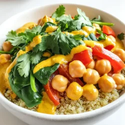 - 1 Dose (425 g) Kichererbsen, abgetropft und abgespült - 1 Esslöffel Kokosöl - 1 mittelgroße Zwiebel, gewürfelt - 3 Knoblauchzehen, fein gehackt - 1 Esslöffel frischer Ingwer, gerieben - 1 Esslöffel rote Currypaste - 1 Dose (400 ml) Kokosmilch - 250 ml Gemüsebrühe - 1 rote Paprika, in Streifen geschnitten - 1 Tasse frischer Spinat - 2 Teelöffel Sojasauce - 1 Esslöffel Limettensaft - Salz nach Geschmack - Gekochter Reis oder Quinoa (zum Servieren) - Frischer Koriander (zum Garnieren) Jede Zutat hat ihren eigenen Vorteil. Kichererbsen sind eine tolle Proteinquelle. Sie machen das Gericht nahrhaft und sättigend. Kokosöl bringt einen leichten Geschmack und gesunde Fette. Zwiebeln, Knoblauch und Ingwer geben Aroma. Die rote Currypaste sorgt für eine tolle Schärfe und Tiefe. Kokosmilch macht das Curry cremig. Gemüsebrühe sorgt für den richtigen Geschmack. Paprika und Spinat fügen Farbe und wichtige Vitamine hinzu. Limettensaft bringt Frische. Wähle frische Zutaten für den besten Geschmack. Achte beim Kauf von Gemüse auf feste und glänzende Schalen. Zwiebeln sollten keine dunklen Stellen haben. Knoblauch sollte sich fest anfühlen und keine Keime zeigen. Frischer Ingwer hat eine glatte Haut und einen starken Duft. Wenn möglich, kaufe Bio-Produkte. Das gibt dir bessere Qualität und mehr Geschmack. Immer gut abspülen, bevor du die Zutaten verwendest. Zuerst schneide die Zwiebel in kleine Würfel. Das gibt deinem Curry mehr Geschmack. Nimm drei Knoblauchzehen und hacke sie fein. Der Knoblauch bringt eine tolle Würze. Dann nimm einen Esslöffel frischen Ingwer und reibe ihn. Ingwer gibt dem Gericht eine frische Note. Jetzt erhitze das Kokosöl in einer großen Pfanne bei mittlerer Hitze. Wenn das Öl heiß ist, füge die gewürfelte Zwiebel hinzu. Dünste die Zwiebel für etwa drei bis vier Minuten, bis sie glasig ist. Das macht den Grundgeschmack. Nach der Zwiebel kommen die gehackten Knoblauchzehen und der geriebene Ingwer. Brate alles für ein bis zwei Minuten an. Du wirst den köstlichen Duft sofort riechen. Dieser Schritt ist wichtig, um die Aromen zu aktivieren. Jetzt ist es Zeit, die Currypaste hinzuzufügen. Nimm einen Esslöffel rote Currypaste und rühre sie in die Pfanne. Koche die Paste für eine zusätzliche Minute. So entfalten sich die Aromen richtig gut. Gieße dann eine Dose Kokosmilch und 250 ml Gemüsebrühe in die Pfanne. Rühre alles gut um. Erhöhe die Hitze und bringe die Mischung sanft zum Köcheln. Das ist der Moment, in dem das Curry richtig cremig wird. Füge jetzt eine Dose Kichererbsen hinzu, die du vorher abgetropft und abgespült hast. Die Kichererbsen sind eine tolle Proteinquelle. Jetzt kommen auch die in Streifen geschnittene rote Paprika dazu. Koche alles für etwa zehn Minuten. Die Paprika sollte weich sein, aber noch etwas Biss haben. Jetzt ist der Spinat an der Reihe. Füge eine Tasse frischen Spinat in die Pfanne. Rühre alles gut um, bis der Spinat zusammenfällt. Zum Schluss gib zwei Teelöffel Sojasauce und einen Esslöffel Limettensaft dazu. Schmecke alles mit Salz ab. Dein Kokos-Curry ist nun bereit, über gekochtem Reis oder Quinoa serviert zu werden! Garniere es mit frischem Koriander für den letzten Schliff. Um die perfekte Konsistenz zu erreichen, achte darauf, die Kokosmilch gut zu mischen. Wenn dein Curry zu dick ist, füge mehr Gemüsebrühe hinzu. Ein guter Tipp ist, die Kichererbsen erst später hinzuzufügen. So bleibt die Sauce schön cremig und dick. Magst du es schärfer? Erhöhe die Menge der roten Currypaste. Beginne mit einem kleinen Löffel und taste dich langsam vor. Wenn du es milder magst, füge mehr Kokosmilch hinzu. So balancierst du die Schärfe gut aus. Koche Reis oder Quinoa als Beilage. Beides passt gut zu deinem Curry. Für den perfekten Farb- und Geschmacksakzent kannst du frischen Koriander und Sesamsamen verwenden. Ein Spritzer Limettensaft zu jeder Schale macht das Gericht frisch und lebendig. {{image_4}} Für eine vegetarische oder vegane Version ist dieses Rezept perfekt. Die Hauptzutaten sind bereits pflanzlich. Achte darauf, dass die Currypaste keine Fischsoße enthält. Wenn du das tust, genießt du ein großartiges Gericht, das jeden erfreut. Du kannst auch Tofu statt Kichererbsen verwenden. Tofu bringt eine tolle Textur und Geschmack. Wenn du Kichererbsen nicht magst, gibt es viele andere Optionen. Linsen sind eine gute Wahl. Sie sind nahrhaft und kochen schnell. Edamame oder schwarze Bohnen sind ebenfalls lecker. Jedes dieser Lebensmittel bringt eine andere Note in dein Curry. Experimentiere mit verschiedenen Proteinen, um deinen Favoriten zu finden. Das Hinzufügen von Gemüse macht dein Gericht bunter und gesünder. Du kannst Karotten oder Brokkoli verwenden. Auch Zucchini oder Blumenkohl sind tolle Ergänzungen. Sie geben mehr Textur und Nährstoffe. Denke daran, das Gemüse so zu schneiden, dass es gleichmäßig kocht. Jedes Gemüse bringt einzigartige Aromen mit. So bleibt dein Curry spannend und frisch. Um deine Kokos-Curry-Kichererbsenschalen frisch zu halten, lagere die Reste in einem luftdichten Behälter. Stelle sicher, dass der Behälter gut verschlossen ist. So verhinderst du, dass Feuchtigkeit und Luft eindringen. Du kannst die Schalen bis zu drei Tage im Kühlschrank aufbewahren. Wenn du länger aufbewahren möchtest, ist das Einfrieren eine gute Option. Im Kühlschrank bleiben die Kichererbsenschalen für bis zu drei Tage genießbar. Achte darauf, sie schnell zu essen, um die beste Qualität zu erhalten. Im Gefrierschrank kannst du die Schalen bis zu drei Monate lagern. Um die beste Textur und den besten Geschmack zu bewahren, friere sie portionsweise ein. So kannst du genau die Menge auftauen, die du brauchst. Um die Kichererbsenschalen aufzuwärmen, nimm sie aus dem Kühlschrank oder Gefrierschrank. Wenn sie gefroren sind, lasse sie zuerst im Kühlschrank auftauen. Erhitze die Schalen dann in einem Topf bei mittlerer Hitze. Rühre regelmäßig um, damit sie gleichmäßig warm werden. Du kannst auch einen Mikrowellenherd verwenden. Stelle sicher, dass du die Schalen in einem mikrowellengeeigneten Behälter erhitzt. Füge einen kleinen Spritzer Wasser hinzu, um die Feuchtigkeit zu erhalten. Um dein Curry vegan zu machen, achte auf die Zutaten. Verwende Kokosöl, frische pflanzliche Produkte und eine vegane Currypaste. Statt Sojasauce kannst du Tamari nutzen, falls du glutenfrei bist. Achte auch darauf, dass die Gemüsebrühe keine tierischen Bestandteile hat. So bleibt dein Gericht rein pflanzlich und lecker. Ja, du kannst frische Kichererbsen verwenden. Koche sie vorher, bis sie weich sind. Frische Kichererbsen geben deinem Curry eine tolle Textur. Sie benötigen jedoch mehr Zeit zum Kochen als die Konservenversion. Achte darauf, sie gut abzutropfen und zu spülen, bevor du sie hinzufügst. Wenn du keine rote Currypaste hast, gibt es Alternativen. Du kannst grüne Currypaste verwenden, die etwas schärfer ist. Eine Mischung aus gemahlenem Kreuzkümmel, Koriander und Paprika kann ebenfalls einen ähnlichen Geschmack bieten. Experimentiere mit Gewürzen, um dein eigenes Curry zu kreieren! Kokos-Curry-Kichererbsenschalen sind einfach und lecker. Wir haben die besten Zutaten und ihre Bedeutung diskutiert. Du hast auch Schritt-für-Schritt-Anleitungen für die Zubereitung erhalten. Tipps zur perfekten Konsistenz und Schärfe helfen dir weiter. Variationen bieten tolle Optionen für alle Essensvorlieben. Zum Schluss hast du gelernt, wie du Reste richtig lagerst. Probiere diese Rezepte aus, und genieße dein Gericht! Es wird garantiert gut schmecken.