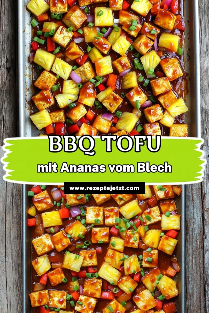 Entdecke das perfekte Gericht für schnelle und köstliche Abendessen mit unserem Sheet Pan BBQ Tofu Pineapple! Diese einfache Rezeptur vereint knusprigen Tofu, saftige Ananas und buntes Gemüse, alles gebacken in einer köstlichen BBQ-Sauce. In nur 40 Minuten zauberst du ein gesundes und leckeres Menü für die ganze Familie. Klicke jetzt, um das vollständige Rezept zu erkunden! #TofuRezept #VeggieEssen #GesundeRezepte #BBQGenuss