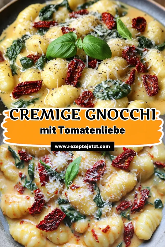 Entdecke die köstlichen Cremige Gnocchi mit getrockneten Tomaten, die dein Gaumen verwöhnen werden! In nur 30 Minuten zauberst du ein einfaches und zartherziges Gericht mit frischem Spinat und Parmesan. Perfekt für ein schnelles Abendessen oder ein besonderes Gericht. Lass dich inspirieren und klicke auf den Link, um das vollständige Rezept und weitere köstliche Ideen zu erkunden! #CremigeGnocchi #Kochrezepte #PastaLiebhaber #SchnelleGerichte