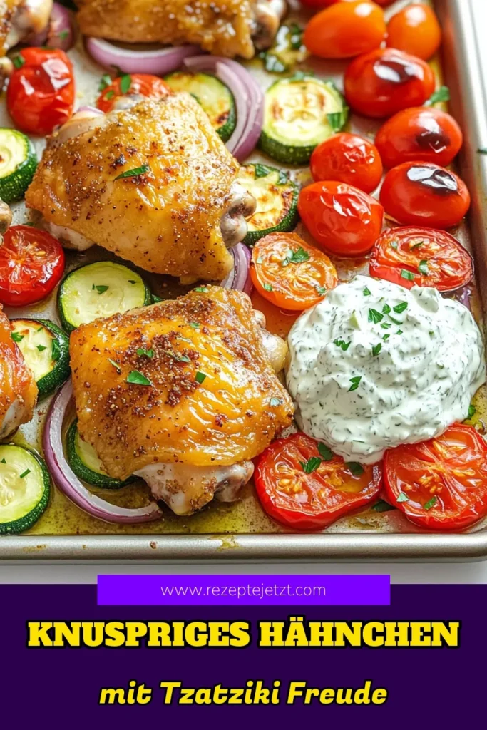 Entdecke das köstliche Rezept für Blech-Pfanne Griechisches Hähnchen mit Tzatziki-Gemüse! Dieses Gericht vereint saftige Hähnchenschenkel, knackiges Gemüse und eine erfrischende Tzatziki-Soße zu einem unvergesslichen Geschmackserlebnis. Perfekt für ein schnelles Abendessen und einfach zuzubereiten! Klicke jetzt, um die Schritte zu entdecken und die mediterrane Küche zu genießen! #GriechischesHähnchen #Tzatziki #Rezept #EssenGenießen