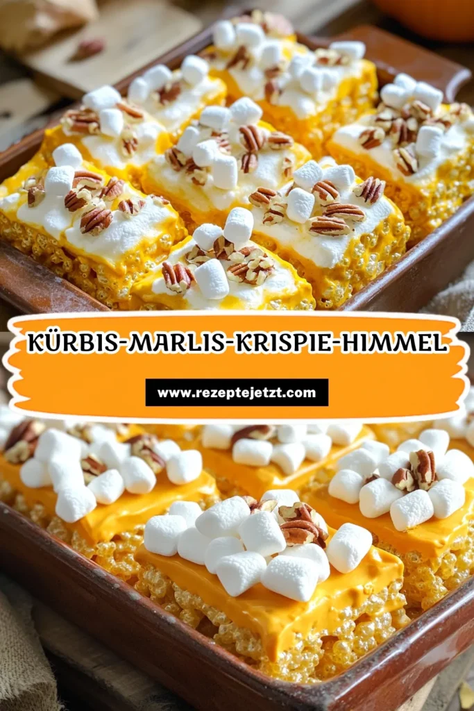Erwecken Sie den Herbst mit unseren unwiderstehlichen Kürbisgewürz-Marlis-Krispie-Leckereien! Diese süßen Snacks sind einfach zuzubereiten und perfekt für jeden Anlass. Mit knusprigen Reis-Cerealien, cremigen Mini-Marshmallows und einer Prise Kürbisgewürz ist jeder Biss ein himmlischer Genuss. Klicken Sie weiter, um das vollständige Rezept zu entdecken und Ihre Freunde und Familie mit diesen köstlichen Leckereien zu begeistern!