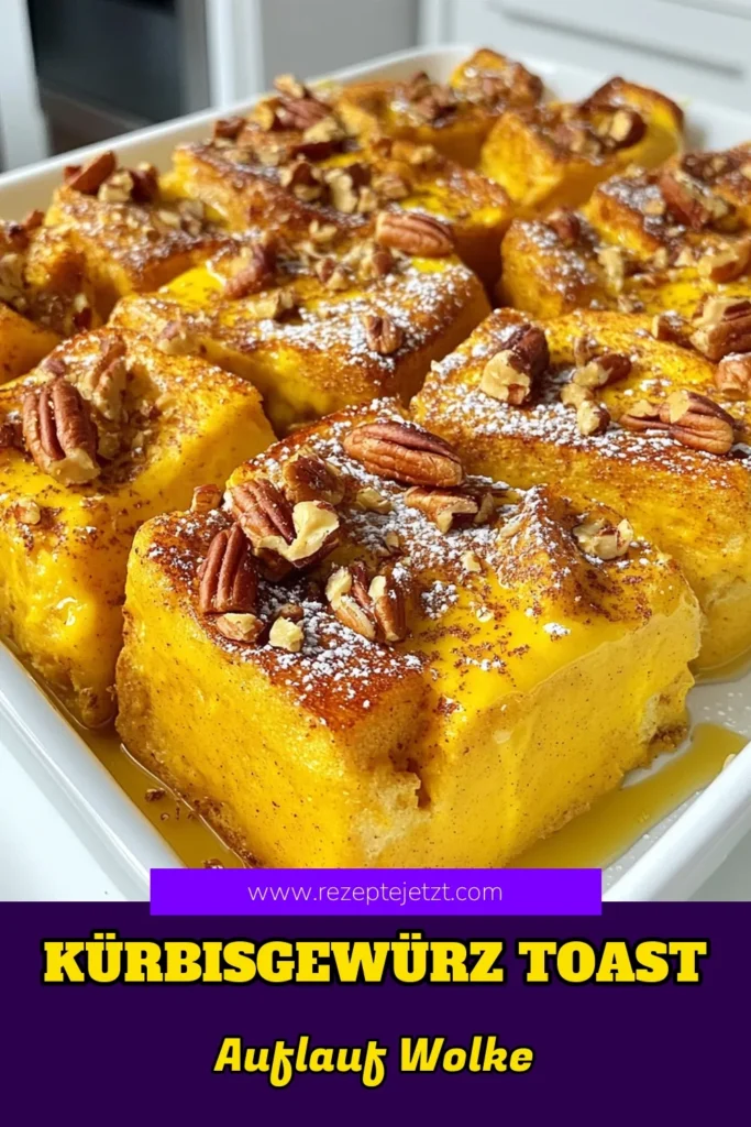 Genießen Sie den Herbst mit unserem Gemütlichen Kürbisgewürz-Französischen Toast Auflauf! Dieses köstliche Rezept kombiniert saftiges Brot, cremiges Kürbispüree und aromatische Gewürze zu einem wärmenden Frühstück oder Dessert. Perfekt für die ganze Familie! Klicken Sie durch, um das Rezept zu entdecken und Ihre Küche mit aromatischen Düften zu erfüllen. #Kürbisrezept #Frühstücksideen #Herbstküche #Auflaufrezepte