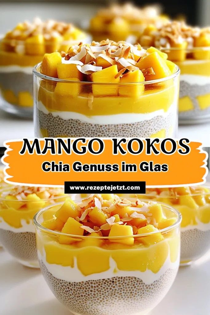 Erlebe den leckeren Genuss von Mango Kokos Chia Pudding! Dieses einfache Rezept vereint cremige Kokosmilch, nussige Mandeln und frische Mango für ein gesundes und köstliches Dessert. So bereitest du in nur 10 Minuten eine erfrischende Geschmacksexplosion vor. Lass dich inspirieren und entdecke die komplette Anleitung für dieses himmlische Pudding-Rezept. Klicke jetzt und probiere es aus! #MangoKokos #ChiaPudding #GesundeRezepte #VeganeDesserts