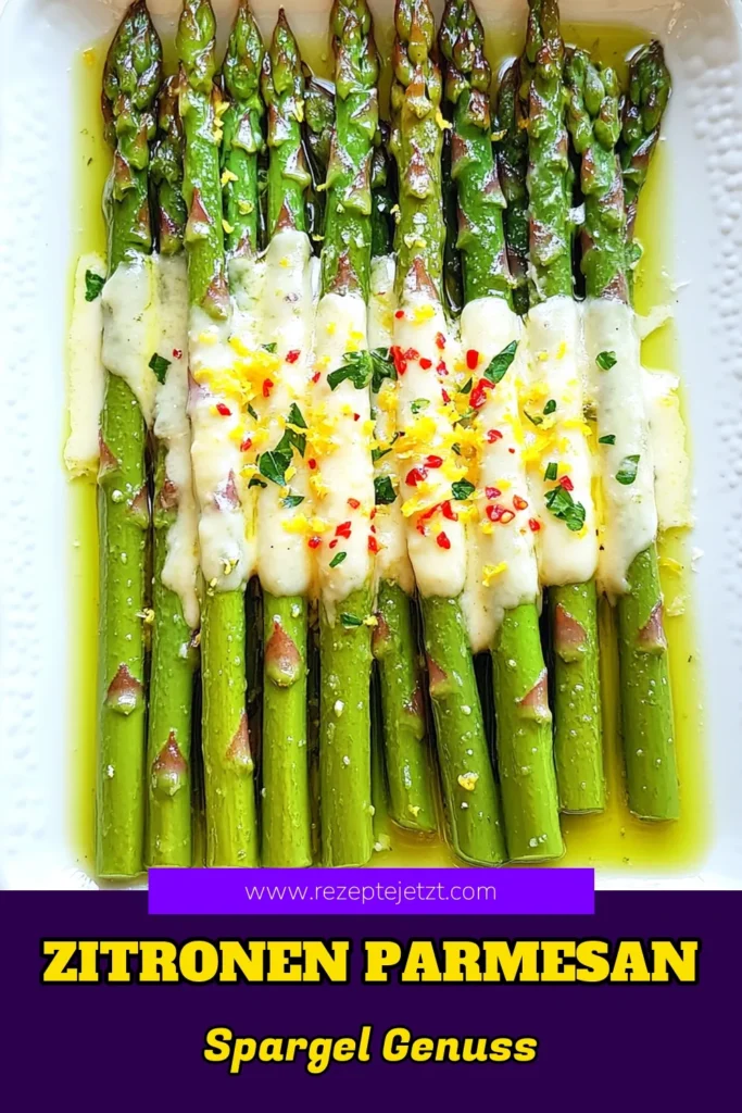 Genießen Sie diese Zesty Lemon Parmesan Asparagus Delight – ein einfaches und leckeres Rezept, das perfekt für jede Gelegenheit ist! Frischer Spargel wird mit Zitronensaft und herzhaftem Parmesan kombiniert, um ein köstliches Gericht zu kreieren. Ideal als Beilage oder gesunder Snack! Klicken Sie hier, um die Schritt-für-Schritt-Anleitung und weitere Tipps zu entdecken. #Spargelrezepte #GesundeErnährung #EinfachKochen #LeckereBeilagen