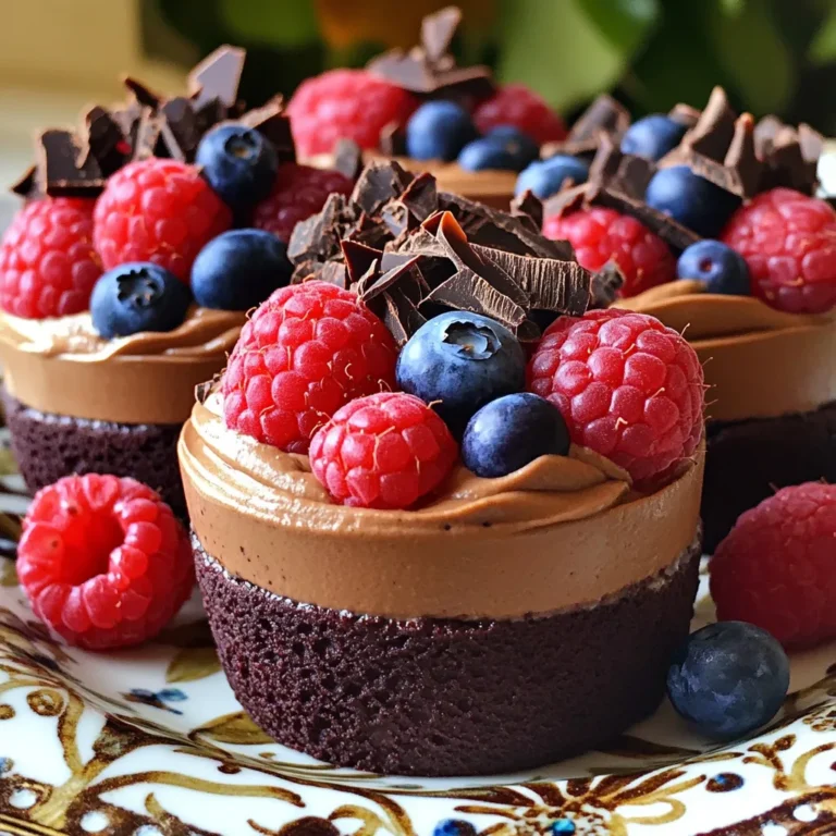 Griechischer Joghurt ist die Basis für unsere Mousse. Ich empfehle, natur und mit Vollfett zu wählen. Er sorgt für eine cremige Textur und einen reichen Geschmack. Dieser Joghurt hat auch viele gesunde Vorteile. Er enthält viel Eiweiß und Probiotika, die gut für den Magen sind. Für diese Mousse nehmen wir Zartbitterschokoladenstückchen. Wählen Sie Schokolade mit 70% Kakaoanteil oder mehr. Diese Schokolade hat einen tiefen, reichen Geschmack. Sie schmilzt gut und macht die Mousse schokoladig und dekadent. Schokolade ist nicht nur lecker, sondern enthält auch Antioxidantien, die gut für die Gesundheit sind. Wir verwenden Honig oder Ahornsirup als Süßungsmittel. Beide sind natürliche Optionen und bringen eine angenehme Süße. Ein Teelöffel Vanilleextrakt verstärkt den Geschmack. Eine Prise Salz hilft, die Aromen zu heben und macht die Mousse noch besser. Frische Beeren wie Himbeeren, Erdbeeren oder Heidelbeeren sind perfekt zum Garnieren. Sie bringen Farbe und Frische in das Dessert. Gehackte Zartbitterschokolade oder ungesüßtes Kakaopulver sind tolle Dekorationen. Sie geben der Mousse eine elegante Note und machen sie noch ansprechender. Zuerst musst du die Zartbitterschokolade schmelzen. Du kannst eine hitzebeständige Schüssel verwenden. Setze die Schüssel über einen Topf mit kochendem Wasser. Diese Methode nennt man Wasserbad. Wenn du es schneller magst, nutze die Mikrowelle. Erhitze die Schokolade in 20-Sekunden-Intervallen. Rühre nach jedem Intervall gut um. Die Schokolade sollte ganz glatt sein. Lass sie dann etwas abkühlen, bevor du weitermachst. Jetzt bereitest du die Joghurtmischung vor. In einer großen Rührschüssel gibst du den griechischen Joghurt. Füge den Honig oder Ahornsirup hinzu. Dann kommt der Vanilleextrakt und eine Prise Salz. Rühre alles gut um. Achte darauf, dass die Mischung cremig wird und keine Klumpen hat. Diese Mischung gibt der Mousse ihren tollen Geschmack und die schöne Textur. Sobald die Schokolade abgekühlt ist, kannst du sie zur Joghurtmischung geben. Verwende einen Spatel, um die Schokolade vorsichtig unterzuheben. Rühre, bis keine Schokoladenstreifen mehr sichtbar sind. Jetzt ist die Mousse fast fertig! Löffle die Mischung in kleine Gläser oder Tassen. Fülle sie bis etwa drei Viertel voll. Decke die Tassen mit Frischhaltefolie ab und stelle sie in den Kühlschrank. Lass sie dort mindestens eine Stunde kühlen. So werden die Aromen intensiv und die Mousse festigt sich. Die Präsentation macht viel aus. Verwende bunte Beeren wie Himbeeren und Erdbeeren. Diese Farben bringen Leben in deine Tassen. Ein frisches Minzblatt obenauf sieht auch toll aus. Stelle die Mousse-Tassen auf ein hübsches Tablett. So wirkt alles einladend und schick. Für eine luftige Mousse ist die richtige Technik wichtig. Rühre den Joghurt sanft, um Luft einzuschließen. Füge die geschmolzene Schokolade langsam hinzu. Mische alles vorsichtig mit einem Spatel. So bleibt die Mousse leicht und fluffig. Achte darauf, dass die Schokolade nicht zu heiß ist. Das kann die Konsistenz ruinieren. Ein häufiger Fehler ist, die Schokolade zu heiß hinzuzufügen. Lass sie etwas abkühlen, bevor du sie zum Joghurt gibst. Ein weiterer Fehler ist, zu stark zu rühren. Das kann die Luftigkeit nehmen. Verwende immer frische Beeren und achte auf die Qualität der Schokolade. So wird deine Mousse besonders lecker. {{image_4}} Wenn Sie neue Geschmäcker entdecken möchten, probieren Sie verschiedene Schokoladensorten aus. Zartbitter ist ein Klassiker, aber Milchschokolade bringt mehr Süße. Weiße Schokolade sorgt für eine cremige, süße Note. Für einen intensiveren Geschmack verwenden Sie dunkle Schokolade mit 85% Kakaoanteil. Jede Variante bringt ihren eigenen Reiz. Fügen Sie für mehr Textur und Crunch verschiedene Zutaten hinzu. Gehackte Nüsse wie Mandeln oder Walnüsse passen gut. Auch Keksstückchen sind eine tolle Option. Sie geben der Mousse eine knusprige Überraschung. Streuen Sie die Zusätze vorsichtig in die Mousse, bevor Sie sie kühlen. So bleibt alles schön knackig. Wenn Sie eine vegane Variante wollen, gibt es einfache Alternativen. Nutzen Sie pflanzlichen Joghurt aus Soja oder Kokosnuss. Ersetzen Sie Honig durch Agavendicksaft oder Ahornsirup. Für die Schokolade wählen Sie eine vegane Option ohne Milch. Diese Anpassungen machen die Mousse für alle zugänglich und lecker. Du kannst die Mousse-Tassen einfach im Kühlschrank aufbewahren. Decke sie gut ab, damit sie frisch bleiben. Verwende Frischhaltefolie oder Deckel. So bleibt die Mousse lecker und cremig. Ich empfehle, die Tassen in den Kühlschrank zu stellen, gleich nach dem Zubereiten. Die Mousse hält sich im Kühlschrank bis zu drei Tage. Nach dieser Zeit kann die Qualität abnehmen. Achte darauf, die Mousse vor dem Servieren zu riechen oder zu probieren. Wenn sie seltsam riecht oder aussieht, wirf sie weg. Das Einfrieren der Mousse ist möglich, aber nicht ideal. Die Textur kann sich ändern. Wenn du sie einfrierst, verwende luftdichte Behälter. So vermeidest du Gefrierbrand. Lass die Mousse über Nacht im Kühlschrank auftauen. Rühre sie gut durch, um die Konsistenz zu verbessern, bevor du sie servierst. Griechischer Joghurt ist sehr gesund. Er hat viel Protein und wenig Zucker. Dies hilft, den Hunger zu stillen. Er enthält auch wichtige Nährstoffe wie Kalzium und Probiotika. Probiotika sind gut für die Verdauung. Diese Nährstoffe machen ihn zu einer guten Wahl für Snacks oder Desserts. Wenn Sie ihn in der Mousse verwenden, wird das Dessert nahrhaft und lecker. Ja, Sie können die Mousse vegan machen. Statt griechischem Joghurt nehmen Sie pflanzlichen Joghurt. Achten Sie darauf, dass er cremig ist. Verwenden Sie vegane Schokolade und einen pflanzlichen Süßstoff. Ahornsirup ist eine gute Wahl. Diese Zutaten sorgen für einen tollen Geschmack und eine tolle Konsistenz. Ihre Gäste werden den Unterschied nicht bemerken. Die Mousse muss mindestens eine Stunde gekühlt werden. Dies hilft, die Aromen zu verbinden und die Mousse fest zu machen. Wenn Sie mehr Zeit haben, lassen Sie sie länger im Kühlschrank. Zwei Stunden sind ideal für einen noch besseren Geschmack. So wird die Mousse richtig cremig und lecker, wenn Sie sie servieren. Zusammenfassend haben wir die wichtigsten Zutaten für die Schokoladenmousse besprochen. Griechischer Joghurt sorgt für eine cremige Textur, während Zartbitterschokolade den besten Geschmack bringt. Wir haben die Schritte durchlaufen, um die Mousse zuzubereiten und auch nützliche Tipps geteilt, um häufige Fehler zu vermeiden. Variationen wie Nüsse oder verschiedene Schokoladensorten bereichern das Rezept. Genaue Lagerungshinweise sichern die Frische. Experimentiere mit Zutaten, um deine perfekte Mousse zu finden. Viel Spaß beim Zubereiten!