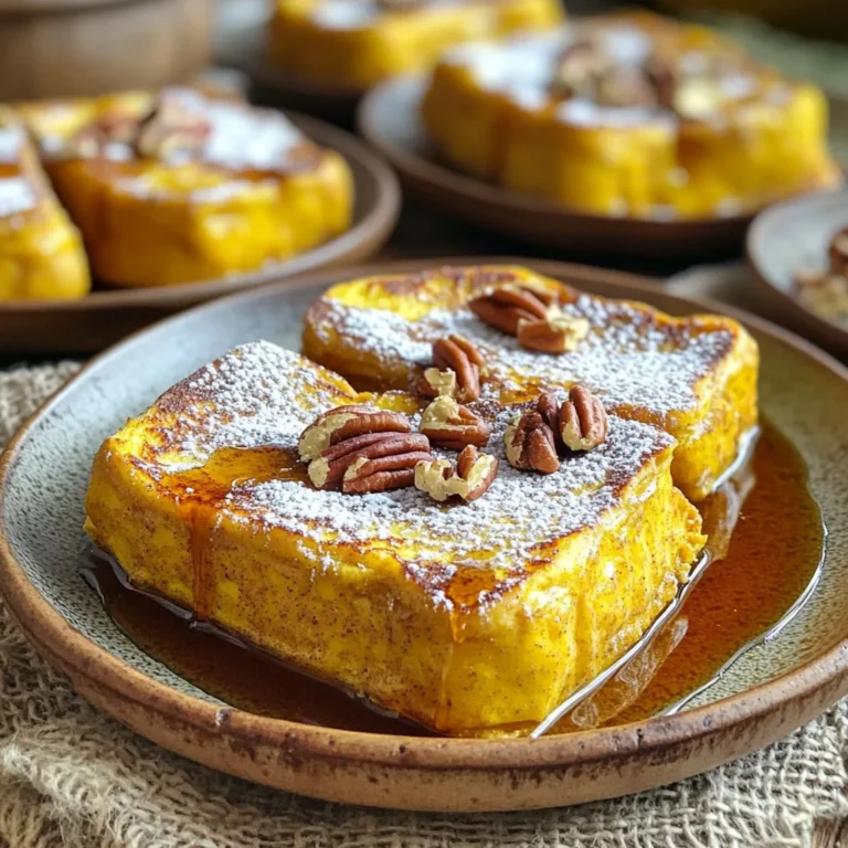 - 1 Laib Brioche oder Challah, in Würfel geschnitten - 1 Dose Kürbispüree - 4 große Eier Die Hauptzutaten sind einfach zu finden. Brioche oder Challah gibt dem Auflauf eine weiche Textur. Kürbispüree bringt den herbstlichen Geschmack. Eier helfen, alles zusammenzuhalten. - Milch oder alternative Milch - 480 ml Milch (oder eine Milchalternative) - 200 g brauner Zucker - 1 Teelöffel Vanilleextrakt Die Milch macht den Auflauf cremig. Sie können auch Mandelmilch oder Hafermilch verwenden. Brauner Zucker gibt Süße und Tiefe. Vanilleextrakt rundet die Aromen ab. Diese Zutaten machen den Auflauf besonders lecker. - 1 Esslöffel Kürbiskuchengewürz - 1/2 Teelöffel Salz - 120 g gehackte Pekannüsse (optional) Kürbiskuchengewürz ist ein Muss für diesen Auflauf. Es enthält Zimt, Muskatnuss und Ingwer. Diese Gewürze bringen Wärme und Geschmack. Ein bisschen Salz hebt die Süße hervor. Pekannüsse geben einen knusprigen Biss, sind aber optional. - Heize deinen Ofen auf 175°C vor. - Fette eine 23x33 cm große Auflaufform mit Kochspray oder Butter ein. - Stelle alle Zutaten bereit, um den Prozess einfach zu halten. - In einer großen Schüssel vermische das Kürbispüree, die Eier und die Milch. - Füge den braunen Zucker, den Vanilleextrakt, das Kürbiskuchengewürz und das Salz hinzu. - Rühre die Mischung gut durch, bis sie glatt ist. - Gib die gewürfelten Brotwürfel in die Kürbismischung. - Mische alles vorsichtig, bis das Brot gut bedeckt ist. - Übertrage die Mischung in die vorbereitete Auflaufform und verteile sie gleichmäßig. - Decke die Form mit Frischhaltefolie ab. - Lass sie für mindestens 30 Minuten im Kühlschrank ruhen, idealerweise über Nacht. - Entferne die Abdeckung und backe den Auflauf 45-50 Minuten. - Die Oberseite sollte goldbraun sein und die Mitte fest. - Lass den Auflauf etwa 10 Minuten abkühlen, bevor du ihn in Stücke schneidest. - Bestäube ihn mit Puderzucker und serviere ihn warm mit einem Spritzer Ahornsirup. Um die beste Konsistenz zu erreichen, achte auf die Backzeit. Backe den Auflauf für 45 bis 50 Minuten. Die Oberseite sollte goldbraun sein. Die Mitte muss fest anfühlen. Wenn du einen weichen Kern magst, backe ihn kürzer. Bedecke die Form während des Backens nicht, um eine knusprige Kruste zu erhalten. Wenn du eine weichere Kruste möchtest, decke die Form in den ersten 20 Minuten ab. Für eine schöne Präsentation kannst du verschiedene Toppings verwenden. Puderzucker ist eine einfache Wahl. Ahornsirup sorgt für zusätzlichen Geschmack. Du kannst auch frisch geschlagene Sahne hinzufügen. Serviere den Auflauf in Quadraten auf einzelnen Tellern. Füge gehackte Pekannüsse oben drauf hinzu. Das gibt eine schöne Textur und sieht toll aus. Wenn du eine vegane Version machen möchtest, ersetze die Milch durch Pflanzenmilch. Verwende Leinsamen oder Apfelmus anstelle der Eier. Diese Optionen sind einfach und lecker. Für glutenfreie Alternativen nutze glutenfreies Brot. Das sorgt dafür, dass jeder den Auflauf genießen kann. Achte darauf, glutenfreie Zutaten zu wählen, um Kontamination zu vermeiden. {{image_4}} Im Herbst kann ich den Auflauf noch besser machen. Ich füge frische Äpfel oder Birnen hinzu. Diese Früchte bringen eine süße Note. Auch eine Handvoll Cranberries kann ich gut verwenden. Sie sorgen für einen tollen Farbkontrast. Wenn ich mag, kann ich auch Zimt oder Muskatnuss verwenden. Diese Gewürze passen gut zum Kürbisgewürz. So wird mein Auflauf noch aromatischer. Ich kann verschiedene Brotsorten für den Auflauf ausprobieren. Brioche hat eine weiche, süße Textur. Challah ist ebenfalls weich und hat einen schönen Glanz. Ich kann auch Sauerteigbrot verwenden. Es hat einen herzhaften Geschmack und gibt einen interessanten Kontrast. Jede Brotsorte beeinflusst die Textur und den Geschmack. Ich finde es spannend, neue Kombinationen zu testen. Zu meinem Kürbisgewürz French Toast Auflauf passen viele Getränke. Ein heißer Kaffee oder ein Gewürztee sind tolle Optionen. Auch ein frischer Apfelsaft ist lecker dazu. Für Beilagen kann ich Schlagsahne oder griechischen Joghurt wählen. Diese bringen eine cremige Textur. Manchmal serviere ich auch frische Früchte. Sie bringen Farbe und Frische auf den Teller. Um Reste des Kürbisgewürz French Toast Auflaufs richtig zu lagern, lege sie in einen luftdichten Behälter. So bleiben sie frisch und lecker. Du kannst den Auflauf bis zu drei Tage im Kühlschrank aufbewahren. Achte darauf, ihn gut abzudecken, damit er keine anderen Gerüche aufnimmt. Der Auflauf bleibt bis zu drei Tage nach der Zubereitung gut. Wenn du ihn länger aufbewahren möchtest, friere ihn ein. So erhält er seine Qualität und seinen Geschmack. Du kannst den Auflauf auch im Voraus zubereiten. Bereite ihn bis zu dem Punkt vor, an dem du ihn backen würdest. Decke die Form mit Frischhaltefolie ab und stelle sie in den Kühlschrank. So kannst du ihn am nächsten Tag backen. Wenn du den Auflauf einfrierst, lasse ihn zuerst abkühlen. Dann schneide ihn in Portionen und lege sie in gefriergeeignete Behälter. So hast du immer eine leckere Mahlzeit bereit. Du kannst den Auflauf bis zu drei Monate im Gefrierfach aufbewahren. Um den Auflauf wieder aufzuwärmen, lege ihn in den Ofen bei 175°C. Backe ihn für etwa 20-25 Minuten, bis er warm ist. Du kannst auch die Mikrowelle nutzen, aber der Ofen sorgt für eine bessere Textur. Achte immer auf Lebensmittelhygiene. Überprüfe, ob der Auflauf noch gut riecht und aussieht, bevor du ihn isst. Wenn du Reste hast, die du nicht innerhalb von drei Tagen isst, friere sie ein. So vermeidest du Lebensmittelverschwendung. Um die Qualität des Kürbisgewürz French Toast Auflaufs zu erhalten, lagere ihn immer luftdicht. Achte darauf, dass der Auflauf gut abgedeckt ist, ob im Kühlschrank oder im Gefrierfach. So bleibt er frisch und lecker, auch nach einigen Tagen. Die Zubereitung dauert insgesamt etwa eine Stunde und fünf Minuten. Die Vorbereitungszeit beträgt 15 Minuten. Du musst den Auflauf 45 bis 50 Minuten backen, bis er goldbraun ist. Es ist wichtig, die Mischung für mindestens 30 Minuten im Kühlschrank zu kühlen, damit die Aromen gut durchziehen. Ja, du kannst den Auflauf über Nacht zubereiten. Nachdem du die Mischung in die Form gegeben hast, decke sie mit Frischhaltefolie ab. Stelle sie dann in den Kühlschrank. Dadurch wird der Geschmack noch besser. Am nächsten Morgen backe den Auflauf einfach ohne vorherige Vorbereitung. Falls du kein Kürbispüree hast, kannst du auch andere pürierte Früchte oder Gemüse verwenden. Apfelmus ist eine gute Alternative, die süß und saftig ist. Du kannst auch pürierten Süßkartoffeln oder Karotten verwenden, um eine andere Geschmacksrichtung zu erzielen. Diese Variationen geben deinem Auflauf einen interessanten Twist. Dieser Artikel beschäftigt sich mit dem köstlichen Kürbisgewürz französischen Toastauflauf. Du hast gelernt, welche Zutaten nötig sind und wie du ihn Schritt für Schritt zubereitest. Außerdem haben wir Tipps für die perfekte Konsistenz und Anregungen für Variationen besprochen. Zum Schluss habe ich dir auch gezeigt, wie du Reste sicher lagerst. Experimentiere mit verschiedenen Zutaten und finde deinen eigenen Lieblingsgeschmack. Viel Spaß beim Backen!