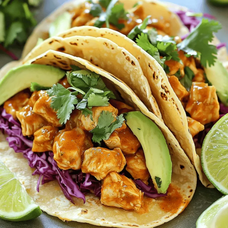 Für köstliche Sriracha Lime Chicken Tacos brauchst du: - 450 g Hähnchenbrust, gewürfelt - 2 Esslöffel Sriracha-Sauce - 1 Esslöffel Olivenöl - Saft von 2 Limetten - 1 Teelöffel Knoblauchpulver - 1 Teelöffel Kreuzkümmel - Salz und Pfeffer nach Geschmack - 8 kleine Maistortillas - 1 Tasse geraspelter roter Kohl - 1 Avocado, in Scheiben geschnitten - Frischer Koriander, zur Garnitur - Limettenspalten, zum Servieren Diese Zutaten geben dem Gericht einen frischen und scharfen Geschmack. Die Marinade ist sehr wichtig. Sie sorgt für Geschmack. Du mischst die Sriracha-Sauce, Olivenöl, Limettensaft, Knoblauchpulver und Kreuzkümmel. Füge dann Salz und Pfeffer hinzu. Das Hähnchen wird in dieser Mischung mariniert. Lass es mindestens 30 Minuten im Kühlschrank. So kann das Hähnchen die Aromen aufnehmen. Für eine tolle Präsentation serviere die Tacos mit frischem Koriander. Die Limettenspalten geben einen extra Spritzer Frische. Du kannst auch eine Schüssel mit frischer Salsa oder Joghurt dazu stellen. Diese Beilagen machen die Tacos noch interessanter. Um köstliches Sriracha-Limetten-Hühnchen zu machen, beginnen wir mit der Marinade. Nimm eine große Schüssel und gib die gewürfelten Hähnchenstücke hinein. Füge dann 2 Esslöffel Sriracha-Sauce, 1 Esslöffel Olivenöl und den Saft von 2 Limetten hinzu. Streue 1 Teelöffel Knoblauchpulver, 1 Teelöffel Kreuzkümmel sowie Salz und Pfeffer nach Geschmack dazu. Mische alles gut, damit das Hähnchen gleichmäßig mit der Marinade bedeckt ist. Decke die Schüssel ab und stelle sie für mindestens 30 Minuten in den Kühlschrank. So kann das Hähnchen die Aromen gut aufnehmen. Jetzt ist es Zeit, das Hähnchen zu garen. Erhitze eine Pfanne bei mittlerer bis hoher Hitze. Wenn die Pfanne heiß ist, gib das marinierte Hähnchen hinein. Lasse das Hähnchen für etwa 6-8 Minuten garen. Rühre es gelegentlich um. Achte darauf, dass kein rosa Fleisch mehr zu sehen ist. So wird das Hähnchen schön zart und saftig. Während das Hähnchen kocht, kannst du die Maistortillas vorbereiten. Erwärme sie in einer anderen Pfanne oder in der Mikrowelle, bis sie weich sind. Jetzt kannst du die Tacos zusammenstellen. Nimm eine Tortilla und lege eine Portion des gegarten Hähnchens darauf. Toppe jeden Taco mit geraspeltem roten Kohl, einigen Scheiben Avocado und frischem Koriander. Serviere die Tacos sofort und füge Limettenspalten hinzu, um einen zusätzlichen Spritzer Zest zu geben. Genießen! Eine gute Marinade macht den Unterschied. Mische die Sriracha-Sauce, den Limettensaft und das Olivenöl gut. Füge Knoblauchpulver und Kreuzkümmel hinzu. Diese Gewürze geben deinem Hähnchen eine tolle Note. Lass das Hähnchen mindestens 30 Minuten im Kühlschrank marinieren. Je länger, desto besser. Du kannst sogar über Nacht marinieren, um den Geschmack zu intensivieren. Die richtige Garzeit ist wichtig. Erhitze die Pfanne auf mittlere bis hohe Hitze. Das Hähnchen braucht etwa 6-8 Minuten, bis es vollständig durch ist. Rühre das Hähnchen gelegentlich um. So wird es gleichmäßig gar und bleibt saftig. Achte darauf, dass kein rosa Fleisch mehr zu sehen ist. Das zeigt, dass es fertig ist. Wenn du nach Abwechslung suchst, probiere verschiedene Tortillas. Mais-Tortillas sind klassisch, aber Weizentortillas sind weich und lecker. Du kannst auch kleine Pita-Brote oder sogar Salatblätter nutzen. So machst du die Tacos glutenfrei. Jede Option bringt einen eigenen Geschmack mit sich und macht das Gericht spannend. {{image_4}} Für eine vegetarische Option können Sie Jackfruit verwenden. Jackfruit hat eine fleischige Textur und nimmt Aromen gut auf. Sie können die Jackfruit in Wasser kochen, bis sie weich ist. Danach zerkleinern Sie sie mit einer Gabel. Mischen Sie die Jackfruit mit Sriracha und Limettensaft. Marinieren Sie sie für eine halbe Stunde. Garen Sie sie dann in einer Pfanne, bis sie leicht gebräunt ist. Diese Variante ist lecker und sättigend. Möchten Sie es schärfer? Fügen Sie gehackte Chilis hinzu. Verwenden Sie frische Jalapeños oder Habaneros. Mischen Sie die Chilis direkt in die Marinade. Dies gibt dem Hähnchen extra Kick. Sie können auch Sriracha nach Geschmack hinzufügen. Diese scharfe Variante bringt Wärme und Geschmack in Ihr Gericht. Ein Taco-Salat ist eine tolle Alternative zu Tacos. Nehmen Sie den gekochten Hähnchenmix und servieren Sie ihn über frischem Salat. Fügen Sie Tomaten, Avocado und roten Kohl hinzu. Träufeln Sie etwas Limettensaft darüber. Toppen Sie den Salat mit Sriracha und Koriander. Dieser Salat ist frisch, gesund und wunderbar würzig. Nach dem Genießen deiner Sriracha Lime Chicken Tacos bleibt oft etwas übrig. Um die Reste frisch zu halten, lege das Hähnchen und die Tacos getrennt in luftdichte Behälter. So bleiben die Aromen und die Textur besser erhalten. Stelle sicher, dass alles gut abgekühlt ist, bevor du es in den Kühlschrank stellst. Um die Reste wieder aufzuwärmen, gibt es einfache Methoden. Du kannst das Hähnchen in einer Pfanne bei mittlerer Hitze erhitzen. Rühre es dabei oft um, damit es gleichmäßig warm wird. Für die Tortillas empfehle ich die Mikrowelle oder eine Pfanne. Erwärme sie kurz, damit sie weich und geschmeidig bleiben. So schmecken die Tacos fast wie frisch zubereitet. Im Kühlschrank bleiben die Reste etwa 3 bis 4 Tage frisch. Wenn du die Tacos länger aufbewahren möchtest, friere das Hähnchen ein. In einem luftdichten Behälter hält es sich bis zu 3 Monate. Die Tortillas kannst du ebenfalls einfrieren. Achte darauf, sie gut zu stapeln und mit einem Tuch abzudecken, damit sie nicht austrocknen. Ja, du kannst Geflügelersatz verwenden. Viele Pflanzenbasierte Optionen sind verfügbar. Du kannst Jackfruit, Tofu oder Seitan verwenden. Diese Optionen nehmen die Marinade gut auf. Achte darauf, die Garzeit anzupassen. Jackfruit benötigt weniger Zeit, während Tofu mehr Hitze braucht, um knusprig zu werden. Die Schärfe kannst du leicht ändern. Wenn du es milder magst, verwende weniger Sriracha. Du kannst auch die Sriracha durch eine mildere Sauce ersetzen. Für mehr Schärfe füge frische Chilis oder scharfen Pfeffer hinzu. Experimentiere mit der Menge, um deinen perfekten Geschmack zu finden. Verschiedene Beilagen passen gut zu diesen Tacos. Frische Salsa oder Guacamole sind tolle Optionen. Auch ein grüner Salat bringt Frische. Füge Limettenspalten hinzu, um den Geschmack zu verstärken. Ein Joghurtdip kann die Schärfe ausgleichen und ist eine gute Ergänzung. Die Zutaten für die Sriracha Lime Chicken Tacos machen dieses Gericht besonders lecker. Du hast gelernt, wie man das Hähnchen marinieren, garen und die Tacos zusammenstellen kann. Ich habe auch Tipps gegeben, um den Geschmack zu intensivieren und die optimalen Garzeiten zu finden. Du kannst sogar Variationen ausprobieren oder Reste aufbewahren. Diese Tacos sind vielseitig und geeignet für jeden Geschmack. Probiere sie aus und entdecke deine Lieblingsversion!