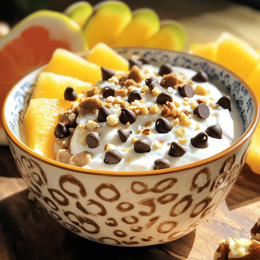 Für den Schokoladenstückchen Keksteig Joghurt brauchst du nur ein paar einfache Zutaten: - 1 Tasse Naturjoghurt (griechisch) - 2 Esslöffel Mandelbutter (oder Erdnussbutter) - 2 Esslöffel Ahornsirup - 1 Teelöffel Vanilleextrakt - 1/4 Tasse Hafermehl (oder fein gemahlene Haferflocken) - 1/4 Teelöffel Salz - 1/4 Tasse Mini-Schokoladenstückchen - 2 Esslöffel gehackte Nüsse (wie Walnüsse oder Pekannüsse, optional) Diese Zutaten sorgen für einen leckeren und cremigen Geschmack. Der griechische Joghurt gibt dir Protein und hilft bei der Verdauung. Mandelbutter liefert gesunde Fette und macht deinen Joghurt reichhaltiger. Ahornsirup ist eine natürliche Süße und hat Antioxidantien. Hafermehl bringt Ballaststoffe für eine bessere Sättigung. Mini-Schokoladenstückchen sorgen für den süßen Keks-Geschmack. Nüsse fügen gesunde Fette und einen leckeren Crunch hinzu. Diese Kombination macht den Joghurt nicht nur lecker, sondern auch nahrhaft. Achte beim Kauf auf frische und natürliche Zutaten. Wähle griechischen Joghurt ohne Zuckerzusatz. Für die Nussbutter solltest du eine Marke wählen, die nur Nüsse verwendet. Hochwertiger Ahornsirup hat einen reichen Geschmack. Für das Hafermehl nimm am besten eine Bio-Variante, die frei von Zusatzstoffen ist. So erhältst du den besten Geschmack und die besten Nährstoffe in deinem Keksteig Joghurt. Um deinen Schokoladenstückchen Keksteig Joghurt zu machen, folge diesen Schritten: 1. Nimm eine mittelgroße Schüssel. 2. Gib 1 Tasse griechisches Joghurt, 2 Esslöffel Mandelbutter, 2 Esslöffel Ahornsirup und 1 Teelöffel Vanilleextrakt hinein. 3. Rühre die Mischung mit einem Schneebesen oder Löffel, bis sie glatt ist. 4. Füge 1/4 Tasse Hafermehl und 1/4 Teelöffel Salz hinzu. 5. Rühre alles gut um, bis keine Klumpen mehr da sind. 6. Hebe 1/4 Tasse Mini-Schokoladenstückchen und 2 Esslöffel gehackte Nüsse vorsichtig unter. 7. Probiere den Teig und füge mehr Ahornsirup hinzu, wenn du es süßer magst. 8. Teile den Joghurt-Keksteig in Servierschalen oder -bechern auf. Achte darauf, dass du alle Zutaten gut vermischst. Klumpen sind nicht ideal. Wenn du den Teig zu lange rührst, kann er zäh werden. Mixe nur so lange, bis alles gut vermischt ist. Verwende einen Gummispatel, um die Ränder der Schüssel abzuwischen. So sicherst du eine gleichmäßige Mischung. Experimentiere mit der Süße. Jeder hat einen anderen Geschmack. Kühle deinen Keksteig-Joghurt vor dem Servieren. Das macht ihn erfrischend. Garniere ihn mit Schokoladenstückchen oder Nüssen oben drauf. Ein kleiner Schuss Ahornsirup sieht toll aus und schmeckt gut. Um das Dessert lebendiger zu machen, füge frische Obstscheiben hinzu. Eine Prise Meersalz oder Kakaonibs rundet das Ganze ab. So sieht dein Dessert nicht nur gut aus, es schmeckt auch wunderbar! Ein häufiger Fehler ist, zu viel Hafermehl hinzuzufügen. Dies macht den Teig trocken. Fügen Sie es langsam hinzu und rühren Sie gut. Achten Sie auch darauf, die Mischung genug zu verrühren. Klumpen im Teig sind nicht ideal. Probieren Sie den Teig, um die Süße zu testen. Wenn es nicht süß genug ist, fügen Sie mehr Ahornsirup hinzu. Dieses Rezept bietet viele Variationsmöglichkeiten. Mögen Sie Erdnussbutter? Tauschen Sie die Mandelbutter einfach aus. Für einen Karamellgeschmack können Sie Karamellsirup verwenden. Wer gerne fruchtige Noten mag, kann kleine Stücke von getrockneten Früchten hinzufügen. Denken Sie auch an verschiedene Schokoladensorten. Dunkle Schokolade bringt einen anderen Geschmack. Lagern Sie den Keksteig Joghurt in einem luftdichten Behälter. So bleibt er frisch und lecker. Im Kühlschrank hält er sich etwa drei Tage. Wenn Sie ihn länger aufbewahren möchten, können Sie ihn auch einfrieren. Verwenden Sie kleine Behälter, um Portionen zu schaffen. Lassen Sie ihn dann im Kühlschrank auftauen, wenn Sie ihn essen möchten. {{image_4}} Wenn Sie eine vegane Version möchten, ist das einfach. Verwenden Sie veganen Joghurt anstelle von griechischem Joghurt. Mandelbutter oder Erdnussbutter bleibt gleich. Nutzen Sie auch Agavendicksaft statt Ahornsirup. Diese kleinen Änderungen machen den Keksteig lecker und pflanzlich. Um mehr Protein und Ballaststoffe hinzuzufügen, können Sie Proteinpulver in den Teig mischen. Ein oder zwei Esslöffel sind genug. Auch Chiasamen oder Leinsamen sind großartige Ergänzungen. Diese Zutaten geben Ihrem Joghurt nicht nur mehr Nährstoffe, sie sorgen auch für einen füllenden Snack. Variieren Sie den Geschmack, indem Sie andere Zutaten hinzufügen. Für Karamellgeschmack können Sie Karamellsirup verwenden. Erdnussbutter gibt einen nussigen Touch. Auch weiße Schokolade oder Kokosnuss schmecken gut. Experimentieren Sie und finden Sie Ihre Lieblingskombination! Bewahre den Keksteig Joghurt in einem luftdichten Behälter auf. So bleibt er frisch und lecker. Du kannst ihn im Kühlschrank oder im Gefrierer lagern. Achte darauf, dass der Behälter gut verschlossen ist. Im Kühlschrank hält sich der Keksteig Joghurt bis zu fünf Tage. Im Gefrierer kann er bis zu drei Monate aufbewahrt werden. Achte darauf, das Datum auf dem Behälter zu notieren. So verpasst du nicht, ihn rechtzeitig zu genießen. Um den Joghurt einzufrieren, teile ihn in Portionen auf. So taust du nur das auf, was du brauchst. Zum Auftauen stelle den Behälter einfach in den Kühlschrank. Lass ihn dort über Nacht stehen. So bleibt die Konsistenz schön cremig. Vermeide die Mikrowelle, da dies die Textur ändern kann. Ja, dieser Joghurt ist gesund. Er enthält griechischen Joghurt, der viel Protein bietet. Mandelbutter liefert gesunde Fette, die gut für das Herz sind. Hafermehl bringt Ballaststoffe, die gut für die Verdauung sind. Die Mini-Schokoladenstückchen fügen etwas Süße hinzu, ohne zu viel Zucker zu verwenden. Wenn du die Zutaten in Maßen genießt, ist dies ein guter Snack oder Dessert. Ähnliche Produkte findest du in Supermärkten oder Online-Shops. Achte darauf, nach griechischem Joghurt und Nussbutter zu suchen. Viele Geschäfte haben auch spezielle Abteilungen für gesunde Snacks. Du kannst die Zutaten auch in Bioläden oder Reformhäusern kaufen. Das macht es einfach, die besten und frischesten Zutaten zu finden. Ja, du kannst andere Nüsse oder Schokoladensorten verwenden. Walnüsse und Pekannüsse passen gut dazu. Du kannst auch Erdnüsse oder Cashewkerne ausprobieren. Für die Schokolade kannst du Zartbitterschokolade oder weiße Schokolade verwenden. Das Rezept bleibt lecker, egal welche Variationen du wählst. Sei kreativ und finde deinen eigenen Lieblingsmix! Diese Anleitung hat dir die besten Zutaten und Zubereitungsschritte für Schokoladenstückchen Keksteig Joghurt gezeigt. Du kennst jetzt die Vorteile der Zutaten und die besten Tipps zur Zubereitung. Ich hoffe, du probierst die Variationen aus, um deinen eigenen Twist zu finden. Schmecke alles nach deinem Wunsch ab und genieße die verschiedenen Möglichkeiten. Denk daran, wie man den Keksteig richtig lagert. So bleibt er frisch. Viel Spaß beim Backen und Ausprobieren!