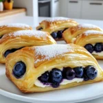 Für die Heidelbeer-Cremekäse-Danishs brauchst du: - 1 Blatt Blätterteig (aufgetaut) - 113 g Frischkäse, weichgestellt - 60 g Puderzucker - 1 Teelöffel Vanilleextrakt - 240 g frische Heidelbeeren - 1 Esslöffel Speisestärke - 1 Esslöffel Zitronensaft - 1 Ei (für die Ei-Waschung) - 1 Esslöffel Milch (für die Ei-Waschung) - Optional: zusätzliche Puderzucker zum Bestäuben Wenn du keinen Frischkäse hast, kannst du Ricotta verwenden. Er hat eine ähnliche Textur. Für Puderzucker kannst du normalen Zucker nehmen und ihn mahlen. Mahle ihn in einer Küchenmaschine, bis er fein ist. So bekommst du eine ähnliche Konsistenz. Frische Heidelbeeren sind wichtig für den Geschmack. Sie bringen eine natürliche Süße und eine frische Note. Sie sind auch saftig und geben der Füllung eine schöne Farbe. Gefrorene Heidelbeeren sind weniger intensiv im Geschmack. Wenn möglich, nutze immer frische Heidelbeeren. Sie machen deine Danishes noch leckerer und gesünder. Heize deinen Ofen auf 200°C vor. Lege ein Backblech mit Backpapier aus. So bleibt der Teig nicht kleben. Nimm 113 g Frischkäse und stelle ihn weich. Mische ihn mit 60 g Puderzucker und 1 Teelöffel Vanilleextrakt. Rühre alles gut, bis die Mischung glatt ist. Nimm 240 g frische Heidelbeeren. Mische sie mit 1 Esslöffel Speisestärke und 1 Esslöffel Zitronensaft. Rühre sanft um, bis die Beeren gleichmäßig bedeckt sind. Rolle 1 Blatt aufgetauten Blätterteig auf einer bemehlten Fläche aus. Mach ein großes Rechteck (ca. 30x40 cm). Schneide dann kleinere Rechtecke (ca. 10x15 cm). Gib in die Mitte jedes Rechtecks einen Esslöffel Frischkäsefüllung. Toppe dies mit einem Esslöffel Heidelbeerfüllung. Verquirle in einer kleinen Schüssel 1 Ei mit 1 Esslöffel Milch. Bestreiche die Oberseite der Teigstücke mit dieser Ei-Waschung. Lege die gefüllten Teigtaschen auf das Backblech. Backe sie 15-18 Minuten, bis sie goldbraun sind und aufgeblasen wirken. Lass die Danishes nach dem Backen einige Minuten auf einem Kuchengitter abkühlen. Bestäube sie nach Belieben mit Puderzucker. Um den Blätterteig perfekt zu nutzen, achte darauf, ihn richtig aufzutauen. Lasse ihn über Nacht im Kühlschrank. So bleibt er kühl und lässt sich besser verarbeiten. - Vermeide Überbearbeitung. Zu viel Kneten macht den Teig zäh. - Halte die Arbeitsfläche leicht bemehlt. Das verhindert das Kleben. - Wenn der Teig reißt, drücke ihn einfach wieder zusammen. Die richtige Temperatur und Zeit sind wichtig. Heize deinen Ofen auf 200°C vor. Das sorgt für eine schöne goldene Farbe. - Backe die Danishes für 15 bis 18 Minuten. - Beobachte die Oberfläche. Sie sollte schön aufgebläht und goldbraun sein. - Lass sie nicht zu lange im Ofen. Sonst werden sie trocken. Du kannst die Füllung nach deinem Geschmack anpassen. Heidelbeeren sind lecker, aber es gibt viele Optionen. - Probiere Erdbeeren oder Himbeeren für eine fruchtige Note. - Füge Nüsse oder Schokolade zur Frischkäsefüllung hinzu. - Experimentiere mit Gewürzen wie Zimt für einen besonderen Kick. Diese Tipps helfen dir, die besten Heidelbeer-Cremekäse-Danishs zu backen. {{image_4}} Danishes sind sehr vielseitig. Du kannst viele Obstsorten verwenden. Äpfel sind eine tolle Wahl. Schneide sie in kleine Stücke und mische sie mit Zimt. Kirschen bringen eine süß-saure Note. Himbeeren sind frisch und fruchtig. Auch Pfirsiche oder Birnen passen gut. Diese Früchte machen deine Danishes bunt und lecker. Wenn du Schokolade magst, probiere es aus! Statt der Frischkäsefüllung kannst du Schokoladenstückchen verwenden. Schmelze die Schokolade und füge sie der Füllung hinzu. Nutella ist auch eine süße Option. Diese Füllungen geben deinen Danishes einen besonderen Twist. Du kannst sogar Nüsse hinzufügen für mehr Textur. Blätterteig ist klassisch, aber nicht die einzige Option. Du kannst auch Hefeteig verwenden. Hefeteig macht die Danishes weich und fluffig. Mürbeteig ist eine weitere gute Wahl. Er gibt dir eine knusprige Basis. Jede Teigart bietet einen anderen Geschmack. Experimentiere mit verschiedenen Teigen, um deine perfekte Kombination zu finden. Um die frisch gebackenen Heidelbeer-Cremekäse-Danishs richtig zu lagern, lege sie in einen luftdichten Behälter. So bleiben sie frisch. Du kannst sie bei Raumtemperatur lagern, wenn du sie schnell isst. Wenn du sie länger aufbewahren willst, stelle den Behälter in den Kühlschrank. Um die Danishes aufzuwärmen, lege sie in den Ofen. Heize den Ofen auf 180°C vor. Backe die Danishes für etwa 5 bis 10 Minuten. So werden sie knusprig und lecker. Du kannst auch die Mikrowelle nutzen, aber sie werden nicht so knusprig. Erwärme sie in der Mikrowelle für 30 Sekunden. Im Kühlschrank halten die Danishes etwa 3 bis 4 Tage. Stelle sicher, dass sie gut verpackt sind. Wenn du sie länger aufbewahren möchtest, kannst du sie einfrieren. Im Gefrierfach halten sie bis zu 3 Monate. Lege sie in einen gefrierfesten Beutel und drücke die Luft heraus. Zum Auftauen lege die Danishes einfach in den Kühlschrank über Nacht. Die Zubereitung dauert etwa 20 Minuten. Das Backen benötigt weitere 15-18 Minuten. Insgesamt sind es also rund 40 Minuten. Das macht es einfach, diese Leckerei schnell zu zaubern. Du kannst sie auch gut vorbereiten, wenn du Gäste hast. Ja, gefrorene Heidelbeeren sind eine gute Option. Sie sind oft günstiger und das ganze Jahr über erhältlich. Du solltest sie jedoch nicht auftauen, bevor du sie verwendest. Das verhindert, dass sie zu matschig werden. Wenn du keinen Blätterteig hast, kannst du auch einen anderen Teig nutzen. Pizzateig oder Mürbeteig funktionieren gut. Diese Teige geben eine andere Textur, aber sie sind lecker. Experimentiere ruhig, um deinen Lieblingsgeschmack zu finden. Um die Danishes vegan zu machen, ersetze den Frischkäse durch veganen Frischkäse. Du kannst auch pflanzliche Milch für die Ei-Waschung verwenden. Anstelle des Eis kannst du einen Esslöffel Wasser oder Pflanzenmilch verwenden. So bleiben die Danishes lecker und pflanzlich. In diesem Blogbeitrag haben wir das Rezept für Blaubeer-Cremekäse-Danishes behandelt. Wir haben die wichtigen Zutaten, die Schritt-für-Schritt-Anleitung, sowie nützliche Tipps und Variationen durchgenommen. Frische Heidelbeeren geben dem Rezept besonderen Geschmack. Überlege, mit verschiedenen Früchten oder Teigen zu experimentieren. Die richtige Lagerung verlängert die Haltbarkeit. Du kannst also bald deine eigenen leckeren Danishes backen. Viel Spaß beim Ausprobieren!