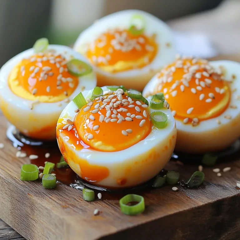 Für dieses leckere Rezept brauchst du: - 4 große Eier - 2 Esslöffel Sojasauce - 1 Esslöffel Reisessig - 1 Esslöffel Sriracha (nach Geschmack anpassen) - 1 Teelöffel Sesamöl - 1 Teelöffel Zucker - 1 Frühlingszwiebel, fein geschnitten (zur Garnierung) - Geröstete Sesamsamen (zur Garnierung) Diese Zutaten machen die Eier würzig und lecker. Die Sojasauce gibt den Eiern Tiefe. Der Reisessig sorgt für eine frische Note. Sriracha bringt die Schärfe und macht das Gericht besonders. Wenn du es weniger scharf magst, kannst du weniger Sriracha verwenden. Du kannst auch andere Soßen ausprobieren. Tamari ist eine gute glutenfreie Option. Für mehr Süße, verwende Honig anstelle von Zucker. Für eine asiatische Note, füge etwas Ingwer oder Knoblauch hinzu. Experimentiere mit deinen Lieblingsgeschmäckern. Um die Eier noch besser zu machen, garnierst du sie mit feinen Frühlingszwiebeln und gerösteten Sesamsamen. Diese Zutaten geben Crunch und Geschmack. Du kannst die Ramen Eier auch mit Reis oder Gemüse servieren. Sie sind perfekt als Snack oder als Topping für Ramen. Arrangiere die Eier schön auf einem Teller, um dein Gericht ansprechend zu präsentieren. Um die Eier perfekt zu kochen, bringe Wasser in einem mittleren Topf zum Kochen. Lege die großen Eier vorsichtig in das kochende Wasser. Koche sie für 6 bis 7 Minuten. Wenn du festere Eigelbe magst, verlängere die Kochzeit. Die richtige Zeit ist der Schlüssel für die perfekte Konsistenz. Sobald die Kochzeit abgelaufen ist, gebe die Eier sofort in ein Eisbad. Nimm eine große Schüssel und fülle sie mit kaltem Wasser und Eiswürfeln. Lass die Eier 5 bis 10 Minuten abkühlen. Dies stoppt den Kochprozess und hilft, die Schale leichter zu entfernen. Jetzt ist es Zeit, die Marinade zu machen. In einer Schüssel vermenge 2 Esslöffel Sojasauce, 1 Esslöffel Reisessig, 1 Esslöffel Sriracha, 1 Teelöffel Sesamöl und 1 Teelöffel Zucker. Rühre, bis der Zucker sich auflöst. Lege die geschälten Eier in einen flachen Behälter oder einen wiederverschließbaren Beutel. Gieße die Marinade über die Eier, sodass sie ganz bedeckt sind. Lass die Eier mindestens 2 Stunden im Kühlschrank marinieren, besser über Nacht. So ziehen die Aromen gut ein. Ein häufiger Fehler ist, die Eier zu lange zu kochen. Das macht das Eigelb zu fest. Kochen Sie die Eier nur 6-7 Minuten. Das gibt einen perfekten, weichen Kern. Achten Sie darauf, die Eier sofort in Eiswasser zu legen. Das stoppt den Kochvorgang. Dadurch bleibt die Textur ideal. Der Schlüssel zum perfekten Geschmack liegt in der Marinade. Verwenden Sie frische Zutaten. Passen Sie die Sriracha-Menge nach Ihrem Geschmack an. Wenn Sie es schärfer mögen, fügen Sie mehr hinzu. Lassen Sie die Eier mindestens 2 Stunden marinieren. Für einen intensiveren Geschmack über Nacht im Kühlschrank lassen. Präsentation ist wichtig! Schneiden Sie die Eier halb und legen Sie sie auf einen schönen Teller. Garnieren Sie mit fein geschnittenen Frühlingszwiebeln. Streuen Sie geröstete Sesamsamen darüber. Diese Schritte machen die Eier nicht nur lecker, sondern auch optisch ansprechend. {{image_4}} Magst du es nicht zu scharf? Kein Problem! Du kannst die Sriracha einfach reduzieren. Verwende nur einen Teelöffel oder sogar weniger. Du kannst auch milde Chilisauce verwenden. So bekommst du den Geschmack ohne die Schärfe. Für mehr Geschmack kannst du weitere Zutaten in die Marinade einfügen. Knoblauch oder Ingwer passen gut dazu. Ein Spritzer Limettensaft bringt Frische. Auch etwas Koriander kann die Aromen vertiefen. Experimentiere ruhig! Wenn du auf Eier verzichten willst, probiere Tofu. Verwende festen Tofu und schneide ihn in Scheiben. Marinade bleibt gleich. Die Textur wird anders, aber der Geschmack ist immer noch fantastisch. Du wirst den Unterschied lieben! Marinierte Eier sollten in einem luftdichten Behälter aufbewahrt werden. So bleiben sie frisch und lecker. Benutze einen Behälter, der die Eier gut schützt. Lege die Eier mit der Marinade hinein. Das hilft, den Geschmack zu bewahren. Achte darauf, dass die Eier vollständig in der Marinade sind. Dadurch ziehen sie besser durch. Die marinierten Sriracha Ramen Eier halten sich gut im Kühlschrank. Sie bleiben bis zu einer Woche frisch. Verwende sie in dieser Zeit für Ramen oder als Snack. Achte darauf, die Eier vor dem Essen zu prüfen. Wenn sie unangenehm riechen oder ungewöhnlich aussehen, wirf sie weg. Sicherheit geht vor! Um Portionen für später vorzubereiten, teile die marinierten Eier auf. Du kannst sie in kleine Behälter füllen. So hast du immer eine schnelle Beilage bereit. Auch das Einfrieren ist eine Option. Allerdings kann die Textur beim Auftauen leiden. Wenn du die Eier einfrierst, tauche sie langsam im Kühlschrank auf. So bleiben sie besser im Geschmack. Die Eier sollten mindestens 2 Stunden im Kühlschrank mariniert werden. Für mehr Geschmack empfehle ich, sie über Nacht mariniert zu lassen. So ziehen die Aromen besser in die Eier ein und sorgen für einen intensiveren Geschmack. Es ist besser, die marinierten Eier nicht einzufrieren. Das Eiweiß kann beim Auftauen gummiartig werden. Stattdessen bewahre die Eier im Kühlschrank auf und genieße sie frisch. So bleiben sie am besten im Geschmack und in der Textur. Die beste Methode ist, die Eier in kochendes Wasser zu legen und 6-7 Minuten zu kochen. So erhält man eine weichgekochte Konsistenz. Für festere Eigelbe verlängere die Kochzeit um 1-2 Minuten. Danach sofort in ein Eisbad geben, um das Kochen zu stoppen. Wir haben die wichtigsten Punkte zu würzigen Sriracha Ramen Eiern durchgesehen. Du hast gelernt, welche Zutaten du brauchst und wie man perfekte Eier kocht. Ich habe dir Tipps gegeben, um häufige Fehler zu vermeiden und den besten Geschmack zu erzielen. Denke daran, dass du auch Varianten für verschiedene Geschmäcker ausprobieren kannst. Ob du nun für dich selbst kochst oder Gäste beeindruckst, diese Eier werden immer ein Hit sein. Viel Spaß beim Experimentieren!