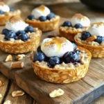 Die Hauptzutaten für die Blaubeer-Haferflocken-Tassen sind einfach und gesund. Du benötigst: - 2 Tassen zarte Haferflocken - 1 ½ Tassen Mandelmilch (oder eine Milch nach Wahl) - 1 reife Banane, zerdrückt - 1 Tasse frische oder gefrorene Blaubeeren - 1/4 Tasse Honig oder Ahornsirup - 1 Teelöffel Vanilleextrakt - 1 Teelöffel Backpulver - 1/2 Teelöffel Zimt - Eine Prise Salz Diese Zutaten ergeben eine leckere Mischung. Zarte Haferflocken sind die Basis. Sie geben eine tolle Textur. Die Banane sorgt für natürliche Süße. Blaubeeren fügen einen frischen Geschmack hinzu. Du kannst verschiedene Milchalternativen verwenden. Mandelmilch ist mild und leicht. Auch Hafermilch oder Kokosmilch passen gut. Wenn du keine Milch möchtest, nimm Wasser. Achte darauf, die Menge an trockenen Zutaten anzupassen. So bleibt die Konsistenz gut. Die Toppings machen die Tassen besonders. Du kannst Joghurt, Nüsse oder zusätzliche Blaubeeren verwenden. Joghurt gibt Cremigkeit und Nüsse bringen Crunch. Du kannst auch Samen wie Chiasamen oder Leinsamen hinzufügen. Diese machen die Tassen noch gesünder. Sei kreativ und probiere verschiedene Kombinationen aus! Zuerst mischen wir die Zutaten. Nehmen Sie eine große Schüssel. Geben Sie die zarten Haferflocken hinein. Fügen Sie die Mandelmilch hinzu. Jetzt kommt die zerdrückte Banane dazu. Diese macht die Mischung süß. Dann geben Sie den Honig oder Ahornsirup rein. Vergessen Sie nicht den Vanilleextrakt! Er gibt einen tollen Geschmack. Mischen Sie auch das Backpulver, den Zimt und das Salz. Rühren Sie alles gut um, bis es gleichmäßig aussieht. Jetzt kommen die Blaubeeren. Hebe sie vorsichtig unter, damit sie nicht zerdrücken. Jetzt ist es Zeit, den Airfryer vorzubereiten. Stellen Sie ihn auf 160 °C ein. Lassen Sie ihn 3-5 Minuten vorheizen. Das hilft den Haferflocken-Tassen, gleichmäßig zu garen. Während er sich aufheizt, können Sie die Muffinform vorbereiten. Fetten Sie die Muffinform leicht ein. Sie können auch Silikonförmchen nutzen. Gießen Sie die Mischung gleichmäßig in die Förmchen. Füllen Sie sie bis etwa 3/4 voll. Jetzt legen Sie die Form in den Airfryer. Garen Sie die Tassen für 12-15 Minuten. Sie sind fertig, wenn die Oberseite goldbraun ist. Testen Sie mit einem Zahnstocher. Wenn er sauber herauskommt, sind sie bereit! Lassen Sie die Tassen 5 Minuten abkühlen. Danach können Sie sie genießen! Der Airfryer ist ein tolles Gerät. Er gart schnell und gleichmäßig. Vor dem Garen heize deinen Airfryer auf 160 °C vor. So werden die Oatmeal Cups schön goldbraun. Stelle sicher, dass die Muffinform gut in den Korb passt. Das sorgt für eine gleichmäßige Hitzeverteilung. Die richtige Mischung ist wichtig. Verwende zarte Haferflocken für die beste Textur. Mische die Zutaten gut, damit die Haferflocken gleichmäßig feucht sind. Wenn du die Mischung für zu lange rührst, wird sie matschig. Eine reife Banane gibt zusätzliche Süße und Feuchtigkeit. Nach dem Garen lasse die Tassen fünf Minuten in der Form. Das erleichtert das Herausnehmen. Nutze einen kleinen Löffel oder ein Messer, um die Ränder vorsichtig zu lösen. Drehe die Tassen dann auf ein Abkühlgitter. So bleiben sie knusprig und fallen nicht auseinander. {{image_4}} Wenn du nach gesünderen Optionen suchst, gibt es viele Wege. Du kannst die Banane durch Apfelmus ersetzen. Das macht die Tassen feucht und süß. Wenn du den Honig weglässt, kannst du ein wenig mehr Obst verwenden. Das senkt den Zucker und steigert die Ballaststoffe. Für eine glutenfreie Version nimm glutenfreie Haferflocken. So kannst du alle genießen. Du kannst die Aromen leicht ändern. Füge während der Zubereitung etwas Kakao hinzu. Das bringt einen schokoladigen Geschmack. Du kannst auch ein paar Tropfen Mandel- oder Kokosnuss-Extrakt verwenden. Diese Aromen passen gut zu den Blaubeeren. Ein Hauch von Muskatnuss kann ebenfalls eine warme Note geben. Experimentiere mit verschiedenen Gewürzen, um deine perfekten Tassen zu finden. Die Blaubeeren sind toll, aber du kannst auch andere Früchte verwenden. Himbeeren oder Erdbeeren sind ebenfalls lecker. Sie bringen eine frische Note und eine schöne Farbe. Du kannst auch gefrorene Früchte verwenden, wenn frische nicht verfügbar sind. Auch klein geschnittene Äpfel oder Birnen passen gut. So bleibst du kreativ und variierst die Snacks nach Lust und Laune. Ich empfehle, die Oatmeal Cups in einem luftdichten Behälter zu lagern. So bleiben sie frisch. Im Kühlschrank halten sie sich bis zu fünf Tage. Wenn du mehrere Portionen machst, ist dies ideal. Du kannst sie einfach herausnehmen, wenn du einen Snack brauchst. Die Oatmeal Cups eignen sich gut zum Einfrieren. Lege sie einfach in einen gefrierfesten Behälter oder in einen Gefrierbeutel. Sie halten bis zu drei Monate im Gefrierfach. Um sie später zu genießen, lass sie im Kühlschrank auftauen oder erwärme sie direkt aus dem Gefrierfach. Um die Oatmeal Cups wieder aufzuwärmen, benutze den Airfryer oder die Mikrowelle. Im Airfryer bei 160 °C für etwa 5 Minuten aufwärmen. In der Mikrowelle reicht eine Minute. Achte darauf, sie nicht zu lange zu erhitzen. So bleiben sie saftig und lecker. Die Blaubeer-Haferflocken-Tassen sind bis zu einer Woche im Kühlschrank haltbar. Lagern Sie sie in einem luftdichten Behälter. Dies hält die Feuchtigkeit und Frische. Sie können sie auch einfrieren. Im Gefrierschrank bleiben sie bis zu drei Monate gut. Einfach in Portionen aufteilen und gut verpacken. Ja, Sie können die Tassen leicht vegan machen. Ersetzen Sie die Mandelmilch durch eine pflanzliche Milch. Nutzen Sie Ahornsirup anstelle von Honig. Achten Sie darauf, auch die Toppings vegan zu wählen. Joghurt aus pflanzlichen Zutaten passt gut dazu. Sie können viele Zutaten hinzufügen oder ersetzen. Statt Blaubeeren können Sie Himbeeren oder Erdbeeren verwenden. Fügen Sie Nüsse oder Samen für mehr Crunch hinzu. Sie können auch Gewürze wie Muskatnuss oder Ingwer ausprobieren. Seien Sie kreativ und finden Sie Ihren Lieblingsgeschmack! Die Blaubeer-Haferflocken-Tassen sind einfach und lecker. Wir haben die Hauptzutaten, Milchalternativen und Toppings besprochen. Du hast gelernt, wie du sie richtig zubereitest und im Airfryer garst. Mit Tipps zur Konsistenz und Variationen hast du jetzt viele Möglichkeiten. Die richtigen Aufbewahrungsmethoden helfen dir, die Tassen frisch zu halten. Nutze die FAQs, um weitere Fragen zu klären. Probiere diese Tassen aus und genieße jede Bissen!