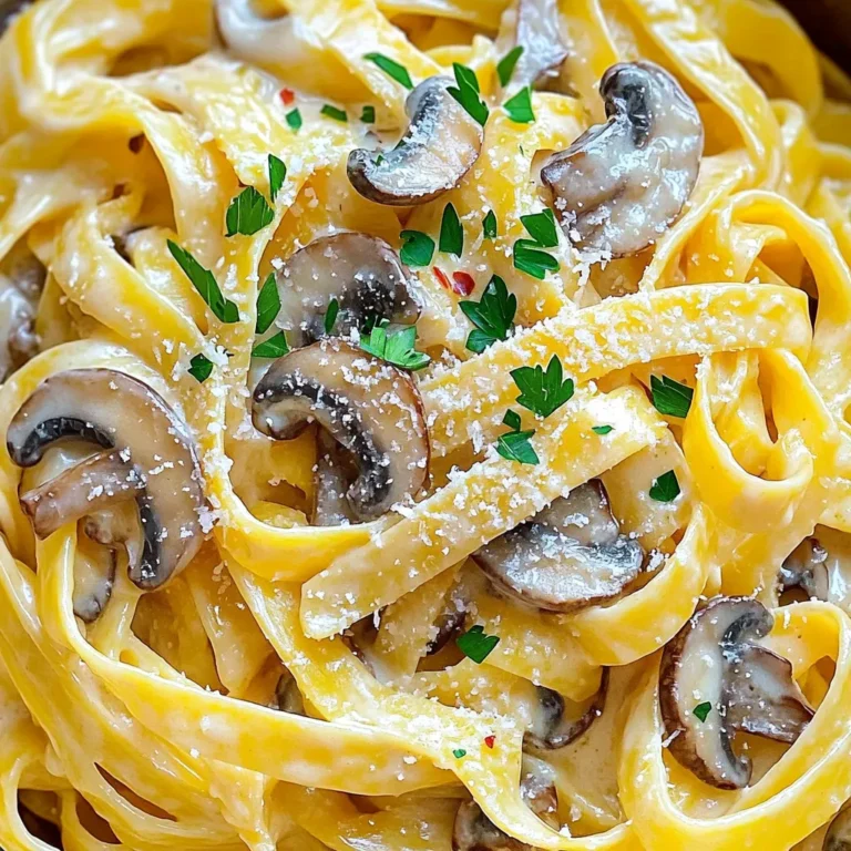- 340 g Fettuccine-Nudeln - 450 g Champignons (Cremini oder weiße) - 1 Liter Gemüsebrühe Fettuccine-Nudeln sind perfekt für diese Pasta. Sie nehmen die Sauce gut auf. Champignons bringen einen tollen, erdigen Geschmack. Sie sind herzhaft und machen das Gericht reichhaltig. Gemüsebrühe gibt der Pasta Tiefe und Geschmack. Diese Brühe ist die Basis für die Sauce. - 1 mittelgroße Zwiebel, gewürfelt - 3 Knoblauchzehen, fein gehackt - Frische Petersilie, gehackt (zum Garnieren) Die Zwiebel gibt Süße und Aroma. Wenn sie brät, wird sie weich und süßlich. Knoblauch bringt einen starken Geschmack. Er ergänzt die Pilze und die Sahne gut. Frische Petersilie ist der perfekte Abschluss. Sie bringt Farbe und Frische ins Gericht. - 240 ml Schlagsahne - 100 g geriebener Parmesan - 2 Esslöffel Olivenöl Schlagsahne macht die Sauce schön cremig. Sie sorgt dafür, dass die Pasta reichhaltig und vollmundig schmeckt. Parmesan bringt einen salzigen, nussigen Geschmack. Er schmilzt gut in der heißen Sauce. Olivenöl gibt Geschmack und hilft beim Braten. Es ist wichtig für die Basis des Gerichts. Zuerst erhitze ich das Olivenöl in einem großen Topf. Bei mittlerer Hitze ist es perfekt. Dann füge ich die gewürfelte Zwiebel hinzu. Ich schwitze sie für 2 bis 3 Minuten an, bis sie glasig ist. Nun kommt der gehackte Knoblauch dazu. Ich rühre alles gut um und füge die geschnittenen Champignons hinzu. Diese braten wir für etwa 5 bis 7 Minuten. So werden sie weich und goldbraun. Jetzt gieße ich die Gemüsebrühe in den Topf. Ich bringe die Mischung zum Kochen. Sobald es kocht, gebe ich die Fettuccine-Nudeln hinein. Es ist wichtig, gut umzurühren. So stellen wir sicher, dass die Nudeln in der Brühe schwimmen. Dann decke ich den Topf ab und reduziere die Hitze. Die Pasta kocht nun für etwa 10 bis 12 Minuten. Ich rühre gelegentlich um, bis sie al dente ist und die Brühe größtenteils aufgesogen hat. Jetzt ist es Zeit für die cremigen Zutaten. Ich rühre die Schlagsahne und den Parmesan unter die Pasta. Es sollte eine glatte, cremige Sauce entstehen. Ich lasse das Gericht noch 2 bis 3 Minuten leicht köcheln. Zum Schluss schmecke ich mit Salz und Pfeffer ab. Wenn ich etwas Schärfe mag, füge ich Chiliflocken hinzu. Jetzt lasse ich das Gericht eine Minute ruhen. Dann kann ich es servieren. Um die Fettuccine al dente zu kochen, achte auf die Kochzeit. Die Pasta sollte bissfest sein. Rühre die Nudeln während des Kochens gut um. So kleben sie nicht zusammen. Wenn du die Schlagsahne und den Parmesan hinzufügst, vermische sie gründlich. Die Mischung sollte glatt und cremig sein. Zu viel Sahne macht die Sauce dünn. Daher ist es wichtig, die richtige Menge zu verwenden. Du kannst etwas Würze hinzufügen. Chiliflocken geben der Sauce eine schöne Schärfe. Wenn du es milder magst, lass sie weg. Du kannst auch andere Zutaten probieren. Spinat oder Erbsen passen gut dazu. Diese bringen Farbe und Geschmack. Auch frische Kräuter wie Thymian oder Oregano sind toll. Sie verleihen der Pasta einen neuen Twist. Die Präsentation macht viel aus. Garniere die Pasta mit frischer Petersilie. Sie bringt Farbe und Frische. Streue zusätzlich etwas Parmesan darüber. Das sieht nicht nur gut aus, sondern schmeckt auch besser. Serviere die Pasta in breiten Schüsseln. Dadurch wirkt dein Gericht einladend und lecker. {{image_4}} Für eine noch buntere Pasta können Sie Spinat oder Brokkoli hinzufügen. Beide Gemüsesorten bringen frische und Farbe. Spinat gibt einen tollen Geschmack und ist sehr gesund. Brokkoli sorgt für eine knackige Textur und ist voller Nährstoffe. Einfach das Gemüse in den Topf geben, wenn die Pilze weich sind. So kochen sie schnell mit und bleiben schön grün. Wer etwas mehr Protein möchte, kann Hähnchen oder Garnelen hinzufügen. Hähnchenbrust in kleine Stücke schneiden und zu den Zwiebeln geben. Kochen Sie es, bis es durch ist. Garnelen können auch einfach in die Pfanne gegeben werden, wenn die Pasta fast fertig ist. Sie brauchen nur ein paar Minuten zum Garwerden. Beide Optionen machen das Gericht herzhaft und sättigend. Für Menschen mit Glutenunverträglichkeiten gibt es tolle Alternativen. Glutenfreie Nudeln sind leicht erhältlich und schmecken gut. Sie können Reisnudeln oder Linsenpasta verwenden. Beachten Sie, dass die Kochzeit unterschiedlich sein kann. Achten Sie auf die Anweisungen auf der Verpackung. So bleibt die Pasta perfekt und lecker. Lagere die Reste in einem luftdichten Behälter. Achte darauf, dass die Pasta ganz abgekühlt ist. So bleibt der Geschmack frisch. Halte die Reste im Kühlschrank. Sie sind dort bis zu drei Tage haltbar. Um die Pasta wieder warm zu machen, nutze die Mikrowelle oder den Herd. In der Mikrowelle erwärmst du die Pasta in kurzen Intervallen. Füge einen Spritzer Wasser hinzu, damit sie nicht austrocknet. Beim Herd erhitzt du die Pasta in einer Pfanne. Füge ein wenig Sahne oder Brühe hinzu, um die Cremigkeit zu erhalten. Die Reste bleiben im Kühlschrank bis zu drei Tage frisch. Achte darauf, sie gut zu lagern. Wenn du die Reste länger aufbewahren willst, friere sie ein. Im Gefrierfach halten sie bis zu drei Monate. So hast du immer eine leckere Mahlzeit bereit. Die Zubereitung dauert insgesamt etwa 30 Minuten. Die Vorbereitungszeit beträgt 10 Minuten. Die Kochzeit liegt bei etwa 20 Minuten. Das ist schnell und einfach, perfekt für einen Wochentag. Ja, du kannst verschiedene Nudelsorten verwenden. Spaghetti oder Penne sind gute Alternativen. Beachte, dass die Kochzeit je nach Nudelsorte variieren kann. Achte darauf, die Nudeln al dente zu kochen, um die beste Textur zu erzielen. Um die Sauce dicker zu machen, kannst du mehr Parmesan hinzufügen. Ein weiterer Tipp ist, die Sahne etwas länger zu kochen. Dadurch verdampft mehr Flüssigkeit. Du kannst auch einen Esslöffel Mehl in die Sauce einrühren, um die Konsistenz zu ändern. Zu dieser Pasta passen frische Salate oder knuspriges Brot. Ein einfacher grüner Salat mit einem leichten Dressing ergänzt die Cremigkeit gut. Auch geröstetes Gemüse ist eine tolle Beilage für ein komplettes Essen. Diese cremige Pilz-Alfredo-Pasta ist einfach zuzubereiten und sehr lecker. Wir haben die Hauptzutaten wie Fettuccine, Champignons und Gemüsebrühe verwendet. Außerdem sind Zwiebel und Knoblauch wichtige Aromen. Sahne und Parmesan sorgen für die gewünschte Cremigkeit. Mit unseren Tipps gelingt dir die perfekte Konsistenz der Pasta. Du kannst auch Variationen ausprobieren, sei es vegetarisch oder mit Hähnchen. Das Aufbewahren ist einfach und du kannst Reste problemlos wieder aufwärmen. Diese Pasta ist eine tolle Wahl für jedes Essen. Probiere es einfach aus!