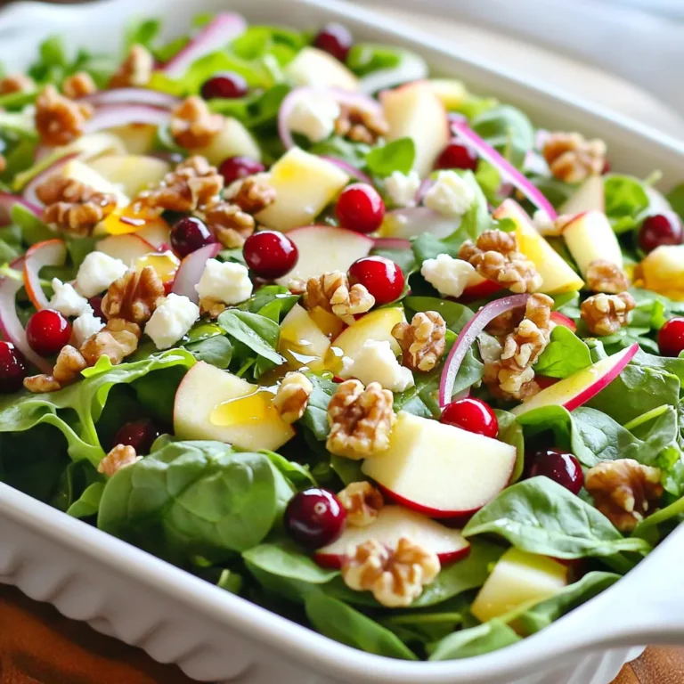 Für einen leckeren Apfel-Preiselbeeren-Walnuss-Salat brauchst du folgende Zutaten: - 2 Tassen gemischte Blattsalate (Spinat, Rucola und Romaine) - 1 Apfel (z.B. Honeycrisp oder Gala), gewürfelt - 1 Tasse frische Preiselbeeren (oder 1/2 Tasse getrocknete Preiselbeeren) - 1/2 Tasse Walnüsse, geröstet und grob gehackt - 1/4 Tasse Feta-Käse, zerbröselt - 1/4 Tasse rote Zwiebel, dünn geschnitten Diese Zutaten bringen frische und knackige Aromen in deinen Salat. Für das Dressing kannst du diese Zutaten verwenden: - 3 Esslöffel Olivenöl - 2 Esslöffel Apfelessig - 1 Teelöffel Dijon-Senf - Salz und Pfeffer nach Geschmack - 1 Esslöffel Honig (optional, für zusätzliche Süße) Das Dressing macht den Salat noch leckerer. Du kannst auch andere Kräuter oder Gewürze hinzufügen, um den Geschmack zu variieren. Eine Portion dieses Salats hat ungefähr: - Kalorien: 200 - Fett: 15 g - Kohlenhydrate: 18 g - Eiweiß: 5 g Dieser Salat ist reich an Vitaminen und Ballaststoffen. Er ist eine gesunde Wahl für jede Mahlzeit. Beginne mit zwei Tassen gemischten Blattsalaten. Ich empfehle eine Kombination aus Spinat, Rucola und Romaine. Diese Mischung gibt dem Salat eine knackige Textur und frischen Geschmack. Gib die Salate in eine große Schüssel. Mische sie gut, um eine gleichmäßige Basis zu schaffen. Jetzt ist es Zeit für die Früchte und Nüsse. Nimm einen Apfel, zum Beispiel Honeycrisp oder Gala, und würfle ihn in kleine Stücke. Füge die gewürfelten Äpfel in die Schüssel. Dann kommen die frischen Preiselbeeren dazu. Wenn du getrocknete Preiselbeeren verwendest, achte darauf, dass sie gleichmäßig verteilt sind. Schließlich füge eine halbe Tasse geröstete und grob gehackte Walnüsse hinzu. Diese sorgen für einen tollen Crunch. Jetzt wird der Salat noch schmackhafter. Streue einen viertel Tasse zerbröselten Feta-Käse über die Mischung. Der Feta bringt eine salzige Note, die gut mit den süßen Äpfeln harmoniert. Danach schneide eine rote Zwiebel dünn und füge sie hinzu. Die Zwiebel gibt dem Salat extra Geschmack und Farbe. Für das Dressing nimm eine kleine Schüssel oder ein Glas. Mische drei Esslöffel Olivenöl, zwei Esslöffel Apfelessig und einen Teelöffel Dijon-Senf. Wenn du es süßer magst, füge einen Esslöffel Honig hinzu. Verquirle alles gut. Schmecke das Dressing mit Salz und Pfeffer ab. Es sollte frisch und würzig sein. Jetzt kommt der spaßige Teil: das Anrichten! Träufle das Dressing gleichmäßig über den Salat. Mische vorsichtig alle Zutaten, bis sie gut bedeckt sind. Du kannst den Salat sofort servieren oder bis zu 30 Minuten kühlen. So können sich die Aromen noch besser entfalten. Serviere den Salat in Schalen oder auf einer großen Platte. Garniere ihn mit extra Walnüssen und ein wenig Feta für eine ansprechende Präsentation. Die Wahl des Apfels ist wichtig. Ich empfehle Honeycrisp oder Gala. Diese Äpfel sind süß und knackig. Sie geben dem Salat einen frischen Geschmack. Wenn du eine säuerliche Note magst, probiere Granny Smith. Achte darauf, den Apfel in kleine Würfel zu schneiden. So verteilt sich der Geschmack besser. Frische Preiselbeeren sind ideal. Sie haben einen tollen, sauren Geschmack. Wenn du keine frischen findest, sind getrocknete auch gut. Nutze dann nur die Hälfte der Menge. Getrocknete Preiselbeeren sind süßer und sollten weniger verwendet werden. Du kannst sie auch einweichen, um sie saftiger zu machen. Lager den Salat in einem luftdichten Behälter. So bleibt er frisch. Wenn du ihn für später zubereitest, füge das Dressing erst kurz vor dem Servieren hinzu. So bleiben die Blätter knackig. Im Kühlschrank hält der Salat bis zu zwei Tage. Achte darauf, ihn nicht zu lange aufzubewahren, damit er nicht welk wird. {{image_4}} Wenn du eine vegane Option suchst, kannst du den Feta einfach ersetzen. Nutze stattdessen zerdrückten Tofu oder Cashewkäse. Beide bringen einen tollen Geschmack und eine cremige Textur. Du kannst auch Hefeflocken verwenden, um einen käsigen Geschmack zu erzielen. Um den Geschmack zu verstärken, füge weitere Zutaten hinzu. Probiere getrocknete Cranberries oder Mandeln. Auch Avocado gibt dem Salat eine schöne Cremigkeit. Für einen Hauch von Schärfe sind Radieschen oder Paprika gut geeignet. Diese Zutaten bringen Farbe und machen den Salat noch interessanter. Der Apfel-Preiselbeer-Walnuss-Salat kann das ganze Jahr über variieren. Im Herbst füge Kürbisstücke hinzu. Im Winter sind Granatäpfel eine tolle Wahl. Im Frühling kannst du frische Kräuter wie Minze oder Basilikum hinzufügen. Im Sommer passen frische Beeren perfekt in den Salat. Experimentiere mit den Zutaten, um immer neue Geschmäcker zu entdecken! Um den Apfel Preiselbeer Walnuss Salat frisch zu halten, lagere ihn in einem luftdichten Behälter. Achte darauf, dass du das Dressing separat aufbewahrst. Das verhindert, dass der Salat matschig wird. Fülle den Behälter nicht zu voll, damit die Zutaten nicht zerdrückt werden. Im Kühlschrank bleibt der Salat etwa zwei Tage frisch. Nach dieser Zeit können die Blätter welken. Die Äpfel können auch braun werden. Wenn du getrocknete Preiselbeeren verwendest, kann der Salat etwas länger halten. Achte immer auf Geruch und Aussehen. Um den Salat nach dem Lagern aufzufrischen, kannst du frische Blattsalate hinzufügen. Das gibt neuen Crunch. Ein Spritzer frisches Dressing bringt den Geschmack zurück. Achte darauf, die Walnüsse erst kurz vor dem Servieren hinzuzufügen. So bleiben sie knusprig. Das Rezept ergibt vier Portionen. Es ist perfekt für ein kleines Abendessen oder als Beilage. Du kannst die Menge leicht anpassen, wenn du mehr Gäste hast. Ja, du kannst den Salat im Voraus zubereiten. Mache das Dressing und die Salatzutaten separat. Mische alles erst kurz vor dem Servieren. So bleiben die Blätter frisch und knackig. Dieser Salat passt gut zu gegrilltem Hähnchen oder Fisch. Er ergänzt auch Quiche oder Sandwiches. Die süßen und herzhaften Aromen machen ihn vielseitig. Der Apfel-Preiselbeeren-Walnuss-Salat ist einfach und lecker. Wir haben die Hauptzutaten besprochen und eine Schritt-für-Schritt-Anleitung gegeben. Wir haben nützliche Tipps für frische Zutaten und Lagerung geteilt. Variationen machen den Salat spannend und anpassbar. Es gibt auch Antworten auf häufige Fragen. Dieser Salat ist perfekt für jede Gelegenheit. Nutze die Ideen aus diesem Blog, um kreativ zu sein. Viel Spaß beim Zubereiten und Genießen!