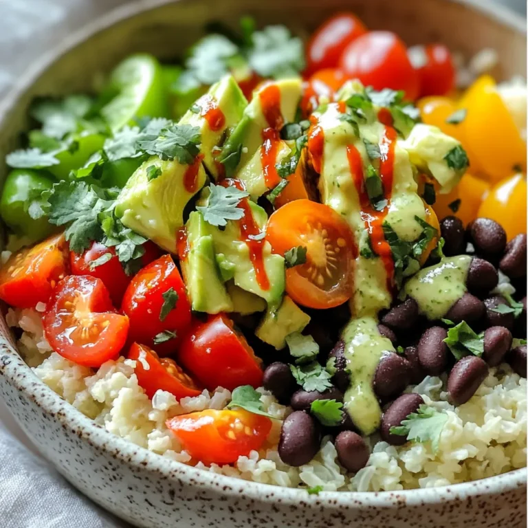 Für die Sriracha-Limetten Blumenkohlreis Schalen benötigt man: - 1 mittelgroßer Kopf Blumenkohl, gerieben - 1 Esslöffel Olivenöl - 1 Teelöffel Knoblauchpulver - 1 Tasse Paprika (gemischte Farben), gewürfelt - 1 Tasse Kirschtomaten, halbiert - 1 Dose (425 g) schwarze Bohnen, abgespült und abgetropft - 1 Avocado, gewürfelt - 1/4 Tasse Koriander, gehackt Diese Zutaten bilden die Basis für den Blumenkohlreis. Der Blumenkohl ersetzt normalen Reis und bringt viele Nährstoffe mit. Für den Geschmack nutzen wir: - 3 Esslöffel Sriracha-Sauce - 2 Esslöffel frischer Limettensaft - Salz und Pfeffer, nach Geschmack Die Sriracha-Sauce gibt den Schalen einen tollen Kick. Der Limettensaft fügt Frische hinzu. Du kannst die Schalen anpassen mit: - Frischem Spinat - Gurken, gewürfelt - Mais - Karotten, gerieben Diese frischen Zutaten machen das Gericht noch bunter und gesünder. Experimentiere mit dem, was dir gefällt! Zuerst nimmst du einen mittelgroßen Kopf Blumenkohl. Entferne die Blätter und den Stamm. Schneide den Blumenkohl in kleine Röschen. Lege die Röschen dann in eine Küchenmaschine. Pulsieren bis die Stücke so klein wie Reiskörner sind. Alternativ kannst du auch eine Reibe verwenden. Diese Methode gibt dir die richtige Textur für dein Gericht. Erhitze 1 Esslöffel Olivenöl in einer großen Pfanne. Stelle die Hitze auf mittel. Füge den geriebenen Blumenkohl und 1 Teelöffel Knoblauchpulver hinzu. Würze mit Salz und Pfeffer nach Geschmack. Sautiere die Mischung etwa 5-7 Minuten. Rühre dabei gelegentlich um. Der Blumenkohl sollte zart sein, aber nicht matschig. In einer anderen Pfanne gibst du einen Spritzer Wasser. Füge 1 Tasse gewürfelte Paprika hinzu. Sautiere die Paprika für 3-4 Minuten. Sie sollten leicht weich werden. Wenn der Blumenkohl fertig ist, nimm die Pfanne vom Herd. Mische die Paprika, 1 Dose schwarze Bohnen und 1 Tasse halbierte Kirschtomaten unter den Blumenkohl. In einer kleinen Schüssel verrührst du 3 Esslöffel Sriracha-Sauce mit 2 Esslöffeln frischem Limettensaft. Diese Sauce gibt deinem Gericht die richtige Schärfe. Du kannst die Menge Sriracha nach deinem Geschmack anpassen. Wenn du es schärfer magst, füge mehr hinzu. Die Sauce ist das Herzstück dieser Schalen und bringt den Geschmack zusammen. Um den Blumenkohlreis perfekt zu machen, ist es wichtig, die Röschen klein zu schneiden. Je feiner die Stücke, desto besser. Verwende eine Küchenmaschine oder eine Reibe, um die Konsistenz zu erreichen. Achte darauf, den Blumenkohl nicht zu lange zu kochen. Er sollte zart, aber nicht matschig sein. 5 bis 7 Minuten bei mittlerer Hitze reicht aus. Die Sriracha-Sauce bringt Wärme und Geschmack. Du kannst die Schärfe leicht anpassen. Wenn du es milder magst, verwende weniger Sriracha. Für mehr Schärfe, füge mehr hinzu. Mische die Sriracha mit Limettensaft, um die perfekte Balance zu finden. Probiere es aus, um deine ideale Mischung zu finden. Das Anrichten der Schalen macht Spaß! Beginne mit dem Blumenkohlreis in der Schüssel. Füge dann die sautierten Paprika, Kirschtomaten und schwarzen Bohnen hinzu. Garniere jede Schale mit gewürfelter Avocado und frischem Koriander. Träufle die Sriracha-Limetten-Sauce großzügig darüber. Du kannst auch etwas Limettensaft für extra Frische hinzufügen. {{image_4}} Diese Schalen sind von Natur aus vegetarisch. Um sie vegan zu machen, verwenden Sie einfach keine Eier oder Milchprodukte. Sie können auch Tofu oder Tempeh hinzufügen. Diese Optionen machen das Gericht noch nahrhafter und leckerer. Fügen Sie Ihrer Schüssel eine Proteinquelle hinzu. Hühnchen, Garnelen oder Linsen sind perfekt. Diese Zutaten machen die Mahlzeit sättigender. Sie können das Gemüse nach dem Blumenkohlreis kochen und dann das Protein hinzugeben. Experimentieren Sie mit verschiedenen Gemüsesorten. Brokkoli, Zucchini oder Karotten passen gut. Diese Gemüsesorten geben frische Farben und neue Texturen. Sie können auch Spinat oder Grünkohl hinzufügen für mehr Nährstoffe. Um Blumenkohlreis aufzubewahren, lassen Sie ihn zuerst abkühlen. Füllen Sie ihn in einen luftdichten Behälter. Er bleibt bis zu vier Tage frisch im Kühlschrank. Achten Sie darauf, dass der Behälter gut verschlossen ist. So bleibt der Geschmack erhalten und die Textur bleibt gut. Wenn Sie Zeit sparen wollen, können Sie Blumenkohlreis im Voraus zubereiten. Reiben Sie den Blumenkohl und bewahren Sie ihn in einem Behälter auf. So haben Sie sofortige Mahlzeiten für die Woche. Sie können auch die Sriracha-Limetten-Sauce im Voraus zubereiten und in einem kleinen Glas aufbewahren. Diese Vorbereitungen machen das Kochen schnell und einfach. Um Blumenkohlreis aufzuwärmen, können Sie ihn in einer Pfanne bei mittlerer Hitze erhitzen. Fügen Sie einen Spritzer Wasser hinzu, um das Anbrennen zu verhindern. Alternativ können Sie die Mikrowelle benutzen. Erhitzen Sie ihn in kurzen Intervallen und rühren Sie zwischendurch um, damit er gleichmäßig warm wird. Achten Sie darauf, die Sriracha-Limetten-Sauce erst nach dem Erwärmen hinzuzufügen. Um Blumenkohlreis zu machen, brauche ich einen mittelgroßen Kopf Blumenkohl. Ich schneide die Blätter und den Stamm ab. Dann teile ich den Blumenkohl in kleine Röschen. Ich benutze eine Küchenmaschine oder eine Reibe, um ihn zu zermahlen. So wird er so klein wie Reiskörner. Nach dem Reiben erhitze ich Olivenöl in einer Pfanne. Ich füge den Blumenkohl mit Knoblauchpulver, Salz und Pfeffer hinzu. Ich brate es etwa 5 bis 7 Minuten, bis es zart ist, aber nicht matschig. Ja, ich kann Sriracha durch andere Saucen ersetzen. Wenn ich es milder möchte, benutze ich BBQ-Sauce oder Sojasauce. Für mehr Schärfe kann ich Chili-Paste oder Sambal Oelek verwenden. Es hängt alles von meinem Geschmack ab. Ich kann die Menge anpassen, um die gewünschte Schärfe zu erreichen. So bleibt das Gericht lecker und passt zu meinen Vorlieben. Die Nährwerte können variieren, aber ich gebe dir einen groben Überblick. Eine Portion enthält etwa 250 Kalorien. Sie hat auch Ballaststoffe, die gut für die Verdauung sind. Dank der Bohnen und Avocado sind auch Proteine enthalten. Diese Schalen sind gesund und nahrhaft. Sie bieten eine gute Mischung aus Vitaminen und Mineralstoffen, die wichtig für meinen Körper sind. Blumenkohlreis ist eine tolle, gesunde Option. In diesem Blogpost haben wir alle Zutaten und Schritte durchgenommen. Du hast gelernt, wie man Blumenkohl vorbereitet, kocht und würzt. Tipps und Variationen helfen, den Geschmack zu ändern und das Gericht spannend zu halten. Nur mit einfachen Zubereitungen kannst du sogar Reste lange frisch halten. Experimentiere mit den Vorschlägen und finde deinen Favoriten. Blaumenkohlreis wird schnell zu einem beliebten Gericht auf deinem Tisch.