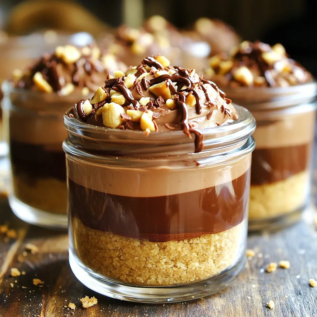 Um die No-Bake Nutella Cheesecake Cups zu machen, brauchst du: - 1 Tasse Frischkäse, weich - 1 Tasse Nutella - 1/2 Tasse Puderzucker - 1 Teelöffel Vanilleextrakt - 1 Tasse Sahne zum Schlagen - 1 Tasse Graham-Cracker-Krümel - 1/4 Tasse ungesalzene Butter, geschmolzen - Eine Prise Salz - Gehackte Haselnüsse zum Garnieren (optional) - Schokoladenspäne zur Dekoration (optional) Diese Zutaten sind einfach zu finden und sorgen für einen tollen Geschmack. Frischkäse gibt der Füllung eine schöne Cremigkeit. Nutella bringt den schokoladigen Geschmack, den wir alle lieben. Wenn du etwas anderes ausprobieren möchtest, gibt es einige Alternativen: - Statt Frischkäse kannst du Mascarpone verwenden. Das macht die Füllung noch reichhaltiger. - Nutella kann durch andere Schokoladenaufstriche ersetzt werden, wie Erdnussbutter oder Mandelcreme. - Verwende Zuckerersatzstoffe für weniger Süße. Erythrit ist eine gute Option. - Graham-Cracker-Krümel kannst du durch Kekse deiner Wahl ersetzen, wie Digestive oder Oreo. Diese Alternativen sind einfach und passen gut zu diesem Rezept. Sie geben dir viele Optionen, um deinen eigenen Geschmack zu treffen. Für dieses Rezept brauchst du ein paar nützliche Dinge: - Eine große Schüssel zum Mischen - Eine mittelgroße Schüssel für die Keksbasis - Einen Handmixer oder Schneebesen - Servierbecher oder kleine Gläser - Einen Spritzbeutel (optional, für die Füllung) Mit diesen Utensilien wird die Zubereitung leicht und macht Spaß. So kannst du die Cheesecake Cups gut präsentieren und genießen. Um die Keksbasis gut vorzubereiten, mische zuerst die Graham-Cracker-Krümel. Nimm eine mittelgroße Schüssel und fülle sie mit einer Tasse Krümel. Füge die geschmolzene Butter und eine Prise Salz hinzu. Rühre alles zusammen, bis die Mischung wie nasser Sand aussieht. Diese Basis sorgt für den perfekten Crunch. Gib die Keks-Mischung in kleine Servierbecher. Drücke die Mischung fest auf den Boden, damit sie hält. So hast du eine starke Grundlage für den Cheesecake. Für die Füllung nimm eine große Schüssel. Gib den weichen Frischkäse, Nutella, Puderzucker und Vanilleextrakt hinein. Mixe alles gut mit einem Handmixer oder einem Schneebesen. Die Mischung sollte glatt und cremig sein. In einer separaten Schüssel schlägst du die Sahne steif. Das ist wichtig, damit die Füllung leicht und luftig wird. Wenn die Sahne feste Spitzen hat, falte sie vorsichtig unter die Nutella-Mischung. Achte darauf, dass die Luftigkeit bleibt. So wird dein Cheesecake schön fluffig. Jetzt ist es Zeit, die Becher zusammenzustellen! Nimm die Keksbasis und fülle die Nutella-Cheesecake-Mischung gleichmäßig darüber. Verwende einen Löffel oder einen Spritzbeutel, um die Mischung schön zu verteilen. Fülle die Becher fast bis zum Rand. Stelle die Becher dann für mindestens 2-3 Stunden in den Kühlschrank. So wird die Masse fest. Vor dem Servieren kannst du die Becher nach Wunsch mit gehackten Haselnüssen und Schokoladenspänen dekorieren. Diese Becher sind ein Genuss für jeden! Um die perfekte Konsistenz zu erreichen, sind frische Zutaten wichtig. Nutella und Frischkäse sollten weich sein. Das hilft, die Mischung glatt zu rühren. Schlage die Sahne kräftig, bis sie feste Spitzen hat. So bleibt die Füllung schön luftig. Füge die Sahne vorsichtig unter die Nutella-Mischung. Vermeide zu starkes Rühren, damit die Luftigkeit bleibt. Ein häufiger Fehler ist, die Sahne nicht steif genug zu schlagen. Das führt zu einer schweren Füllung. Achte darauf, die Sahne gut zu schlagen, bevor du sie hinzufügst. Ein weiterer Fehler ist, die Cheesecake-Becher zu früh aus dem Kühlschrank zu nehmen. Lass sie mindestens 2-3 Stunden kühlen. So festigt sich die Masse gut. Bereite die Graham-Cracker-Basis in kleinen Gläsern vor. Drücke die Krümel gut an, damit sie stabil bleibt. Für die Dekoration kannst du Nutella obenauf geben. Das sieht nicht nur toll aus, sondern schmeckt auch super. Gehackte Haselnüsse und Schokoladenspäne sind tolle Toppings. Sie geben einen schönen Crunch und Geschmack. {{image_4}} Nutella ist köstlich, aber du kannst auch andere Aufstriche verwenden. Probiere Erdnussbutter oder Mandelbutter. Diese bringen einen neuen Geschmack in die Cheesecake-Becher. Für eine fruchtige Note kannst du auch Fruchtaufstriche verwenden. Himbeer- oder Erdbeermarmelade passt gut. Diese Alternativen bieten Abwechslung und neue Geschmackserlebnisse. Die Garnierung macht deine Cheesecake-Becher besonders. Du kannst gehackte Haselnüsse oder Schokoladenspäne verwenden. Diese geben einen knackigen Biss. Frische Früchte sind auch eine tolle Wahl. Himbeeren oder Bananen sehen schön aus und passen gut zum Geschmack. Ein Spritzer Sahne obendrauf macht alles noch leckerer. Du kannst die Rezeptmenge leicht anpassen. Wenn du mehr Gäste hast, verdopple einfach die Zutaten. Für kleine Portionen nutze kleinere Becher. So sind sie perfekt für Kinder oder Snacks. Denke daran, die Kühlzeit gleich zu halten. So bleibt die Creme fest und lecker. Die No-Bake Nutella Cheesecake Becher sind einfach zu lagern. Nutzen Sie einen luftdichten Behälter. So bleiben sie frisch und lecker. Stellen Sie sicher, dass die Becher nicht überfüllt sind. So verhindern Sie, dass sie beim Schließen des Deckels zerdrückt werden. Im Kühlschrank halten die Cheesecake-Becher etwa drei bis fünf Tage. Lagern Sie sie immer kühl. Achten Sie darauf, dass die Becher gut abgedeckt sind. So bleibt der Geschmack lange erhalten. Wenn die Becher jedoch anfangen, ihre Frische zu verlieren, schmecken sie nicht mehr so gut. Wenn Sie die Cheesecake-Becher länger aufbewahren möchten, können Sie sie einfrieren. Stellen Sie sicher, dass sie in einem gefrierfesten Behälter sind. So können Sie sie bis zu zwei Monate aufbewahren. Lassen Sie die Becher vor dem Servieren im Kühlschrank auftauen. So bleiben die Textur und der Geschmack optimal. Die Cheesecake-Becher brauchen mindestens 2 bis 3 Stunden im Kühlschrank, um fest zu werden. Das Kühlen hilft der Füllung, die richtige Konsistenz zu erreichen. Wenn Sie es eilig haben, lassen Sie sie trotzdem für mindestens 2 Stunden stehen. So vermeiden Sie, dass die Füllung zu weich bleibt. Ja, Sie können die Sahne ersetzen. Eine gute Alternative ist griechischer Joghurt. Er gibt eine ähnliche Cremigkeit. Sie können auch Kokoscreme verwenden, wenn Sie eine milchfreie Option wünschen. Beachten Sie, dass der Geschmack je nach Ersatz leicht variieren kann. Ja, das Rezept kann glutenfrei sein. Verwenden Sie glutenfreie Graham-Cracker oder eine andere glutenfreie Keksbasis. So genießen alle Ihre Gäste die leckeren Cheesecake-Becher ohne Sorgen. Achten Sie auch darauf, die anderen Zutaten auf Glutenfreiheit zu prüfen. In diesem Artikel haben wir alles zu den Cheesecake-Bechern besprochen. Wir haben die Hauptzutaten und deren Alternativen durchgegangen. Die Schritt-für-Schritt-Anleitung hilft dir beim Zubereiten. Tipps und Tricks sorgen für die perfekte Konsistenz. Wir haben auch Variationen und Lagerinformationen behandelt. Jetzt hast du das Wissen, um leckere Cheesecake-Becher zu machen. Probiere es aus und genieße jeden Bissen!