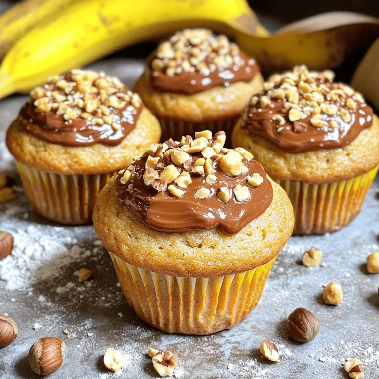 Für die Nutella gefüllten Bananenmuffins brauchst du folgende Zutaten: - 2 reife Bananen, zerdrückt - 80 ml geschmolzene Butter - 100 g Zucker - 1 großes Ei - 1 Teelöffel Vanilleextrakt - 1 Teelöffel Backpulver - Eine Prise Salz - 125 g Weizenmehl - 120 g Nutella (oder einen anderen Haselnussaufstrich) - Optional: Gehackte Haselnüsse als Topping Diese Zutaten machen deine Muffins süß, weich und voller Geschmack. Die Bananen geben Feuchtigkeit und eine natürliche Süße. Reife Bananen sind der Schlüssel für dieses Rezept. Sie sollten braune Flecken haben. Dadurch sind sie süßer und einfacher zu zerdrücken. Die geschmolzene Butter sorgt für einen reichhaltigen Geschmack. Nutella ist die geheime Füllung und macht jeden Bissen besonders. Wenn du Haselnüsse magst, dann sind sie eine tolle Ergänzung. Falls du keine Bananen magst, kannst du Apfelmus verwenden. Es gibt den Muffins eine andere Süße. Du kannst auch Erdnussbutter anstelle von Nutella nutzen. Das gibt einen neuen Twist. Für eine glutenfreie Variante kannst du Mandel- oder Kokosmehl nehmen. Sei kreativ und finde deinen persönlichen Favoriten! Um die Muffins zuzubereiten, heize den Ofen auf 175°C vor. Das hilft, die Muffins gleichmäßig zu backen. Fette ein Muffinblech leicht ein oder benutze Papierförmchen. So kleben die Muffins nicht fest. In einer großen Schüssel zerdrücke die reifen Bananen. Füge die geschmolzene Butter hinzu. Vermenge die beiden gut. Danach gib den Zucker, das Ei und den Vanilleextrakt dazu. Rühre alles gut um. Jetzt kommt das Backpulver und eine Prise Salz. Mische das sanft. Dann füge nach und nach das Mehl hinzu. Rühre nur kurz, damit die Muffins locker bleiben. Löffle etwa 1 Esslöffel des Muffinteigs in jede Muffinform. Fülle sie nur bis zur Hälfte. Setze dann 1 Teelöffel Nutella in die Mitte des Teigs. Decke das Nutella mit einem weiteren Esslöffel Muffinteig ab. So bleibt das Nutella beim Backen versteckt. Backe die Muffins für 18-20 Minuten. Überprüfe mit einem Zahnstocher, ob sie fertig sind. Der Zahnstocher sollte sauber herauskommen. Es ist okay, wenn das Nutella etwas gooey bleibt. Lass die Muffins 5 Minuten in der Form abkühlen. Danach lege sie auf ein Kuchengitter, um vollständig auszukühlen. Beim Backen der Nutella gefüllten Bananenmuffins gibt es einige häufige Fehler. Ein Fehler ist, die Bananen nicht gut genug zu zerdrücken. Sie sollten eine glatte Masse haben. Ein anderer Fehler ist, den Teig zu lange zu rühren. Rühren Sie nur, bis alles vermischt ist. Dies macht die Muffins lockerer. Achten Sie auch darauf, die Muffins nicht zu früh aus dem Ofen zu nehmen. Sie sollten goldbraun sein. Die Muffins halten sich gut, wenn Sie sie richtig lagern. Stellen Sie sicher, dass die Muffins vollständig abgekühlt sind, bevor Sie sie aufbewahren. Legen Sie sie in einen luftdichten Behälter. So bleiben sie frisch. Sie können die Muffins auch einfrieren. Wickeln Sie sie vorher in Folie ein. So bleiben sie für bis zu drei Monate gut. Für die besten Ergebnisse heizen Sie den Ofen rechtzeitig vor. Stellen Sie sicher, dass Ihre Zutaten Zimmertemperatur haben. Verwenden Sie reife Bananen, denn sie geben mehr Geschmack. Wenn Sie Nüsse hinzufügen, hacken Sie sie grob. So bekommen die Muffins einen schönen Crunch. Nutzen Sie ein Muffinblech aus Silikon. Es hilft, die Muffins leicht herauszunehmen. {{image_4}} Wenn Sie gesünder backen möchten, probieren Sie Vollkornmehl. Vollkornmehl gibt den Muffins mehr Ballaststoffe. Es macht sie nahrhafter und hat einen leicht nussigen Geschmack. Sie können auch einen Teil des Zuckers durch Honig oder Ahornsirup ersetzen. Diese Alternativen sind oft weniger verarbeitet und haben einen besseren Nährwert. Um den Muffins mehr Geschmack zu verleihen, fügen Sie Schokoladenstückchen hinzu. Diese schmelzen beim Backen und sorgen für einen leckeren Schokoladengeschmack. Sie können auch frische Früchte wie Himbeeren oder Blaubeeren hinzufügen. Diese bringen eine fruchtige Frische und sind eine tolle Ergänzung zu den Bananen und Nutella. Für eine vegane Version ersetzen Sie das Ei durch einen Chia-Pudding. Mischen Sie einen Esslöffel Chiasamen mit drei Esslöffeln Wasser. Lassen Sie es einige Minuten quellen, bis es gelartig ist. Verwenden Sie pflanzliche Butter oder Öl anstelle von Butter. Auch hier gibt es vegane Nutella-Alternativen, die Sie verwenden können. Diese Änderungen machen die Muffins für Veganer geeignet und behalten den leckeren Geschmack. Du kannst die Muffins sowohl im Kühlschrank als auch im Gefrierfach aufbewahren. Wenn du die Muffins schnell essen willst, ist der Kühlschrank ideal. Wenn du sie länger aufbewahren möchtest, empfehle ich das Gefrierfach. Im Kühlschrank bleiben die Muffins etwa 4 bis 5 Tage frisch. Im Gefrierfach sind sie bis zu 3 Monate haltbar. Stelle sicher, dass du sie gut verpackst, um Gefrierbrand zu vermeiden. Um die Muffins wieder aufzuwärmen, kannst du sie einfach in der Mikrowelle für 15 bis 20 Sekunden erhitzen. Alternativ kannst du sie im Ofen bei 175°C für etwa 5 bis 10 Minuten aufbacken. So bleiben sie schön saftig! Um die Muffins schokoladiger zu machen, füge einfach mehr Nutella hinzu. Du kannst auch Schokoladenstückchen unter den Teig mischen. Dunkle Schokolade ist eine gute Wahl. Diese kleinen Stücke schmelzen beim Backen und geben einen intensiven Schokoladengeschmack. Achte darauf, die Menge nicht zu übertreiben. Zu viel Schokolade kann die Konsistenz der Muffins verändern. Ja, du kannst Banane durch Apfelmus ersetzen. Apfelmus macht die Muffins saftig. Der Geschmack wird sich verändern, aber sie bleiben lecker. Verwende die gleiche Menge Apfelmus wie Bananen. Die Muffins werden dann etwas weniger süß, also füge eventuell mehr Zucker hinzu. Achte darauf, dass das Apfelmus ungesüßt ist. So bleibt der Geschmack mild und frisch. Du kannst bis zu 2 Muffinbleche gleichzeitig backen. Stelle sicher, dass dein Ofen genug Platz hat. Achte darauf, die Bleche in der Mitte des Ofens zu platzieren. Wenn dein Ofen nicht gleichmäßig backt, drehe die Bleche nach der Hälfte der Backzeit. So werden die Muffins gleichmäßig gar. Das sorgt für tolle Ergebnisse und spart Zeit. In diesem Blogbeitrag haben wir die wichtigsten Zutaten für Muffins besprochen. Zudem gab es eine klare Schritt-für-Schritt-Anleitung, um sicherzustellen, dass alles gelingt. Ich teilte nützliche Tipps, um häufige Fehler zu vermeiden und die Muffins optimal aufzubewahren. Auch Variationen und Aufbewahrungshinweise fanden Platz. Backen macht Spaß und die richtigen Zutaten sind entscheidend. Probier die Tipps aus und genieße deine Muffins!