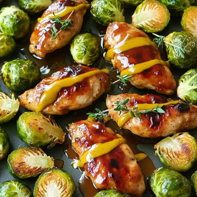 - 450 g Hühnerbrustfilets - 450 g Rosenkohl, halbiert - 60 ml reiner Ahornsirup - 60 ml Dijon-Senf - 30 ml Olivenöl - 2 Knoblauchzehen, fein gehackt - 1 Teelöffel getrockneter Thymian - Salz und Pfeffer nach Geschmack - 1/4 Teelöffel rote Pfefferflocken (optional) Das Rezept für das Blech-Ofen Süß-Salziges Ahorn-Dijon Hühnchen ist einfach und lecker. Die Hauptzutaten sind frisch und einfach zu finden. Ich benutze Hühnerbrustfilets, die zart und saftig sind. Rosenkohl bringt eine schöne Textur und einen tollen Geschmack. Der Ahornsirup ist der Star des Gerichts. Er gibt eine süße Note und harmoniert gut mit dem Dijon-Senf. Der Senf sorgt für eine würzige Tiefe. Olivenöl macht die Marinade schön glatt. Knoblauch gibt ein starkes Aroma und Thymian rundet den Geschmack ab. Es ist wichtig, die richtigen Gewürze zu wählen. Salz und Pfeffer lassen die Aromen aufblühen. Rote Pfefferflocken sind optional, aber sie geben eine scharfe Note. Diese Mischung macht das Gericht besonders. Wenn du alle Zutaten bereit hast, kannst du kreativ werden. Du wirst sehen, wie einfach es ist, ein köstliches und gesundes Gericht zu zaubern. Heize deinen Ofen auf 220°C vor. In einer kleinen Schüssel vermischst du den Ahornsirup, Dijon-Senf, Olivenöl und Gewürze. Du solltest auch den gehackten Knoblauch hinzufügen. Rühre alles gut, bis die Marinade glatt ist. Nimm die Hühnerbrust und lege sie in einen Gefrierbeutel oder eine flache Form. Gieße die Hälfte der Marinade über das Hühnchen. Verschließe den Beutel oder decke die Form ab. Lass das Hühnchen mindestens 30 Minuten im Kühlschrank marinieren. So zieht der Geschmack besser ein. Während das Hühnchen mariniert, bereite die Rosenkohl vor. Schneide die Enden ab und halbiere sie. Lege die halben Rosenkohl auf ein großes Backblech. Sie sollten gleichmäßig verteilt sein. Hole die marinierte Hühnerbrust aus dem Kühlschrank. Lege sie zusammen mit den Rosenkohlhälften auf das Backblech. Träufle die restliche Marinade darüber. Röste das Gericht im vorgeheizten Ofen für 20 bis 25 Minuten. Überprüfe die Kerntemperatur des Hühnchens. Sie sollte 75°C erreichen. Nimm das Blech aus dem Ofen und lasse das Gericht etwa 5 Minuten ruhen. Serviere es warm und träufle die restliche Sauce darüber. Um den Geschmack zu verbessern, mariniere das Hühnchen länger. Du kannst es bis zu 4 Stunden im Kühlschrank lassen. Wenn du Zeit hast, lasse es sogar über Nacht marinieren. So zieht die Marinade tief ein. Du wirst den Unterschied beim Biss schmecken! Ein Fleischthermometer ist dein bester Freund. Stecke es in die dickste Stelle des Hühnchens. Wenn die Innentemperatur 75°C erreicht, ist das Hühnchen fertig. So vermeidest du trockenes Fleisch. Wenn du keinen Thermometer hast, vergewissere dich, dass der Saft klar ist. So bist du sicher, dass es gut gegart ist. Die Präsentation macht einen großen Unterschied. Lege das Hühnchen und den Rosenkohl auf eine große Platten. Träufle etwas zusätzlichen Ahornsirup darüber. Das sieht toll aus und schmeckt besser. Garniere das Gericht mit frischem Thymian. Dieser Duft sorgt für ein einladendes Gefühl. {{image_4}} Für die vegetarische Variante kannst du die Hühnerbrust durch Tofu oder Tempeh ersetzen. Diese Optionen bieten viel Eiweiß und nehmen die Marinade gut auf. Schneide den Tofu in Würfel und mariniere ihn auf die gleiche Weise wie das Hühnchen. Brate ihn dann für 20-25 Minuten im Ofen. Dies gibt dir eine köstliche und nahrhafte Mahlzeit. Du kannst auch andere Gemüse hinzufügen, um das Gericht bunter zu gestalten. Karotten, Paprika oder Süßkartoffeln passen sehr gut. Halbiere die Karotten oder schneide die Paprika in Streifen. Lege sie zusammen mit dem Rosenkohl auf das Blech. Diese Gemüse bringen Farbe und mehr Nährstoffe auf den Tisch. Wenn du die Aromen anpassen möchtest, probiere andere Saucen oder Gewürze aus. Statt Dijon-Senf kannst du Honig-Senf verwenden, um eine süßere Note zu erreichen. Auch Sojasauce oder Teriyaki-Sauce sind gute Alternativen. Füge frische Kräuter wie Rosmarin oder Basilikum hinzu, um neue Geschmäcker zu entdecken. Um das Gericht im Kühlschrank zu lagern, lasse es zuerst abkühlen. Ein luftdichter Behälter hilft, die Frische zu bewahren. Lege das Hühnchen und die Rosenkohlhälften in den Behälter. Du kannst das Gericht bis zu drei Tage im Kühlschrank aufbewahren. Um die Reste aufzuwärmen, nutze den Ofen oder die Mikrowelle. Im Ofen, heize ihn auf 180°C vor. Stelle das Gericht auf ein Backblech und erwärme es für etwa 15 Minuten. In der Mikrowelle, lege die Portion in eine mikrowellengeeignete Schüssel und erwärme sie in Intervallen von 1-2 Minuten. Rühre die Reste nach jeder Minute um, um eine gleichmäßige Erwärmung zu gewährleisten. Im Kühlschrank bleibt das Gericht bis zu drei Tage frisch. Im Gefrierschrank kannst du es bis zu drei Monate lagern. Um die beste Qualität zu gewährleisten, verpacke es gut in einem Gefrierbeutel oder einem luftdichten Behälter. Zum Auftauen, lasse das Gericht über Nacht im Kühlschrank stehen. Für die besten Ergebnisse empfehle ich, das Hühnchen mindestens 30 Minuten zu marinieren. So kann das Hühnchen die Aromen gut aufnehmen. Wenn du mehr Zeit hast, mariniere es bis zu 2 Stunden. Das gibt noch mehr Geschmack. Ja, du kannst das Rezept im Voraus zubereiten. Marinierte Hühnerbrust kann bis zu 24 Stunden im Kühlschrank aufbewahrt werden. Bereite die Rosenkohlhälften auch vor und bewahre sie im Kühlschrank auf. So sparst du Zeit, wenn du das Gericht zubereitest. Zu diesem Gericht passen viele Beilagen. Hier sind einige Ideen: - Kartoffelpüree für eine cremige Note. - Quinoa für eine gesunde Option. - Ein frischer grüner Salat für Crunch und Frische. - Gebratene Karotten oder grüne Bohnen als zusätzliches Gemüse. Zusammengefasst zeigt dieses Rezept, wie du ein schmackhaftes Gericht mit Hühnerbrust und Rosenkohl zubereitest. Die Marinade aus Ahornsirup und Dijon-Senf bringt tollen Geschmack. Ich empfehle, die Marinierzeit zu verlängern, um das Beste herauszuholen. Denk an verschiedene Gemüseoptionen und Varianten für vegetarische Mahlzeiten. Mit diesen Tipps kannst du dein Gericht lecker präsentieren und aufbewahren. Experimentiere ruhig mit anderen Aromen. So verwandelst du jede Mahlzeit in ein besonderes Erlebnis.