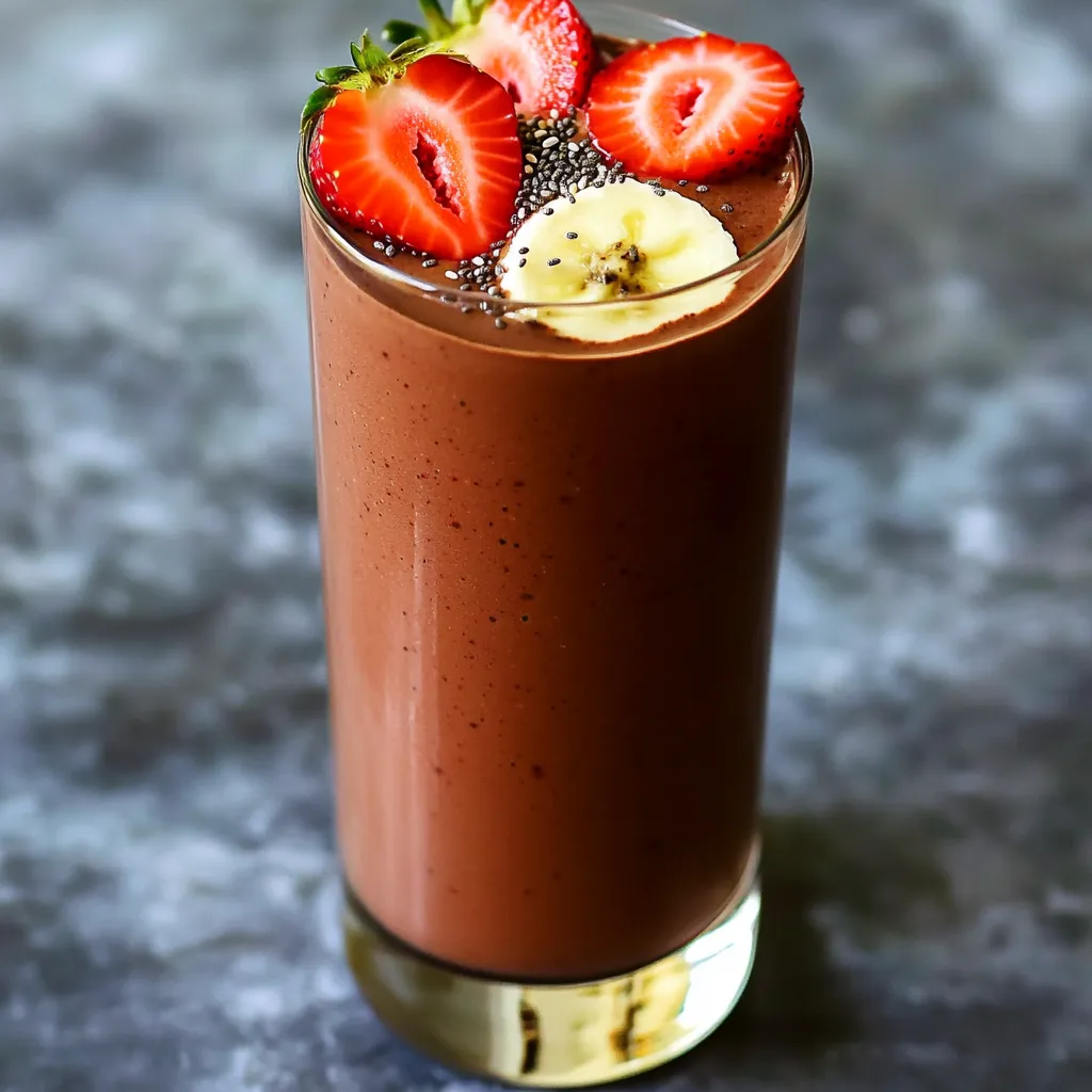 Für deinen High-Protein Schokoladenüberzogenen Erdbeer-Smoothie brauchst du: - 1 Tasse frische Erdbeeren, entstielt - 1 reife Banane - 1 Tasse ungesüßte Mandelmilch (oder Milch nach Wahl) - 1 Portion Schokoladen-Proteinpulver - 2 Esslöffel ungesüßtes Kakaopulver - 1 Esslöffel Chiasamen - 1 Esslöffel Honig oder Ahornsirup (optional für zusätzliche Süße) - Eiswürfel (optional, für eine cremigere Konsistenz) Jede Zutat bringt ihren eigenen Geschmack und Nährstoffe in deinen Smoothie. Dieser Smoothie ist vollgepackt mit Nährstoffen. Die Erdbeeren bieten Vitamine und Antioxidantien. Die Banane gibt dir Energie und macht es süß. Mandelmilch ist leicht und hat wenig Kalorien. Das Schokoladen-Proteinpulver hilft beim Muskelaufbau und hält dich satt. Kakaopulver bringt den Schokoladengeschmack ohne viel Zucker. Chiasamen fügen Ballaststoffe und gesunde Fette hinzu. Frische Erdbeeren sind der Schlüssel zu einem leckeren Smoothie. Wähle rote, feste Erdbeeren ohne Druckstellen. Achte darauf, dass die Banane gut reif ist, um die Süße und die Cremigkeit zu maximieren. Wenn du Mandelmilch kaufst, wähle eine ungesüßte Variante ohne Zusatzstoffe. So bleibt dein Smoothie gesund und lecker. Um den Smoothie zu machen, beginne mit frischen Erdbeeren. Nimm eine Tasse und entstiele sie. Füge dann eine reife Banane hinzu. Diese Banane sorgt für eine natürliche Süße und eine cremige Textur. Als nächstes gieße eine Tasse ungesüßte Mandelmilch in den Mixer. Diese Milch macht den Smoothie leicht und frisch. Jetzt kommt das Schokoladen-Proteinpulver. Eine Portion gibt dir die nötige Proteinmenge. Streue zwei Esslöffel ungesüßtes Kakaopulver hinein, um den Schokoladengeschmack zu verstärken. Jetzt sind die Chiasamen dran, ein Esslöffel reicht. Sie fügen Ballaststoffe und Omega-3-Fettsäuren hinzu. Wenn du es süßer magst, gib einen Esslöffel Honig oder Ahornsirup dazu. Falls du eine cremigere Konsistenz bevorzugst, füge ein paar Eiswürfel hinzu. Mixe alle Zutaten bei hoher Geschwindigkeit. Achte darauf, dass die Mischung schön glatt und cremig wird. Probiere den Smoothie und füge nach Bedarf mehr Süße hinzu. Beim Mixen ist es wichtig, dass alle Zutaten gut vermischt sind. Wenn der Mixer Schwierigkeiten hat, füge etwas mehr Mandelmilch hinzu. Das hilft, die Mischung zu lockern. Mixe weiter, bis alles gut verbunden ist. Wenn der Smoothie zu dick ist, keine Sorge! Einfach mehr Milch oder Wasser hinzufügen. Du kannst auch einen Hochleistungsmixer verwenden. Diese Mixer machen die Mischung besonders cremig. Achte darauf, den Deckel gut zu schließen, um Spritzer zu vermeiden. Um deinen Smoothie ansprechend zu präsentieren, gieße ihn in ein hohes Glas oder eine Schüssel. Für den letzten Schliff kannst du einige halbierte Erdbeeren auf den Rand legen. Ein Hauch von Chiasamen oben drauf sieht auch toll aus. Diese kleinen Details machen deinen Smoothie noch leckerer. Genieße deinen High-Protein Schokoladenüberzogenen Erdbeer-Smoothie! Um die perfekte Konsistenz für deinen High-Protein Schokoladenüberzogenen Erdbeer-Smoothie zu erreichen, achte auf die Menge der Flüssigkeit. Beginne mit einer Tasse Mandelmilch. Wenn du eine dickere Textur möchtest, füge Eiswürfel hinzu. Mixe alles gut, bis es glatt ist. Wenn der Smoothie zu dick ist, füge einfach mehr Milch hinzu. Du kannst den Geschmack deines Smoothies ganz einfach anpassen. Füge mehr Kakaopulver hinzu, um den Schokoladengeschmack zu intensivieren. Wenn du es süßer magst, nimm mehr Honig oder Ahornsirup. Probiere auch, andere Früchte wie Himbeeren oder Bananen zu mischen. So erhältst du neue, leckere Aromen. Ein häufiger Fehler ist, dass man die Zutaten nicht gut genug mixt. Achte darauf, dass alles gleichmäßig vermischt ist. Ein anderer Fehler ist, zu viel Süßstoff zu verwenden. Beginne mit einer kleinen Menge und passe sie an. Wenn du frische Erdbeeren verwendest, achte darauf, dass sie reif sind. Unreife Erdbeeren können den Geschmack beeinträchtigen. {{image_4}} Um diesen Smoothie vegan zu machen, ersetze die ungesüßte Mandelmilch durch eine pflanzliche Milch, wie Hafer- oder Sojamilch. Nutze ein veganes Schokoladen-Proteinpulver, das keine tierischen Produkte enthält. Anstelle von Honig kannst du Agavendicksaft verwenden. Diese Änderungen machen den Smoothie lecker und vegan. Du kannst die Erdbeeren auch mit anderen Früchten mischen. Probiere gefrorene Himbeeren oder Bananen für einen fruchtigen Kick. Mango oder Ananas fügen tropische Aromen hinzu. Diese Variationen sorgen für Abwechslung und bringen neue Geschmäcker in deinen Smoothie. Wenn du mehr Protein hinzufügen möchtest, probiere griechischen Joghurt oder Seidentofu. Beide sind cremig und steigern die Proteinmenge. Nüsse oder Erdnussbutter geben zusätzlich gesunde Fette und Geschmack. Diese Optionen helfen dir, deine Proteinziele zu erreichen und machen den Smoothie noch sättigender. Um den Smoothie frisch zu halten, bewahre ihn in einem luftdichten Behälter auf. Ein Glasbehälter ist ideal. Fülle den Behälter bis zum Rand, um Luft zu vermeiden. Stelle den Smoothie in den Kühlschrank. So bleibt er 1 bis 2 Tage genießbar. Rühre den Smoothie vor dem Trinken gut um. Dadurch wird die Konsistenz wieder cremiger. Du kannst den Smoothie auch einfrieren. Gieße ihn in Eiswürfelformen oder einen gefrierfesten Behälter. So hast du eine praktische Portion, wenn du ihn wieder brauchst. Um ihn zu genießen, lasse die Würfel 10 bis 15 Minuten bei Raumtemperatur stehen. Alternativ kannst du die Würfel in einen Mixer geben. Füge etwas Mandelmilch hinzu und mixe, bis alles glatt ist. Die Haltbarkeit des Smoothies hängt von den Zutaten ab. Frische Erdbeeren sind im Kühlschrank 3 bis 5 Tage haltbar. Bananen sollten reif, aber nicht überreif sein. Proteinpulver und Kakaopulver halten sich Monate, wenn sie trocken gelagert werden. Achte auf den Geruch und die Farbe, um sicherzustellen, dass der Smoothie frisch bleibt. Wenn etwas merkwürdig riecht oder aussieht, ist es besser, ihn nicht zu trinken. Dieser Smoothie hat eine gute Menge an Protein. Eine Portion enthält etwa 20-25 Gramm Protein. Das kommt hauptsächlich vom Schokoladen-Proteinpulver. Dies macht ihn perfekt für Sportler oder alle, die mehr Protein brauchen. Protein hilft beim Muskelaufbau und der Regeneration. Wenn du mehr Protein willst, kannst du einfach mehr Proteinpulver hinzufügen. Ja, du kannst andere Milchalternativen verwenden. Du kannst Sojamilch, Hafermilch oder Kokosmilch nehmen. Diese Alternativen geben dem Smoothie einen neuen Geschmack. Achte darauf, ungesüßte Varianten zu wählen. So bleibst du bei der gesunden Linie. Probiere verschiedene Sorten aus, um herauszufinden, was dir am besten schmeckt. Um den Smoothie süßer zu machen, füge mehr Honig oder Ahornsirup hinzu. Ein Esslöffel reicht oft aus, aber du kannst mehr nehmen, wenn du es süßer magst. Auch reife Bananen geben eine natürliche Süße. Wenn du keine Süßstoffe verwenden willst, probiere Datteln oder Stevia. Mixe alles gut, um die Süße gleichmäßig zu verteilen. Dieser Artikel hat alle wichtigen Punkte zu Smoothies abgedeckt. Wir haben die Zutaten und deren Nährstoffe besprochen. Ich gab Tipps zur Zubereitung und Präsentation. Außerdem haben wir Variationen und Lagerungstipps behandelt. Smoothies sind einfach und gesund. Du kannst sie leicht anpassen und kreativ sein. Experimentiere mit Zutaten und genieße die Vielfalt. Bereite deinen perfekten Smoothie und entdecke neue Geschmäcker!