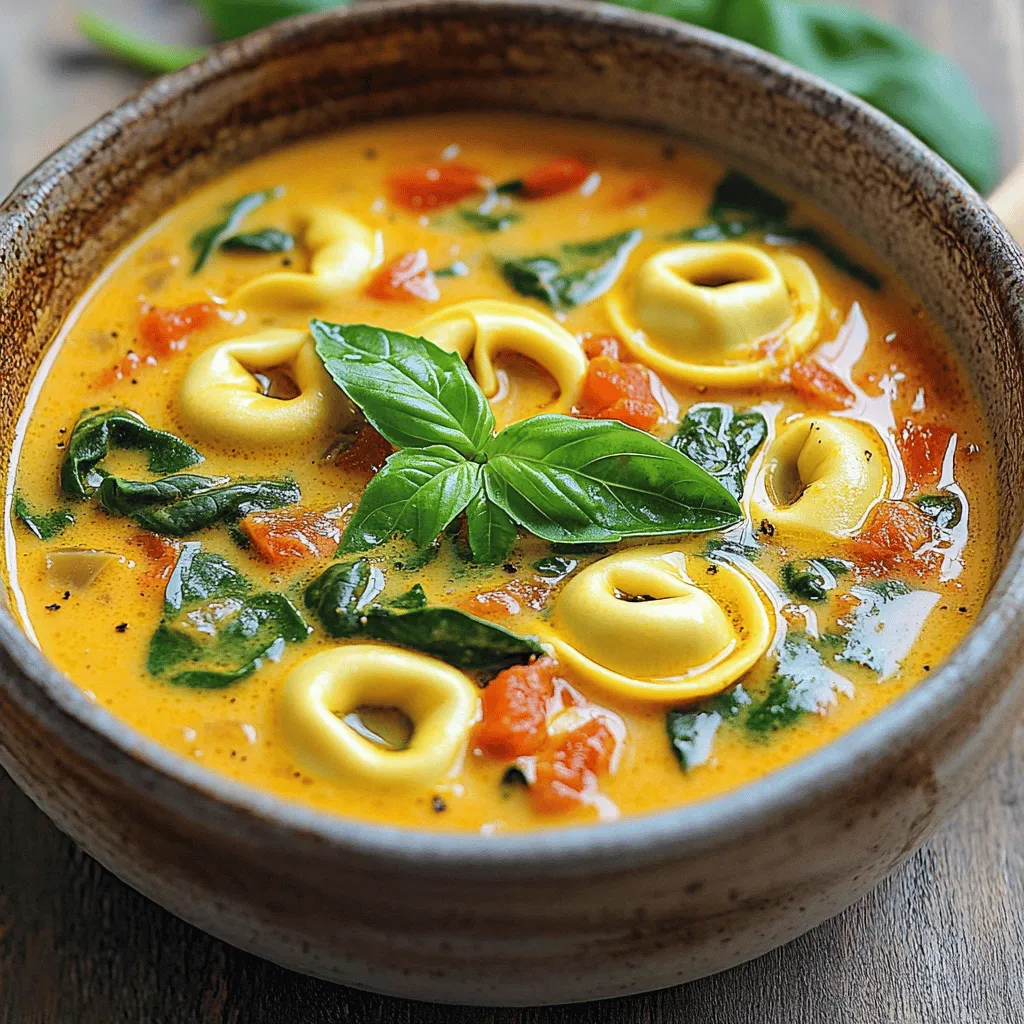 Um eine köstliche cremige Tomaten-Spinat Tortellini-Suppe zuzubereiten, brauchst du die folgenden Zutaten: - 2 Esslöffel Olivenöl - 1 mittelgroße Zwiebel, gewürfelt - 3 Knoblauchzehen, fein gehackt - 1 Dose (28 oz) zerdrückte Tomaten - 4 Tassen Gemüsebrühe - 1 Teelöffel getrocknetes Basilikum - 1 Teelöffel getrockneter Oregano - 1 Tasse Schlagsahne - 1 Beutel (9 oz) frische Käseschnörkel - 2 Tassen frischer Spinat - Salz und Pfeffer nach Geschmack - Frische Basilikumblätter zur Garnitur Diese Zutaten geben der Suppe einen reichen und herzhaften Geschmack. Wenn du etwas Abwechslung möchtest, probiere diese Varianten: - Ersetze die Käseschnörkel durch Pilztortellini für einen anderen Geschmack. - Füge etwas Chili hinzu, wenn du es scharf magst. - Verwende frische Tomaten, wenn sie in Saison sind, für mehr Frische. - Du kannst auch andere Blattgemüse wie Grünkohl anstelle von Spinat verwenden. Diese Variationen helfen, die Suppe nach deinem Geschmack anzupassen. Frische Zutaten bringen mehr Geschmack, aber auch Konserven haben ihren Platz. - Frische Zutaten: Sie sind oft knackiger und haben mehr Aroma. Zum Beispiel, frische Tomaten sind süßer als Dosenware. - Konservierte Zutaten: Sie sind praktisch und oft günstiger. Zerdrückte Tomaten aus der Dose sind sofort einsatzbereit. Wenn du frische Zutaten verwendest, achte darauf, sie gut zu waschen und rechtzeitig zu nutzen. Konservierte Zutaten sind haltbar und einfach zu lagern. Beide Optionen sind für diese Suppe geeignet. Beginne mit einem großen Topf. Erhitze zwei Esslöffel Olivenöl bei mittlerer Hitze. Füge die gewürfelte Zwiebel hinzu und brate sie etwa fünf Minuten lang. Sie sollte weich und durchsichtig sein. Jetzt kommt der gehackte Knoblauch. Rühre ihn eine Minute lang unter, bis er gut riecht. Dann gib die zerdrückten Tomaten und die Gemüsebrühe dazu. Füge einen Teelöffel getrocknetes Basilikum und Oregano hinzu. Rühre gut um und bringe die Mischung zum Simmern. Sobald die Suppe köchelt, reduziere die Hitze auf niedrig. Rühre die Schlagsahne sorgfältig unter. Sie macht die Suppe schön cremig. Jetzt ist es Zeit für die frischen Käseschnörkel! Gib sie in den Topf und koche sie nach den Anweisungen auf der Verpackung. Das dauert etwa fünf bis sieben Minuten. In der letzten Minute füge den frischen Spinat hinzu. Rühre ihn ein, bis er zusammenfällt. Jetzt ist es wichtig, die Suppe abzuschmecken. Füge Salz und Pfeffer nach Geschmack hinzu. Wenn die Suppe zu dick ist, kannst du mehr Brühe hinzufügen. Serviere die Suppe heiß in Schalen. Garniere sie mit frischen Basilikumblättern. So sieht sie nicht nur gut aus, sondern schmeckt auch fantastisch! Ein häufiger Fehler ist, die Zwiebeln zu lange zu kochen. Sie sollten weich, aber nicht braun sein. Achte darauf, den Knoblauch nicht zu verbrennen. Das gibt einen bitteren Geschmack. Wenn du die Schlagsahne hinzufügst, mach das langsam. Zu schnelles Rühren kann die Suppe trennen. Die Basis für den Geschmack sind die Gewürze. Du kannst mehr Basilikum und Oregano hinzufügen, wenn du einen stärkeren Geschmack möchtest. Frische Kräuter sind eine großartige Wahl. Sie bringen mehr Aroma. Auch Paprika oder eine Prise Chili können interessante Akzente setzen. Probiere aus, was dir am besten gefällt! Um die ideale Konsistenz zu bekommen, füge nach Bedarf mehr Gemüsebrühe hinzu. Wenn die Suppe zu dick wird, verwende einfach mehr Brühe. Magst du es cremiger? Dann füge mehr Schlagsahne hinzu. Rühre gut um, damit alles gleichmäßig wird. So bleibt die Suppe schön glatt und lecker. {{image_4}} Um eine vegane Version der Tortellini-Suppe zu machen, kannst du die Schlagsahne durch Kokosmilch ersetzen. Diese gibt der Suppe eine cremige Textur. Statt Käseschnörkel nimmst du vegane Tortellini. Achte darauf, dass die Brühe auch vegan ist. Die Gewürze und der Spinat bleiben gleich, um den Geschmack zu erhalten. Für glutenfreie Optionen kannst du glutenfreie Tortellini verwenden. Diese sind oft aus Reis- oder Maismehl. Achte beim Kauf auf die Packung, um sicherzustellen, dass sie glutenfrei sind. Die restlichen Zutaten der Suppe sind von Natur aus glutenfrei. Somit bleibt der volle Geschmack auch ohne Gluten erhalten. Du kannst die Suppe leicht anpassen, indem du mehr Gemüse hinzufügst. Karotten, Sellerie oder Zucchini passen hervorragend. Einfach das Gemüse klein schneiden und zusammen mit der Zwiebel anbraten. Das bringt zusätzlich Farbe und Nährstoffe in die Suppe. Du kannst auch Erbsen oder Brokkoli am Ende der Kochzeit hinzufügen. Um die Cremige Tomaten-Spinat Tortellini-Suppe richtig aufzubewahren, lassen Sie sie zuerst abkühlen. Füllen Sie die Suppe dann in einen luftdichten Behälter. Stellen Sie sicher, dass der Behälter sauber und trocken ist. So bleibt die Suppe frisch und lecker. Lagern Sie die Suppe im Kühlschrank. Sie können die Suppe auch portionieren und in Gefrierbeutel füllen. So haben Sie immer eine Portion für später. Zum Aufwärmen der Suppe nehmen Sie sie aus dem Kühlschrank. Geben Sie die Suppe in einen Topf. Erwärmen Sie sie bei mittlerer Hitze. Rühren Sie gelegentlich um, damit sie gleichmäßig warm wird. Wenn die Suppe zu dick ist, fügen Sie etwas Gemüsebrühe hinzu. So bleibt die Konsistenz perfekt. Servieren Sie die Suppe heiß und garnieren Sie sie mit frischen Basilikumblättern. Im Kühlschrank hält sich die Suppe etwa 3 bis 4 Tage. Achten Sie darauf, dass der Behälter gut verschlossen ist. Im Gefrierschrank kann die Suppe bis zu 3 Monate aufbewahrt werden. Beim Auftauen lassen Sie die Suppe über Nacht im Kühlschrank auftauen. Vermeiden Sie es, die Suppe mehrmals aufzutauen und wieder einzufrieren. Das beeinflusst den Geschmack und die Textur. Die Suppe braucht nur 30 Minuten. Die Vorbereitungszeit ist 10 Minuten. Das Kochen dauert etwa 20 Minuten. So kannst du schnell eine warme Mahlzeit haben. Ja, du kannst die Tortellini selbst machen! Es ist einfach und macht Spaß. Du brauchst Mehl, Wasser und Ei. Fülle die Tortellini mit deinem Lieblingskäse. Frisch zubereitete Tortellini schmecken großartig in der Suppe. Die besten Beilagen sind frisches Brot oder ein grüner Salat. Knuspriges Brot passt perfekt. Du kannst auch ein Stück Parmesan dazu reichen. Ein einfacher Salat ergänzt die Suppe gut und sorgt für einen frischen Geschmack. Diese Tortellini-Suppe ist einfach zuzubereiten und sehr lecker. Die Zutaten sind klar, und ich habe verschiedene Variationen vorgeschlagen. Es ist wichtig, frische und konservierte Zutaten richtig zu nutzen. Achten Sie beim Kochen auf die Schritte, um häufige Fehler zu vermeiden. Passen Sie den Geschmack mit Kräutern an und erreichen Sie die perfekte Konsistenz. Schließlich gibt es viele Lagerhinweise, damit Sie die Suppe lange genießen können. Experimentieren Sie mit verschiedenen Varianten und machen Sie die Suppe ganz nach Ihrem Geschmack.