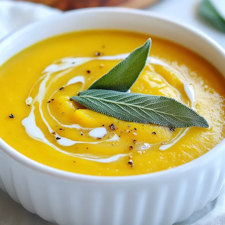 Kürbis und seine Eigenschaften Kürbis ist die Hauptzutat in dieser Suppe. Er hat eine süße, nussige Note. Er ist reich an Vitaminen und Ballaststoffen. Der mittlere Kürbis wiegt etwa 1 bis 1,5 kg. Entfernen Sie die Schale und schneiden Sie ihn in kleine Würfel. Dies hilft beim gleichmäßigen Rösten. Gemüsebrühe und Kokosmilch Die Gemüsebrühe gibt der Suppe Tiefe. Verwenden Sie eine gute Qualität, um den Geschmack zu verbessern. Kokosmilch macht die Suppe cremig und verleiht einen leichten, tropischen Geschmack. Sie harmoniert perfekt mit dem Kürbis. Bedeutung von frischen Gewürzen Frische Gewürze sind wichtig für den Geschmack. Sie bringen einen intensiven Duft und Geschmack in die Suppe. Verwenden Sie gemahlenen Ingwer, Zimt und Muskatnuss. Diese Gewürze ergänzen den Kürbis bestens. Auswahl des Olivenöls Ein gutes Olivenöl macht einen großen Unterschied. Es hilft beim Rösten des Kürbisses. Wählen Sie ein nativ extra Olivenöl für den besten Geschmack. Es verleiht der Suppe eine schöne, fruchtige Note. {{ingredient_image_2}} Heize deinen Ofen auf 220°C vor. Das gibt der Suppe ein tolles Aroma. Lege die gewürfelten Kürbisstücke auf ein Backblech. Mische sie mit einem Esslöffel Olivenöl, Salz und Pfeffer. Achte darauf, dass die Stücke gleichmäßig verteilt sind. Röste sie für 25-30 Minuten. Wende sie in der Mitte der Zeit, damit sie gleichmäßig karamellisieren. Du wirst sehen, wie sie goldbraun und zart werden. Diese Karamellisierung macht den Geschmack besonders reichhaltig. Erhitze in einem großen Topf einen Spritzer Olivenöl bei mittlerer Hitze. Füge die gehackte Zwiebel hinzu und brate sie, bis sie durchsichtig ist. Das dauert etwa fünf Minuten. Danach kommt der fein gehackte Knoblauch dazu. Auch der Ingwer, Zimt und Muskatnuss kommen jetzt hinein. Koche alles für zwei Minuten, bis die Aromen gut durchgezogen sind. Diese Kombination bringt Wärme und Tiefe in die Suppe. Sobald der Kürbis fertig geröstet ist, gib ihn in den Topf. Füge die Gemüsebrühe hinzu und bringe alles zum Kochen. Reduziere die Hitze und lass die Mischung etwa 15 Minuten köcheln. Nimm dann den Topf vom Herd. Du kannst die Suppe mit einem Stabmixer pürieren, bis sie glatt ist. Alternativ kannst du sie auch in einem Standmixer portionsweise pürieren. Danach rühre die Kokosmilch ein und erhitze die Suppe sanft. Schmecke sie mit Salz und Pfeffer ab. Garniere die Suppe mit frischen Salbeiblättern, um sie schön zu präsentieren. Bei der Zubereitung von cremiger gerösteter Kürbissuppe kann es zu einigen häufigen Problemen kommen. Ein häufiges Problem ist, dass der Kürbis nicht gleichmäßig gart. Um dies zu vermeiden, schneide die Kürbiswürfel gleichmäßig. Achte darauf, dass sie nicht zu klein sind, damit sie nicht verbrennen. Ein weiterer Punkt ist die Röstaromen. Röste den Kürbis bis er karamellisiert ist. Das gibt der Suppe einen tollen Geschmack. Der optimale Garprozess für den Kürbis ist entscheidend. Röste ihn bei 220°C für 25-30 Minuten. Wende die Stücke zur Hälfte der Zeit, damit sie gleichmäßig garen. Wenn der Kürbis zart und leicht gebräunt ist, ist er perfekt. Um den Geschmack deiner Suppe zu verstärken, kannst du weitere Gewürze hinzufügen. Probiere etwas Kreuzkümmel oder Paprika. Diese Gewürze geben der Suppe eine neue Note. Du kannst auch frischen Ingwer verwenden, um die Schärfe zu erhöhen. Die Verwendung von frischen Kräutern kann den Geschmack ebenfalls verbessern. Frische Salbeiblätter sind eine tolle Wahl. Sie passen gut zum Kürbis und geben der Suppe ein frisches Aroma. Du kannst die Blätter am Ende hinzufügen oder sie als Garnitur verwenden. Pro Tipps Röstzeit beachten: Achten Sie darauf, den Kürbis gut zu wenden, damit er gleichmäßig röstet und schön karamellisiert wird. Konsistenz anpassen: Wenn die Suppe zu dick ist, können Sie einfach mehr Gemüsebrühe oder Kokosmilch hinzufügen, um die gewünschte Konsistenz zu erreichen. Frische Kräuter verwenden: Für zusätzliche Frische und Geschmack können Sie auch andere Kräuter wie Thymian oder Petersilie als Garnitur verwenden. Vorsicht beim Pürieren: Wenn Sie die Suppe im Standmixer pürieren, lassen Sie den Deckel leicht geöffnet, um den Druck entweichen zu lassen und Verbrennungen zu vermeiden. {{image_4}} Wenn du eine vegetarische oder vegane Diät machst, gibt es einfache Anpassungen. Du kannst die Kokosmilch durch eine andere pflanzliche Milch ersetzen. Mandel- oder Hafermilch funktionieren gut. Diese Alternativen bieten auch einen feinen Geschmack. Achte darauf, ungesüßte Sorten zu wählen. So bleibt die Suppe herzhaft und lecker. Möchtest du deiner Suppe mehr Geschmack geben? Füge Karotten oder Kartoffeln hinzu. Diese Gemüse geben der Suppe eine süßliche Note. Sie machen die Konsistenz noch cremiger. Du kannst sie einfach mit dem Kürbis rösten. Für mehr Textur kannst du Toppings verwenden. Geröstete Kürbiskerne sind eine tolle Wahl. Sie bringen Knusprigkeit und einen nussigen Geschmack. Auch frische Kräuter wie Petersilie oder Koriander passen gut. Sie sorgen für eine schöne Farbe und Frische. Um die cremige geröstete Kürbissuppe frisch zu halten, lagern Sie sie im Kühlschrank. Nutzen Sie einen luftdichten Behälter, um die Aromen zu bewahren. So bleibt die Suppe bis zu fünf Tage gut. Wenn Sie die Suppe länger aufbewahren möchten, können Sie sie einfrieren. Füllen Sie die Suppe in gefriergeeignete Behälter und lassen Sie etwas Platz für die Ausdehnung. Im Gefrierschrank bleibt die Suppe bis zu drei Monate frisch. Wenn Sie die Suppe aufwärmen, achten Sie darauf, die Konsistenz zu bewahren. Erhitzen Sie die Suppe langsam bei niedriger Hitze. Rühren Sie oft um, damit sie gleichmäßig warm wird. Falls die Suppe zu dick ist, fügen Sie etwas Gemüsebrühe oder Kokosmilch hinzu. So bleibt sie cremig und lecker. Wenn Sie die Suppe aromatischer machen möchten, können Sie beim Erhitzen frische Kräuter oder Gewürze hinzufügen. Die Kürbissuppe bleibt im Kühlschrank etwa 3 bis 5 Tage frisch. Achten Sie darauf, sie in einem luftdichten Behälter zu lagern. Im Gefrierschrank hält sie bis zu 3 Monate. Um die beste Textur zu bewahren, sollten Sie die Suppe vor dem Einfrieren gut abkühlen lassen. Ja, die Suppe lässt sich gut im Voraus zubereiten. Bereiten Sie sie einfach bis zum Pürieren vor. Lagern Sie die Mischung im Kühlschrank, bis Sie sie servieren möchten. Wenn Sie bereit sind, fügen Sie die Kokosmilch hinzu und erhitzen Sie sie sanft. Die Kürbissuppe schmeckt hervorragend mit knusprigem Brot oder Brötchen. Auch ein frischer Salat ist eine tolle Ergänzung. Für etwas mehr Textur können Sie geröstete Kürbiskerne oder Croutons oben auf die Suppe geben. Kürbis ist die Hauptzutat dieser leckeren Suppe. Wir haben gelernt, wie man ihn richtig röstet und den Geschmack verstärkt. Auch frische Gewürze und die richtige Auswahl an Ölen machen viel aus. Variationen zeigen, wie vielseitig die Suppe sein kann. Außerdem gibt es praktische Tipps zur Lagerung und Auffrischung. Hausgemachte Kürbissuppe ist einfach und lecker. Experimentiere mit Zutaten und genieße die vielen Möglichkeiten!