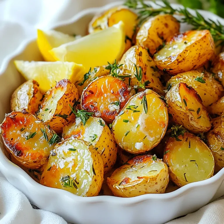 Für dieses einfache Gericht brauchst du nur einige frische Zutaten. Hier sind die Hauptzutaten: - 680 Gramm Baby-Kartoffeln, halbiert oder geviertelt - 4 Esslöffel ungesalzene Butter - 4 Knoblauchzehen, fein gehackt - 2 Esslöffel frische Petersilie, gehackt - 1 Esslöffel frischer Rosmarin, gehackt - 1 Esslöffel frische Thymianblätter - 1 Teelöffel Meersalz - ½ Teelöffel schwarzer Pfeffer - Saft von 1 Zitrone - Abrieb von 1 Zitrone Diese Zutaten geben den Kartoffeln ihren vollen Geschmack und die perfekte Textur. Die Gewürze sind wichtig für den Geschmack. Hier ist, was du brauchst: - Meersalz: Es hebt den Geschmack der Kartoffeln. - Schwarzer Pfeffer: Er gibt der Mischung eine leichte Schärfe. - Zitronensaft und Zitronenabrieb: Sie bringen Frische und einen tollen Kontrast zur Butter. - Frische Kräuter: Petersilie, Rosmarin und Thymian verleihen dem Gericht Tiefe. Diese Aromen bilden eine perfekte Balance und machen die Kartoffeln besonders lecker. Möchtest du das Gericht noch interessanter machen? Hier sind einige optionale Zutaten: - Eine Prise rote Paprikaflocken: Sie geben einen pikanten Kick. - Parmesan: Ein Hauch von geriebenem Käse macht die Kartoffeln noch reichhaltiger. Wenn du diese Zutaten hinzufügst, wird das Gericht noch geschmackvoller und aufregender. Probiere es aus! {{ingredient_image_2}} Zuerst heize deinen Ofen auf 220°C vor. Nimm dann 680 Gramm Baby-Kartoffeln und schneide sie. Du kannst sie halbieren oder vierteln, je nach Größe. Gib die Kartoffeln in eine große Schüssel und füge Olivenöl, 1 Teelöffel Meersalz und ½ Teelöffel schwarzen Pfeffer hinzu. Mische alles gut. So sind die Kartoffeln gleichmäßig gewürzt. Verteile die Kartoffeln auf ein Backblech. Achte darauf, dass sie in einer einzigen Schicht liegen. Röste die Kartoffeln für 25 bis 30 Minuten. Wende sie nach 15 Minuten, damit sie gleichmäßig garen. Sie sind fertig, wenn sie goldbraun sind und mit einer Gabel zart werden. Während die Kartoffeln rösten, schmelze 4 Esslöffel ungesalzene Butter in einem Topf. Füge 4 fein gehackte Knoblauchzehen hinzu. Brate den Knoblauch 1 bis 2 Minuten an, bis er duftet. Sei vorsichtig, der Knoblauch darf nicht anbrennen! Nimm den Topf vom Herd und rühre 2 Esslöffel gehackte frische Petersilie, 1 Esslöffel gehackten Rosmarin, 1 Esslöffel frische Thymianblätter, den Saft und Abrieb von 1 Zitrone sowie die optionalen roten Paprikaflocken ein. Sobald die Kartoffeln fertig sind, gieße die Knoblauch-Butter-Mischung darüber. Schwenke die Kartoffeln vorsichtig, damit sie gut beschichtet sind. Stelle das Blech für 5 weitere Minuten in den Ofen. So verbinden sich die Aromen wunderbar. Lass die Kartoffeln danach einige Minuten ruhen, bevor du sie servierst. Um die besten Röstergebnisse zu bekommen, achte auf die Kartoffeln. Wähle Baby-Kartoffeln, da sie zart und schnell gar sind. Halbiere oder viertel sie gleichmäßig. So garen sie gleichmäßig und werden knusprig. Lege sie in einer einzigen Schicht auf das Backblech. Wende die Kartoffeln einmal während des Röstens. Das sorgt für eine goldene, knusprige Außenseite. Knoblauch verleiht den Kartoffeln viel Geschmack. Er sollte sanft angebraten werden. Schmelze die Butter bei mittlerer Hitze. Füge den gehackten Knoblauch hinzu, sobald die Butter schmilzt. Brate ihn 1-2 Minuten, bis er duftet. Achte darauf, dass der Knoblauch nicht verbrennt. Ein verbrannter Knoblauch wird bitter und ruiniert den Geschmack. Präsentiere die Knoblauch-Butter Kräuter-Kartoffeln in einer schönen Schüssel. Garniere sie mit frischen Kräutern und Zitronenscheiben. Das sieht ansprechend aus und gibt zusätzlichen Geschmack. Diese Kartoffeln passen gut zu Fleisch oder Fisch. Sie sind auch ein tolles Gericht für einen gemütlichen Abend mit Freunden. Pro Tipps Die richtige Kartoffelsorte wählen: Für die besten Ergebnisse verwenden Sie festkochende Baby-Kartoffeln, da sie beim Rösten ihre Form behalten und eine zarte Textur haben. Knoblauch nicht verbrennen: Achten Sie darauf, den Knoblauch nur kurz anzubraten, damit er aromatisch bleibt und nicht bitter wird. Variationen ausprobieren: Experimentieren Sie mit verschiedenen Kräutern wie Oregano oder Basilikum, um den Geschmack nach Ihrem Belieben anzupassen. Richtig servieren: Servieren Sie die Kartoffeln warm und garnieren Sie sie mit frischen Kräutern und Zitronenscheiben für ein ansprechendes Aussehen. {{image_4}} Wenn du eine vegane Option suchst, ersetze die Butter durch pflanzliche Margarine. Der Geschmack bleibt köstlich. Du kannst auch Kokosöl verwenden, um eine andere Note zu erzielen. Achte darauf, dass deine Margarine ungesalzen ist, um die Gewürze nicht zu überdecken. Vegane Knoblauch-Butter Kräuter-Kartoffeln sind ebenso lecker und für jeden geeignet. Kräuter machen das Gericht lebendig. Neben Petersilie, Rosmarin und Thymian kannst du auch Oregano oder Basilikum verwenden. Diese Kräuter verleihen den Kartoffeln neue Geschmacksrichtungen. Wenn du es schärfer magst, füge frischen Chili hinzu. Für eine fruchtige Note kannst du Zitronenmelisse oder Dill probieren. Du kannst das Rezept nach Belieben variieren. Füge Karotten oder Zucchini hinzu, um mehr Farbe und Nährstoffe zu integrieren. Brokkoli oder Blumenkohl passen auch gut dazu. Schneide das Gemüse in gleich große Stücke, damit alles gleichmäßig gart. Diese Variationen machen deine Knoblauch-Butter Kräuter-Kartoffeln noch vielseitiger und schmackhafter. Ich empfehle, die Reste in einem luftdichten Behälter zu lagern. So bleiben die Aromen frisch. Lassen Sie die Kartoffeln zuerst abkühlen, bevor Sie sie einpacken. Im Kühlschrank halten sie sich bis zu drei Tage. Um die Kartoffeln wieder heiß zu machen, nutzen Sie den Ofen. Heizen Sie ihn auf 180°C vor. Legen Sie die Kartoffeln auf ein Blech und backen Sie sie für 10-15 Minuten. So werden sie knusprig und lecker. Diese Kartoffeln sind sehr vielseitig. Sie passen gut zu Fleisch, Fisch oder Gemüse. Wenn Sie sie länger lagern wollen, können Sie sie auch einfrieren. Sie halten sich bis zu drei Monate im Gefrierfach. Denken Sie daran, sie gut einzupacken, um Gefrierbrand zu vermeiden. Die gesamte Zubereitung dauert etwa 40 Minuten. Davon sind 10 Minuten für die Vorbereitung und 30 Minuten zum Rösten der Kartoffeln im Ofen. So einfach ist es, ein leckeres Gericht zu machen! Ja, du kannst verschiedene Kartoffelsorten nutzen. Festkochende Kartoffeln sind ideal, da sie gut die Form halten. Auch Süßkartoffeln sind eine schmackhafte Option, wenn du etwas Neues ausprobieren möchtest. Ja, dieses Rezept ist glutenfrei. Alle Zutaten enthalten kein Gluten. So kannst du es unbesorgt genießen, egal ob du glutenfrei isst oder nicht. Du kannst die Aromen leicht ändern. Füge zum Beispiel andere Kräuter wie Oregano oder Basilikum hinzu. Eine Prise geräuchertes Paprikapulver gibt einen rauchigen Geschmack. Experimentiere mit verschiedenen Zitrusfrüchten wie Limetten für einen frischen Kick! Die Knoblauch-Butter Kräuter-Kartoffeln sind einfach lecker. Wir haben die wichtigen Zutaten und die besten Tipps besprochen. Mit der Schritt-für-Schritt-Anleitung gelingen sie dir leicht. Auch vegane Alternativen und Variationen sind möglich. Denke daran, die Reste richtig zu lagern. So bleiben sie frisch. Experimentiere mit verschiedenen Kräutern, um neue Aromen zu entdecken. Das Kochen kann Spaß machen und kreativ sein. Viel Freude beim Ausprobieren dieser köstlichen Kartoffeln!