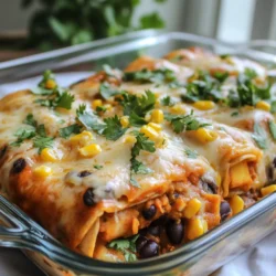 Für das Süßkartoffel Schwarze Bohnen Enchilada Bake benötigen Sie: - 2 mittelgroße Süßkartoffeln, geschält und gewürfelt - 1 Dose (425 g) schwarze Bohnen, abgespült und abgetropft - 1 Tasse Maiskörner (frisch oder gefroren) - 1 mittelgroße rote Zwiebel, gewürfelt - 2 Knoblauchzehen, fein gehackt - 1 Teelöffel Kreuzkümmel - 1 Teelöffel Chilipulver - 1/2 Teelöffel geräuchertes Paprikapulver - Salz und Pfeffer nach Geschmack - 1 Tasse Enchiladasauce (aus dem Geschäft oder selbstgemacht) - 8 Tortillas aus Mais - 1 Tasse geriebener Käse (Cheddar oder eine mexikanische Käsemischung) - Frischer Koriander zur Garnierung (optional) Süßkartoffeln sind reich an Ballaststoffen und Vitamin A. Sie fördern die Gesundheit der Augen und das Immunsystem. Schwarze Bohnen sind eine gute Proteinquelle. Sie bieten auch Eisen und Magnesium. Mais bringt Süße und zusätzliche Ballaststoffe. Zwiebeln und Knoblauch sind für ihre antimikrobiellen Eigenschaften bekannt. Käse liefert Kalzium und Proteine, während Gewürze wie Kreuzkümmel und Chilipulver den Geschmack verstärken. Wählen Sie Süßkartoffeln, die fest und ohne Druckstellen sind. Achten Sie auf eine glatte Haut. Bei Bohnen sollten Sie auf die Haltbarkeit achten. Abgelaufene Dosen könnten die Qualität beeinträchtigen. Frischen Mais erkennen Sie an knackigen, grünen Blättern. Achten Sie darauf, dass die Zwiebeln keine grünen Triebe haben. Knoblauch sollte fest sein und keine Keime zeigen. Kaufen Sie Käse am besten in Blöcken, nicht gerieben, für besseren Geschmack. {{ingredient_image_2}} Beginne mit den Süßkartoffeln. Du brauchst 2 mittelgroße, geschälte und gewürfelte Süßkartoffeln. Setze sie in einen mittelgroßen Topf mit gesalzenem Wasser. Koche sie 10-12 Minuten, bis sie weich sind. Achte darauf, sie nicht zu lange zu kochen. Danach gieße das Wasser ab und stelle die Süßkartoffeln beiseite. Erhitze einen Schuss Olivenöl in einer großen Pfanne bei mittlerer Hitze. Füge die gewürfelte rote Zwiebel hinzu und brate sie 5 Minuten lang an, bis sie durchscheinend ist. Dann gib die 2 fein gehackten Knoblauchzehen dazu. Brate sie eine weitere Minute an. Du wirst den wunderbaren Duft lieben. Jetzt kommt der spannende Teil! Gib die gekochten Süßkartoffeln, die 1 Dose schwarze Bohnen, die 1 Tasse Mais, 1 Teelöffel Kreuzkümmel, 1 Teelöffel Chilipulver und 1/2 Teelöffel geräuchertes Paprikapulver in die Pfanne. Würze mit Salz und Pfeffer. Mische alles gut und koche es 3-4 Minuten weiter, damit sich die Aromen verbinden. Fette eine 23x33 cm große Auflaufform ein. Verteile eine dünne Schicht Enchiladasauce auf dem Boden. Nimm eine Maistortilla, fülle sie mit der Mischung und rolle sie auf. Lege die Tortillas mit der Nahtseite nach unten in die Form. Wiederhole dies mit allen Tortillas. Gieße die restliche Enchiladasauce gleichmäßig über die Tortillas und streue 1 Tasse geriebenen Käse darüber. Decke die Form mit Aluminiumfolie ab, um ein Anbrennen zu vermeiden. Backe das Gericht 20 Minuten lang bei 190°C. Entferne die Folie und backe es weitere 10-15 Minuten, bis der Käse geschmolzen und blubbernd ist. Lass den Auflauf einige Minuten abkühlen, bevor du ihn servierst. Garnierung mit frischem Koriander macht das Gericht noch besser! Um ein Anbrennen zu verhindern, ist es wichtig, die Auflaufform gut vorzubereiten. Fette die Form leicht mit Olivenöl oder Butter ein. Beginne mit einer dünnen Schicht Enchiladasauce am Boden. Diese Schicht hilft, die Tortillas zu schützen. Decke den Auflauf während der ersten Backzeit mit Aluminiumfolie ab. So bleibt die Feuchtigkeit erhalten und die Oberseite verbrennt nicht. Wenn du mehr Würze magst, kannst du verschiedene Gewürze verwenden. Füge eine Prise Cayennepfeffer oder etwas frischen Jalapeño hinzu. Auch ein Spritzer Limettensaft kann dem Gericht einen frischen Kick geben. Experimentiere mit verschiedenen Kräutern wie Oregano oder Thymian. Diese geben zusätzliches Aroma und Tiefe. Der Käse ist wichtig für die Cremigkeit. Cheddar oder eine mexikanische Käsemischung passen gut zu diesem Rezept. Du kannst auch andere Käsesorten wie Monterey Jack oder Gouda wählen. Wenn du eine vegane Option suchst, nutze veganen Käse aus Nüssen oder Soja. Diese Alternativen schmelzen gut und geben einen leckeren Geschmack. Pro Tipps Vorbereitung der Süßkartoffeln: Um die Süßkartoffeln schneller zu garen, können Sie sie in kleinere Würfel schneiden oder sie in der Mikrowelle für einige Minuten vorgaren. Würzen nach Geschmack: Passen Sie die Gewürze an, je nachdem, wie scharf oder aromatisch Sie Ihr Gericht mögen. Fügen Sie mehr Chilipulver oder frische Jalapeños hinzu für zusätzlichen Kick. Variationen der Füllung: Experimentieren Sie mit anderen Gemüsesorten wie Paprika oder Zucchini oder fügen Sie zusätzliche Proteine wie Hähnchen oder Tofu hinzu. Optimale Käseauswahl: Verwenden Sie eine Mischung aus verschiedenen Käsesorten, wie Monterey Jack oder Queso Fresco, um einen reichhaltigen und cremigen Geschmack zu erzielen. {{image_4}} Wenn du einen veganen Auflauf machen möchtest, gibt es viele tolle Optionen. Statt Käse kannst du pflanzliche Alternativen nutzen. Versuche, veganen Käse aus Nüssen oder Soja zu verwenden. Diese schmelzen gut und geben einen ähnlichen Geschmack. Du kannst auch Hefeflocken hinzufügen. Sie geben einen nussigen, käsigen Geschmack. Für die Enchiladasauce achte darauf, dass sie vegan ist. Manche Saucen enthalten tierische Produkte. Du kannst den Auflauf ganz nach deinem Geschmack anpassen. Füge mehr Gemüse hinzu, wie Spinat, Zucchini oder Paprika. Diese machen das Gericht bunter und gesünder. Auch andere Hülsenfrüchte sind eine gute Idee. Kichererbsen oder Linsen passen gut zu den Süßkartoffeln und schwarzen Bohnen. Sie erhöhen den Proteingehalt und machen den Auflauf noch sättigender. Tortillas sind sehr vielseitig. Du kannst Maistortillas verwenden, um die traditionelle Note zu bewahren. Aber auch Weizentortillas sind eine gute Wahl. Sie sind weicher und einfacher zu rollen. Wenn du glutenfrei isst, schau nach glutenfreien Tortillas aus Reis oder Mais. So kannst du keinen Geschmack verlieren, auch wenn du auf Gluten verzichtest. Um Reste des Süßkartoffel-Schwarze Bohnen Enchilada Auflaufs gut zu lagern, benutze einen luftdichten Behälter. Achte darauf, den Auflauf vollständig abkühlen zu lassen, bevor du ihn verpackst. So vermeidest du Kondenswasser. Die Reste halten sich bis zu 4 Tage im Kühlschrank. Du kannst sie auch in Portionen aufteilen, um das Erwärmen zu erleichtern. Falls du den Auflauf länger aufbewahren möchtest, friere ihn ein. Teile ihn in Portionen und packe sie in gefriergeeignete Behälter oder Beutel. Denke daran, den Auflauf vor dem Einfrieren vollständig abzukühlen. Im Gefrierschrank hält er bis zu 3 Monate. Beachte, dass die Konsistenz nach dem Auftauen leicht verändert sein kann. Der Käse kann weniger cremig sein. Zum Aufwärmen empfehle ich, den Auflauf im Ofen zu erhitzen. Stelle den Ofen auf 180°C (350°F) ein. Decke den Auflauf mit Aluminiumfolie ab, um ein Austrocknen zu vermeiden. Erwärme ihn für etwa 20 Minuten oder bis er heiß ist. Wenn du Reste in der Mikrowelle aufwärmst, benutze niedrige Leistung und decke das Gericht ab. So bleibt es saftig und lecker. Du kannst den Auflauf bis zu fünf Tage im Kühlschrank aufbewahren. Stelle sicher, dass du ihn in einem luftdichten Behälter lagerst. So bleibt der Geschmack frisch. Wenn du ihn länger aufbewahren möchtest, friere ihn einfach ein. Er hält sich bis zu drei Monate im Gefrierfach. Ja, das ist eine gute Idee! Du kannst die Süßkartoffeln und die Zwiebel am Vortag vorbereiten. Koche die Süßkartoffeln und schneide die Zwiebeln, dann bewahre sie im Kühlschrank auf. Du kannst auch die Mischung aus Bohnen und Gewürzen im Voraus zubereiten. So sparst du Zeit, wenn du bereit bist, den Auflauf zu machen. Um den Auflauf schärfer zu machen, füge mehr Chilipulver oder frische Chilis hinzu. Du kannst auch einen Spritzer scharfe Sauce vor dem Servieren drüber geben. Wenn du es wirklich scharf magst, probiere Jalapeños oder andere scharfe Paprika. So erhältst du den gewünschten Kick! Zusammenfassend haben wir die besten Zutaten und deren Nährstoffe besprochen. Ich habe erklärt, wie man die Süßkartoffeln zubereitet und wie man alles backt. Tipps helfen, beim Kochen Fehler zu vermeiden und den Auflauf leckere Variationen zu geben. Denken Sie daran, wie wichtig frische Zutaten sind und wie Sie Reste richtig lagern. Diese Schritte bringen frischen Geschmack und Freude in Ihre Küche. Kochen macht Spaß, und jeder kann es schaffen!