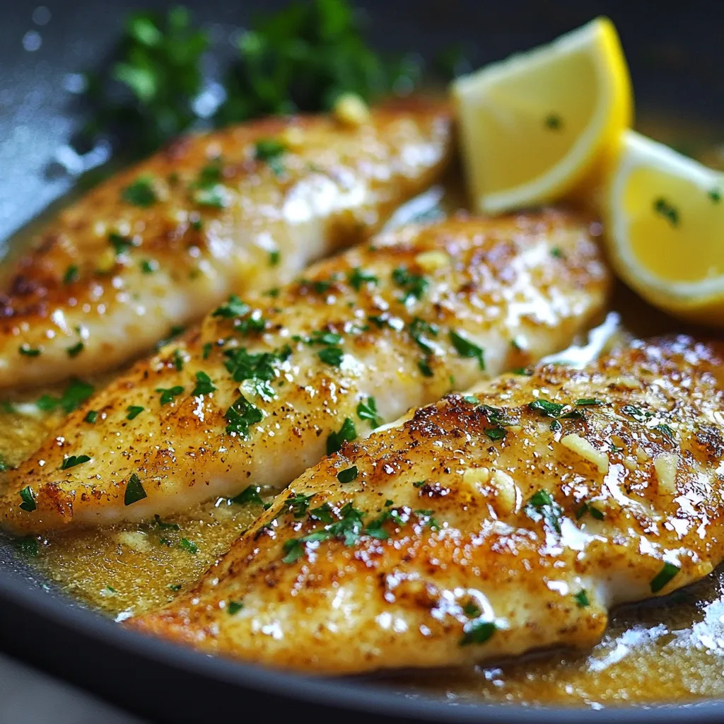 Für ein leckeres Knoblauchbutter-Zitronen-Tilapia brauchst du: - 4 Tilapiafilets - 4 Esslöffel ungesalzene Butter - 4 Knoblauchzehen, fein gehackt - 1 Zitrone, abgerieben und ausgepresst - 2 Esslöffel frische Petersilie, gehackt - Salz und Pfeffer nach Geschmack - Zitronenschnitze zum Servieren Diese Zutaten sind einfach zu finden. Der frische Fisch und die Zitrone geben dem Gericht viel Geschmack. Achte darauf, die Butter ungesalzen zu wählen, um die Aromen richtig zur Geltung zu bringen. Wenn du frische Tilapiafilets kaufst, achte auf folgende Punkte: - Der Fisch sollte eine klare, glänzende Haut haben. - Er sollte frisch riechen, nicht fischig. - Die Filets sollten fest und elastisch sein. Frische Tilapiafilets sind die Grundlage für dein Gericht. Wenn du gefrorene Filets wählst, tau sie langsam im Kühlschrank auf. So bleibt der Fisch zart und saftig. Falls du keine der ursprünglichen Zutaten hast, gibt es Alternativen: - Tilapia: Du kannst auch andere milde Fischarten wie Kabeljau oder Forelle verwenden. - Butter: Olivenöl ist eine gesunde Option. - Zitrone: Limette gibt einen ähnlichen frischen Geschmack. - Petersilie: Frischer Dill oder Schnittlauch sind tolle Alternativen. Diese Alternativen geben deinem Gericht einen neuen Twist. Sei kreativ und probiere verschiedene Kombinationen aus. {{ingredient_image_2}} Zuerst müssen wir die Tilapiafilets vorbereiten. Nehmen Sie ein Küchenpapier und tupfen Sie die Filets trocken. Das hilft, dass der Fisch besser brät. Würzen Sie beide Seiten der Filets großzügig mit Salz und Pfeffer. Das gibt Geschmack und macht das Gericht lecker. Jetzt kommt der spannende Teil. Erhitzen Sie eine große Pfanne bei mittlerer Hitze. Geben Sie die ungesalzene Butter in die Pfanne. Warten Sie, bis die Butter geschmolzen ist, aber achten Sie darauf, dass sie nicht braun wird. Fügen Sie jetzt die fein gehackten Knoblauchzehen hinzu. Braten Sie den Knoblauch etwa 30 Sekunden an. Er sollte duften, aber nicht bräunen. Legen Sie dann die Tilapiafilets vorsichtig in die Pfanne. Lassen Sie sie 3-4 Minuten auf einer Seite braten. Sie sollten eine goldene Kruste bekommen. Klappen Sie die Filets vorsichtig um. Gießen Sie den Zitronensaft und die Zitronenschale darüber. Braten Sie die Filets weiter für 3-4 Minuten. Der Fisch sollte jetzt undurchsichtig sein und leicht mit einer Gabel zerteilt werden können. Beachten Sie beim Wenden des Fisches, dass er zerbrechlich sein kann. Nutzen Sie eine Spatel, um die Filets sanft zu drehen. Wenn der Fisch fest an der Pfanne haftet, lassen Sie ihn noch etwas garen. So bleibt die Kruste schön. Zum Schluss nehmen Sie die Pfanne vom Herd. Streuen Sie die frische, gehackte Petersilie über die Filets. Servieren Sie das Gericht heiß mit Zitronenschnitzen. Diese geben einen zusätzlichen frischen Geschmack. Guten Appetit! Um den perfekten Geschmack zu entwickeln, beginnen Sie mit frischen Zutaten. Frische Tilapiafilets sind entscheidend. Sie bringen einen milden, süßen Geschmack. Würzen Sie die Filets vor dem Kochen gut mit Salz und Pfeffer. So ziehen die Aromen besser ein. Der Knoblauch verleiht dem Gericht Tiefe. Achten Sie darauf, ihn nicht zu lange zu braten, um einen bitteren Geschmack zu vermeiden. Der Zitronensaft fügt eine spritzige Frische hinzu. Nutzen Sie die Schale für extra Aroma. Ein Spritzer Zitronensaft beim Servieren bringt den Geschmack zum Leben. Um überkochtem Knoblauch vorzubeugen, halten Sie die Hitze niedrig. Erhitzen Sie die Butter bei mittlerer Temperatur. Fügen Sie den Knoblauch erst hinzu, wenn die Butter vollständig geschmolzen ist. Rühren Sie den Knoblauch für nur 30 Sekunden an. So bleibt er aromatisch und goldbraun. Lassen Sie ihn nicht zu lange in der Pfanne. Überkochender Knoblauch wird bitter und kann den Geschmack des Gerichts ruinieren. Wenn es gut riecht, ist es Zeit, die Tilapiafilets hinzuzufügen. Die Präsentation ist wichtig für jedes Gericht. Legen Sie die Tilapiafilets auf einen schönen Teller. Bestreuen Sie die Filets mit gehackter Petersilie für Farbe. Zitronenschnitze auf die Seite legen. Sie sehen toll aus und bieten einen zusätzlichen Geschmack. Servieren Sie das Gericht sofort, solange es heiß ist. So genießen Sie die besten Aromen. Ein frischer Salat oder Gemüse passt gut dazu. Lassen Sie Ihre Gäste das Gericht bewundern, bevor sie essen! Pro Tipps Frische Zutaten: Verwenden Sie frischen Knoblauch und Zitrone für das beste Aroma und Geschmack. Vor allem bei der Zitrone sorgt die frische Schale für einen intensiveren Zitrusgeschmack. Die richtige Hitze: Achten Sie darauf, die Butter bei mittlerer Hitze zu erhitzen, um ein Anbrennen zu vermeiden. Zu hohe Hitze kann den Geschmack des Knoblauchs negativ beeinflussen. Fisch richtig garen: Überprüfen Sie den Garzustand des Tilapias, indem Sie mit einer Gabel leicht darauf drücken. Der Fisch sollte sich leicht zerteilen lassen und nicht mehr durchsichtig sein. Petersilie frisch schneiden: Hacken Sie die Petersilie kurz vor dem Servieren, um ihren frischen Geschmack und die grüne Farbe zu bewahren. Das verleiht dem Gericht einen lebendigen Touch. {{image_4}} Um eine leckere Käse- und Kräuter-Tilapia zu machen, füge einfach etwas Käse hinzu. Du kannst Parmesan oder Mozzarella verwenden. Streue den Käse über die Tilapiafilets, kurz bevor sie fertig sind. Lass den Käse schmelzen, um einen cremigen Geschmack zu erhalten. Frische Kräuter wie Basilikum oder Thymian passen ebenfalls gut dazu. Sie bringen frische Aromen und machen das Gericht noch besser. Wenn du etwas Abwechslung möchtest, kannst du die Marinade ändern. Eine Mischung aus Sojasauce, Honig und Ingwer gibt dem Fisch einen asiatischen Touch. Mische diese Zutaten und mariniere die Tilapiafilets für etwa 30 Minuten. Du kannst auch eine Mischung aus Paprika, Chili und Kreuzkümmel verwenden. Diese Gewürze geben dem Fisch einen würzigen Kick. Probiere aus, was dir am besten schmeckt! Zu Knoblauchbutter-Zitronen-Tilapia passen viele Beilagen. Ein frischer grüner Salat mit Zitronen-Vinaigrette ist eine gute Wahl. Auch Reis oder Quinoa sind großartig, um die Aromen aufzunehmen. Du kannst auch Gemüse wie Spargel oder Brokkoli dünsten. Diese Beilagen sind gesund und machen das Gericht vollwertig. Experimentiere mit verschiedenen Kombinationen, um dein perfektes Abendessen zu finden! Um die Reste des Knoblauchbutter-Zitronen-Tilapia aufzubewahren, lege sie in einen luftdichten Behälter. Stelle sicher, dass der Fisch vollständig abgekühlt ist, bevor du ihn verpackst. So bleibt der Geschmack frisch. Du kannst die Reste bis zu drei Tage im Kühlschrank halten. Wenn du den Fisch aufwärmen möchtest, achte darauf, dass er gut durchgeheizt wird. Um die Qualität des Tilapia beim Reheizen zu bewahren, empfehle ich, ihn im Ofen oder in der Pfanne zu erwärmen. Heize den Ofen auf 180 Grad Celsius vor. Lege den Fisch auf ein Backblech und decke ihn locker mit Aluminiumfolie ab. So bleibt er saftig. Alternativ kannst du eine Pfanne bei niedriger Hitze verwenden. Füge einen kleinen Löffel Butter hinzu, um den Geschmack zu verstärken. Falls du Tilapia einfrieren möchtest, lege die Filets in einen gefrierfesten Beutel. Drücke die Luft heraus, bevor du den Beutel schließt. Du kannst die Filets bis zu drei Monate einfrieren. Wenn du bereit bist, sie zu verwenden, taue sie im Kühlschrank auf. So bleibt der Fisch frisch und lecker. Vermeide die Mikrowelle, da sie den Fisch ungleichmäßig auftaut. Tilapia gart schnell. Normalerweise braucht es 6 bis 8 Minuten. Garen Sie es 3-4 Minuten auf einer Seite. Danach wenden Sie die Filets und garen sie weitere 3-4 Minuten. Der Fisch sollte undurchsichtig sein und leicht mit einer Gabel zerfallen. Ja, gefrorene Tilapiafilets sind eine gute Wahl. Achten Sie darauf, sie zuerst vollständig aufzutauen. Dies sorgt für eine gleichmäßige Garzeit. Dies kann im Kühlschrank über Nacht geschehen oder schnell in kaltem Wasser. Zu Knoblauchbutter-Zitronen-Tilapia passen viele Beilagen. Hier sind einige Vorschläge: - Gedämpfter Brokkoli - Reis oder Quinoa - Kartoffelpüree - Grüner Salat - Geröstetes Gemüse Diese Beilagen ergänzen den frischen Geschmack des Fisches. Die Zubereitung von Knoblauchbutter-Zitronen-Tilapia ist einfach und köstlich. Wir haben frische Zutaten ausgewählt, gab Tipps zur Zubereitung und halfen, den perfekten Geschmack zu erzielen. Variationen wie Käse- und Kräuter-Tilapia erweitern die Möglichkeiten. Denk daran, Reste richtig zu lagern, damit du sie später genießen kannst. Koche oft, experimentiere und finde deinen eigenen Stil. So wird jedes Gericht ein Hit!