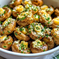 - 450 g Baby Bella-Pilze - 3 Esslöffel Olivenöl - 4 Zehen Knoblauch - 1 Teelöffel getrockneter Thymian - 1 Teelöffel getrockneter Oregano - 50 g geriebener Parmesan - 1/2 Teelöffel zerstoßene rote Pfefferflocken - Frische Petersilie zur Garnierung Die Hauptzutaten für die Air Fryer Garlic Parmesan Mushrooms sind einfach und frisch. Ich benutze 450 g Baby Bella-Pilze. Diese Pilze sind zart und haben einen tollen Geschmack. Ich reinige sie gut und kürze die Stiele. Für das Aroma füge ich 3 Esslöffel Olivenöl hinzu. Das Öl hilft, die Gewürze und den Knoblauch gleichmäßig zu verteilen. Ich verwende 4 Zehen Knoblauch, die ich fein hacke. Der Knoblauch gibt den Pilzen einen kräftigen Geschmack. Die Gewürze sind einfach, aber wichtig. Ich nehme 1 Teelöffel getrockneten Thymian und 1 Teelöffel getrockneten Oregano. Diese Kräuter bringen einen tollen Duft und Geschmack. Ich streue 50 g geriebenen Parmesan über die Pilze. Der Käse macht sie schön cremig und lecker. Optional kann ich 1/2 Teelöffel zerstoßene rote Pfefferflocken hinzufügen. Diese geben einen kleinen Kick. Frische Petersilie ist perfekt für die Garnierung. Sie sorgt für einen schönen Farbklecks und frischen Geschmack. Diese einfache Liste macht es leicht, die Pilze zuzubereiten. Alles, was ich brauche, sind frische Zutaten und etwas Zeit. So kann ich ein einfaches, aber leckeres Gericht zaubern. Zuerst reinigen wir die Baby Bella-Pilze gründlich unter kaltem Wasser. Achte darauf, dass kein Schmutz bleibt. Danach kürzen wir die Stiele, damit sie gleichmäßig garen. Jetzt hacken wir den Knoblauch fein. Dies gibt unseren Pilzen einen tollen Geschmack. In einer großen Schüssel geben wir die gereinigten Pilze. Jetzt fügen wir das Olivenöl hinzu. Streue die Gewürze wie Thymian und Oregano darüber. Salz und Pfeffer kommen auch rein. Gut vermischen, bis alle Pilze gleichmäßig benetzt sind. Dann fügen wir die Hälfte des Parmesans hinzu und mischen erneut. So bekommen die Pilze einen köstlichen Käsegeschmack. Jetzt heizen wir die Heißluftfritteuse auf 190 °C vor. Das dauert etwa fünf Minuten. Wenn sie heiß ist, legen wir die Pilze in den Korb. Achte darauf, dass sie in einer einzigen Schicht liegen. So garen sie gleichmäßig. Frittiere die Pilze für 10 bis 12 Minuten. Schüttle den Korb nach der Hälfte der Zeit. So werden die Pilze goldbraun und zart. Nach dem Garen geben wir die Pilze zurück in die Schüssel. Füge den restlichen Parmesan hinzu und vermische alles vorsichtig. Jetzt sind die Pilze bereit zum Servieren! - Optimale Garzeit und -temperatur: Heizen Sie Ihre Heißluftfritteuse auf 190 °C vor. Die Pilze brauchen 10 bis 12 Minuten. Diese Zeit sorgt für eine knusprige Textur und einen tollen Geschmack. - Gleichmäßige Verteilung der Pilze im Korb: Legen Sie die Pilze in einer einzigen Schicht in den Korb. Wenn Sie zu viele auf einmal kochen, werden sie nicht gleichmäßig gar. Schütteln Sie den Korb während des Garens einmal, um ein gleichmäßiges Ergebnis zu erzielen. - Verwendung frischer Kräuter: Frische Kräuter bringen mehr Geschmack. Petersilie oder Thymian sind gute Optionen. Fügen Sie diese einfach nach dem Garen hinzu, um das Aroma zu verstärken. - Anpassung der Gewürze nach Geschmack: Schmecken Sie das Gericht ab. Mögen Sie es schärfer? Fügen Sie mehr rote Pfefferflocken hinzu. Sie können auch andere Gewürze ausprobieren, um Ihr eigenes Aroma zu finden. - Kombinationen mit anderen Gerichten: Diese Pilze passen gut zu Pasta oder als Beilage zu Steak. Sie sind auch toll auf einem gemischten Salat. - Dekoration und Anrichten: Garnieren Sie die Pilze mit frischer Petersilie. Ein Spritzer Zitronensaft bringt noch mehr Frische. Servieren Sie sie warm für den besten Genuss. {{image_4}} Du kannst die Pilze nach deinem Geschmack anpassen. Feta oder Mozzarella sind tolle Alternativen. Feta bringt eine salzige Note und eine krümelige Textur. Mozzarella schmilzt schön und macht die Pilze cremig. Du kannst auch eine Mischung aus verschiedenen Käsesorten verwenden. Experimentiere mit dem Geschmack, um das Beste herauszuholen. Füge mehr Farbe und Nährstoffe hinzu, indem du Gemüse hinzufügst. Paprika und Zucchini passen gut zu den Pilzen. Schneide sie in kleine Stücke, damit sie gleichmäßig garen. Du kannst auch andere Gemüsesorten wie Brokkoli oder Karotten ausprobieren. So machst du die Pilze noch gesünder und leckerer. Die Gewürze sind wichtig für den Geschmack. Du kannst die Kräuter leicht ändern. Probiere Basilikum oder Petersilie für einen frischen Geschmack. Auch eine Prise Kreuzkümmel kann eine neue Dimension hinzufügen. Experimentiere mit verschiedenen Mischungen, bis du deinen perfekten Geschmack findest. Um die restlichen Pilze frisch zu halten, lagern Sie sie im Kühlschrank. Legen Sie die Pilze in einen luftdichten Behälter. So bleiben sie bis zu drei Tage lecker. Wenn Sie keinen Behälter haben, nutzen Sie Frischhaltefolie. Wickeln Sie die Pilze gut ein, um Luft zu vermeiden. Die besten Methoden zum Aufwärmen sind die Heißluftfritteuse oder der Ofen. Diese Methoden helfen, die Knusprigkeit zu bewahren. Stellen Sie die Heißluftfritteuse auf 180 °C ein. Wärmen Sie die Pilze für etwa 5 Minuten auf. Im Ofen können Sie die Pilze bei 180 °C für 10 Minuten erhitzen. Vermeiden Sie die Mikrowelle, da sie die Pilze weich macht. Die Pilze sind im Kühlschrank etwa 3 bis 5 Tage haltbar. Bewahre sie in einem luftdichten Behälter auf. So bleiben sie frisch und lecker. Überprüfe sie regelmäßig auf Anzeichen von Schimmel oder Verfärbungen. Wenn du sie länger aufbewahren willst, friere sie ein. So kannst du sie später nutzen. Ja, du kannst andere Pilzsorten verwenden! Champignons sind eine gute Wahl. Sie sind leicht zu finden und schmecken gut. Shiitake-Pilze bringen einen tollen Umami-Geschmack. Du kannst auch Portobello-Pilze nehmen, wenn du größere Stücke magst. Achte darauf, dass die Pilze frisch und fest sind. Dies sorgt für den besten Geschmack. Es ist nicht nötig, die Pilze vorher zu marinieren. Aber das Marinieren bringt mehr Geschmack. Du kannst die Pilze für 30 Minuten in der Marinade lassen. Das gibt ihnen einen tollen Knoblauch- und Kräutergeschmack. Wenn du keine Zeit hast, ist das auch in Ordnung. Die Pilze werden trotzdem lecker. Wir haben heute einfache und schmackhafte Baby Bella-Pilze aus der Heißluftfritteuse zubereitet. Diese Kombination aus frischem Knoblauch, würzigen Kräutern und Parmesan bringt tollen Geschmack. Ich hoffe, die Tipps zur Zubereitung, Aufbewahrung und Varianten helfen dir in der Küche. Experimentiere mit verschiedenen Zutaten und finde deine Lieblingsversion. Mit diesen Rezepten wirst du immer wieder begeistert sein. Viel Spaß beim Kochen!