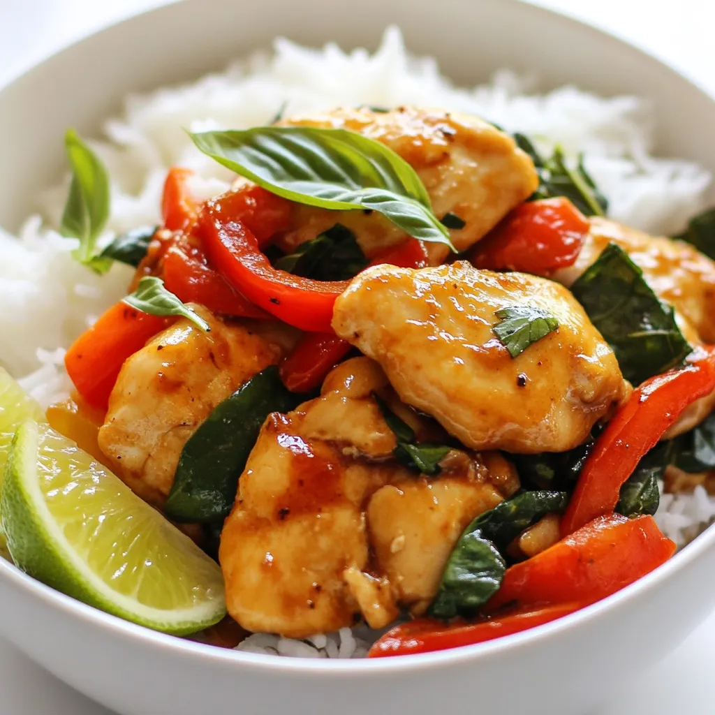 Für scharfes Thai-Basilikum-Hühnchen brauchst du: - 450 g Hähnchenschenkel ohne Knochen, dünn geschnitten - 2 Esslöffel Pflanzenöl - 4 Knoblauchzehen, fein gehackt - 2-3 Thai-Vogelaugen-Chilischoten, in Ringe geschnitten (nach Geschmack anpassen) - 1 rote Paprika, in Streifen geschnitten - 1 Tasse frische Thai-Basilikumblätter - 2 Esslöffel Sojasauce - 1 Esslöffel Austernsauce (oder Pilz-Wok-Sauce für eine vegetarische Option) - 1 Esslöffel Fischsauce (optional) - 1 Teelöffel Zucker - Gekochter Jasminreis zum Servieren Du kannst die Hähnchenschenkel durch Tofu ersetzen. Wähle festen Tofu und schneide ihn in Würfel. Die Austernsauce kannst du durch eine Pilz-Wok-Sauce ersetzen. So bleibt der Geschmack toll, und du hast eine perfekte vegane Option. Serviere das Gericht mit Jasminreis. Der Reis nimmt die Säfte auf und ergänzt die Aromen. Ein frischer Gurkensalat passt gut dazu. Für Getränke empfehle ich einen leichten Weißwein oder ein erfrischendes Thai-Eistee. {{ingredient_image_2}} Zuerst solltest du alle Zutaten bereitstellen. Das macht das Kochen einfacher. Du brauchst: - 450g Hähnchenschenkel ohne Knochen, dünn geschnitten - 2 Esslöffel Pflanzenöl - 4 Knoblauchzehen, fein gehackt - 2-3 Thai-Vogelaugen-Chilischoten, in Ringe geschnitten - 1 rote Paprika, in Streifen geschnitten - 1 Tasse frische Thai-Basilikumblätter - 2 Esslöffel Sojasauce - 1 Esslöffel Austernsauce - 1 Esslöffel Fischsauce (optional) - 1 Teelöffel Zucker - Gekochter Jasminreis zum Servieren Achte darauf, das Hähnchen dünn zu schneiden. So garen sie gleichmäßig und schnell. Bereite deine Gewürze vor, damit alles bereitsteht. 1. Erhitze das Pflanzenöl in einer großen Pfanne oder einem Wok bei mittlerer bis hoher Hitze. 2. Gib den gehackten Knoblauch und die Chilischoten in die Pfanne. Brate sie für 30 Sekunden. Sie sollen duften. 3. Erhöhe die Hitze auf hoch. Füge die Hähnchenschenkel hinzu. Rühre sie 5-7 Minuten, bis sie goldbraun sind. 4. Gib die rote Paprika dazu und brate sie weitere 2-3 Minuten. Sie sollten weich, aber knackig sein. 5. Mische in einer kleinen Schüssel die Sojasauce, Austernsauce, Fischsauce und den Zucker. Gieße diese Mischung über das Hähnchen und das Gemüse. Rühre alles gut um. 6. Füge die Thai-Basilikumblätter hinzu. Brate alles noch eine Minute. Das Basilikum soll verwelkt und duftend sein. 7. Nimm die Pfanne vom Herd und serviere das Gericht heiß über Jasminreis. Für die Präsentation kannst du zusätzliche Basilikumblätter und Limettenkeile verwenden. Das sieht frisch und einladend aus. Du kannst das Gericht in einer großen Schüssel oder auf Tellern anrichten. Das macht das Essen noch schöner. Die Garzeit für das Hähnchen ist entscheidend. Ich empfehle 5-7 Minuten. Das Hähnchen sollte goldbraun und durchgegart sein. Achten Sie darauf, das Hähnchen regelmäßig zu rühren. So garen alle Stücke gleichmäßig. Wählen Sie frisches Hähnchen und Thai-Basilikum. Achten Sie auf die Qualität der Chilischoten. Sie bringen den richtigen Schärfegrad. Verwenden Sie auch frische Paprika für mehr Geschmack. Gute Sojasauce ist ebenfalls wichtig. Sie macht das Gericht besonders lecker. Ein häufiges Problem ist, dass das Hähnchen zu lange gart. Das macht es zäh. Achten Sie auf die Temperatur des Öls. Ist es nicht heiß genug, wird das Hähnchen nicht knusprig. Ein weiterer Fehler ist, die Soßen zu spät hinzuzufügen. Geben Sie sie rechtzeitig dazu, damit alle Aromen gut ziehen können. Pro Tipps Hähnchen marinieren: Marinieren Sie das Hähnchen für mindestens 30 Minuten in der Sojasauce und Fischsauce, um den Geschmack zu intensivieren. Schärfe anpassen: Passen Sie die Anzahl der Chilischoten nach Ihrem persönlichen Geschmack an, um das Gericht milder oder schärfer zu gestalten. Frisches Gemüse: Verwenden Sie frisches, knackiges Gemüse wie Zuckerschoten oder Brokkoli für zusätzlichen Biss und Farbe im Gericht. Serviertemperatur: Servieren Sie das Gericht heiß und direkt nach dem Kochen, um die besten Aromen und Texturen zu genießen. {{image_4}} Die Schärfe ist wichtig in der thailändischen Küche. Du kannst die Schärfe nach deinem Geschmack anpassen. Wenn du es milder magst, verwende weniger Thai-Vogelaugen-Chilis. Für mehr Schärfe kannst du zusätzliche Chilis hinzufügen. Auch die Sorte der Chili kann die Schärfe beeinflussen. Probiere zum Beispiel milde Paprikaschoten oder scharfe Jalapeños. So findest du die perfekte Balance für dein Gericht. Für eine vegetarische Variante kannst du Tofu statt Hähnchen verwenden. Wähle festen Tofu, damit er beim Kochen nicht zerfällt. Schneide den Tofu in Würfel und brate ihn goldbraun an. Du kannst die Kochzeit für den Tofu etwas verlängern. So wird er schön knusprig. Verwende die gleiche Sauce, um den vollen Geschmack zu erhalten. Die frischen Thai-Basilikumblätter passen auch gut zu Tofu. Das Gericht lässt sich leicht anpassen. Füge mehr Gemüse hinzu, um es bunter und gesünder zu machen. Brokkoli, Zucchini oder grüne Bohnen sind tolle Optionen. Diese Gemüsesorten geben dem Gericht mehr Textur und Nährstoffe. Brate das Gemüse einfach zusammen mit der Paprika an. Achte darauf, dass alles gleichmäßig gar wird. So kreierst du eine köstliche und abwechslungsreiche Mahlzeit. Wenn du Reste von scharfem Thai-Basilikum-Hühnchen hast, lass sie zuerst abkühlen. Danach füllst du das Gericht in einen luftdichten Behälter. Das hilft, die Frische zu bewahren. Du kannst die Reste bis zu drei Tage im Kühlschrank lagern. Denke daran, das Gericht nicht länger als nötig draußen stehen zu lassen. Um die Reste aufzuwärmen, empfehle ich eine Pfanne oder die Mikrowelle. In der Pfanne erhitzt du das Gericht bei mittlerer Hitze. Füge einen Spritzer Wasser oder Öl hinzu, damit es nicht austrocknet. In der Mikrowelle decke den Behälter ab, um Dampf zu halten. Erwärme es in kurzen Intervallen, um die Temperatur gleichmäßig zu verteilen. Im Kühlschrank hält sich das Hühnchen bis zu drei Tage. Wenn du länger aufbewahren möchtest, friere es ein. In einem geeigneten Gefrierbehälter bleibt es bis zu drei Monate frisch. Achte darauf, das Gericht gut zu verpacken, um Gefrierbrand zu vermeiden. Wenn du es später aufwärmst, lasse es zuerst im Kühlschrank auftauen. Der Ursprung von Thai-Basilikum-Hühnchen liegt in der thailändischen Küche. Es ist ein beliebtes Gericht in Thailand. Die Kombination von frischem Basilikum, Hähnchen und scharfen Chilischoten macht es besonders. Thai-Basilikum hat einen einzigartigen Geschmack, der sich von anderen Basilikumsorten unterscheidet. Dieses Gericht zeigt die Balance zwischen Schärfe und Frische. In vielen Familien wird es oft zubereitet und ist ein Teil der täglichen Küche. Ja, du kannst dieses Rezept im Voraus zubereiten. Das Hähnchen und das Gemüse lassen sich gut vorbereiten. Du kannst das Hähnchen marinieren und das Gemüse schneiden. Bewahre alles in einem luftdichten Behälter im Kühlschrank auf. Du kannst es auch am Abend vorher zubereiten. Wenn du bereit bist zu essen, erhitze einfach alles in einer Pfanne. So sparst du Zeit und hast ein schnelles, köstliches Essen. Wenn du keine Fischsauce verwenden möchtest, gibt es viele Alternativen. Eine gute Option ist Sojasauce. Du kannst auch eine Mischung aus Sojasauce und etwas Limettensaft verwenden. Diese Mischung bringt einen ähnlichen Umami-Geschmack. Für eine vegetarische Option kannst du auch Pilz-Wok-Sauce probieren. Diese Saucen geben deinem Gericht Geschmack, ohne Fischsauce zu benötigen. Dieses Rezept für scharfes Thai-Basilikum-Hühnchen ist einfach und lecker. Ich habe Ihnen die Hauptzutaten, Zubereitungsschritte und Tipps gegeben. Vergessen Sie nicht, Ihre Beilagen und Getränke sorgfältig auszuwählen. Variationen wie vegetarische Optionen machen das Gericht besonders. Die richtige Lagerung sorgt dafür, dass Reste frisch bleiben. Nutzen Sie die FAQs für weitere Informationen. Kochen Sie mit Freude und Experimentierfreude, um Ihr perfektes Gericht zu kreieren.