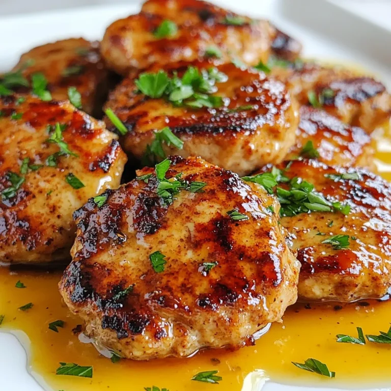 - 4 Putenmedaillons (ca. 1,25 cm dick) - 2 Teelöffel Räucherpaprika - 1 Teelöffel Knoblauchpulver - 1 Teelöffel Zwiebelpulver - 1 Teelöffel getrockneter Oregano - 1/2 Teelöffel Cayennepfeffer (optional) - Salz und Pfeffer nach Geschmack - 3 Esslöffel Olivenöl - 1 Esslöffel Honig - 1 Esslöffel Zitronensaft - Frische Petersilie, gehackt (zur Dekoration) Dieses Rezept ergibt vier saftige Putenmedaillons. Ideal für ein Abendessen mit Freunden oder Familie. Die Portionen sind großzügig, sodass jeder genug hat. Die Medaillons sind zart und voller Geschmack. Sie passen gut zu Beilagen wie Reis oder einem frischen Salat. Wählen Sie frische Putenmedaillons für das beste Ergebnis. Achten Sie darauf, dass das Fleisch nicht gefroren ist. Hochwertige Räucherpaprika gibt dem Gericht seinen besonderen Geschmack. Wenn Sie es scharf mögen, fügen Sie Cayennepfeffer hinzu. Olivenöl sollte extra vergine sein, um die Aromen zu verstärken. Frische Petersilie sorgt für einen schönen Farbkontrast und frischen Geschmack. {{ingredient_image_2}} Um die Gewürzmischung zu machen, nimm eine kleine Schüssel. Füge zwei Teelöffel Räucherpaprika hinzu. Dann kommt ein Teelöffel Knoblauchpulver. Danach gib ein Teelöffel Zwiebelpulver dazu. Ein Teelöffel getrockneter Oregano folgt. Wenn du es schärfer magst, füge einen halben Teelöffel Cayennepfeffer hinzu. Schließlich würze mit Salz und Pfeffer nach Geschmack. Mische alles gut durch, damit sich die Aromen verbinden. Trockne die Putenmedaillons mit Küchenpapier ab. Streue die Gewürzmischung gleichmäßig auf beide Seiten der Medaillons. Drücke die Gewürze leicht an, damit sie haften. Erhitze in einer großen Pfanne zwei Esslöffel Olivenöl auf mittlerer bis hoher Hitze. Wenn das Öl heiß ist, lege die Medaillons in die Pfanne. Brate sie je nach Größe 4-5 Minuten auf jeder Seite. Sie sind fertig, wenn sie goldbraun sind und eine Kerntemperatur von 74°C erreicht haben. Nimm die Medaillons aus der Pfanne und lasse sie ruhen. Reduziere die Hitze auf mittlere Stufe und füge den restlichen Esslöffel Olivenöl in die Pfanne. Gib einen Esslöffel Honig und einen Esslöffel Zitronensaft dazu. Kratze die Reste vom Pfannenboden ab. Lass die Sauce etwa zwei Minuten köcheln, bis sie leicht eingedickt ist. Lege die Putenmedaillons zurück in die Pfanne und löffle die Sauce darüber. Erhitze alles für eine weitere Minute. Zum Schluss dekoriere die Medaillons mit gehackter Petersilie für einen frischen Touch. Um die Putenmedaillons zart und saftig zu halten, tupfe sie vorher trocken. Das hilft, die Gewürze besser haften zu lassen. Verwende frische Zutaten, um den Geschmack zu verstärken. Achte darauf, das Öl wirklich heiß zu machen, bevor du die Medaillons hinzufügst. So erhalten sie eine goldbraune Kruste. Lass die Medaillons nach dem Braten ruhen. Das hilft, die Säfte im Fleisch zu halten. Vermeide es, die Medaillons zu überladen. Brate sie in kleinen Mengen, damit sie gleichmäßig garen. Achte auch darauf, die Pfanne nicht zu überhitzen. Zu hohe Temperaturen können das Fleisch austrocknen. Eine häufige Falle ist, die Medaillons zu früh zu wenden. Lass sie in Ruhe braten, bis sie goldbraun sind. Zu viel Würze kann den Geschmack überladen. Halte dich an die angegebenen Mengen. Serviere die Putenmedaillons auf einer großen Platte. Träufle die Sauce darüber für einen schönen Look. Mit frischer Petersilie dekorieren bringt Farbe ins Spiel. Dazu passen geröstetes Gemüse oder ein knackiger Salat sehr gut. Du kannst auch etwas Reis oder Quinoa als Beilage verwenden. So erhältst du eine vollwertige Mahlzeit. Pro Tipps Die richtige Temperatur: Achten Sie darauf, dass die Putenmedaillons Zimmertemperatur haben, bevor Sie sie braten. Dies sorgt für eine gleichmäßige Garung. Variationen der Gewürze: Experimentieren Sie mit verschiedenen Kräutern und Gewürzen, um den Geschmack nach Ihren Vorlieben anzupassen. Thymian oder Paprika können ebenfalls interessante Nuancen hinzufügen. Ruhen lassen: Lassen Sie die gebratenen Medaillons einige Minuten ruhen, bevor Sie sie anschneiden. Dies hilft, die Säfte zu bewahren und macht das Fleisch zarter. Beilagenwahl: Servieren Sie die Medaillons mit geröstetem Gemüse oder einem frischen Salat, um eine ausgewogene Mahlzeit zu kreieren, die sowohl nahrhaft als auch schmackhaft ist. {{image_4}} Wenn du eine andere Note möchtest, probiere diese Alternativen. Verwende statt Räucherpaprika süße Paprika für einen milderen Geschmack. Ein Hauch von Kreuzkümmel gibt einen warmen, erdigen Geschmack. Möchtest du es schärfer? Füge mehr Cayennepfeffer hinzu, um die Hitze zu steigern. Du kannst auch frische Kräuter wie Rosmarin oder Thymian verwenden. Diese bringen Frische und Tiefe in das Gericht. Die richtigen Beilagen machen das Essen perfekt. Geröstetes Gemüse passt gut zu den Putenmedaillons. Denke an Karotten, Zucchini oder Paprika. Ein knackiger Salat mit frischen Blättern und einem leichten Dressing ist ebenfalls eine tolle Wahl. Für etwas Herzhaftes probiere Quinoa oder Reis. Diese Beilagen ergänzen den Geschmack der Putenmedaillons hervorragend. Du kannst das Rezept leicht anpassen. Für die Kinder kannst du die Gewürze reduzieren. So wird das Gericht milder und kinderfreundlicher. Wenn du ein Fan von asiatischen Aromen bist, füge Sojasauce und Ingwer hinzu. Das gibt einen neuen Twist. Für eine vegetarische Option ersetze die Putenmedaillons durch Tofu oder Portobello-Pilze. Diese Varianten machen das Gericht vielseitig und spannend. Ich empfehle, die Putenmedaillons nach dem Kochen abkühlen zu lassen. Wenn sie kalt sind, lege sie in einen luftdichten Behälter. So bleiben sie frisch und saftig. Du kannst auch Frischhaltefolie verwenden, um die Medaillons gut abzudecken. Achte darauf, die Reste innerhalb von zwei Stunden nach dem Kochen zu lagern. Um die Putenmedaillons wieder zu erwärmen, kannst du die Pfanne oder die Mikrowelle nutzen. In der Pfanne erhitzt du sie bei mittlerer Hitze. Füge einen kleinen Spritzer Wasser oder Öl hinzu, um sie saftig zu halten. In der Mikrowelle lege die Medaillons auf einen Teller und decke sie ab. Erhitze sie in Intervallen von 30 Sekunden, bis sie warm sind. So bleiben sie zart. Im Kühlschrank sind die Putenmedaillons bis zu drei Tage haltbar. Achte darauf, sie gut verpackt zu lagern. Wenn du sie länger aufbewahren möchtest, kannst du sie einfrieren. Im Gefrierfach halten sie bis zu drei Monate. Um sie aufzutauen, lege sie einfach über Nacht in den Kühlschrank. So bleiben sie frisch und lecker. Brate die Putenmedaillons für 4 bis 5 Minuten auf jeder Seite. Sie sollten goldbraun sein und eine Kerntemperatur von 74°C erreichen. Dies sorgt dafür, dass sie zart und saftig bleiben. Verwende ein Fleischthermometer, um sicherzugehen, dass sie gut durchgegart sind. Ja, frische Kräuter sind eine tolle Wahl! Sie geben den Medaillons einen lebendigen Geschmack. Verwende etwa dreimal so viel frische Kräuter wie die getrockneten. Zum Beispiel kannst du frischen Oregano oder Basilikum verwenden. Achte darauf, sie fein zu hacken, damit der Geschmack gut verteilt wird. Wenn du keinen Honig hast, kannst du Ahornsirup oder Agavendicksaft verwenden. Beide bieten eine süße Note. Alternativ kannst du auch braunen Zucker verwenden. Mische den Zucker einfach mit etwas Wasser, um eine ähnliche Süße zu erzielen. In diesem Artikel haben wir die besten Zutaten für Putenmedaillons besprochen. Wir haben die Schritte für die Zubereitung und die perfekte Sauce erläutert. Tipps und Tricks helfen dir, Fehler zu vermeiden. Du kannst auch Variationen für verschiedene Geschmäcker ausprobieren. Denke daran, wie du die Reste lagern kannst. Mit diesen Informationen bist du bereit, köstliche Putenmedaillons zu machen und zu genießen. Viel Spaß beim Kochen!