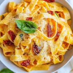 Um eine leckere cremige Pasta zu machen, brauchst du folgende Hauptzutaten: - 340 g Pasta (z.B. Fettuccine oder Penne) - 240 ml getrocknete Tomaten, grob gehackt (in Öl für zusätzlichen Geschmack) - 240 ml Schlagsahne - 100 g geriebener Parmesan - 3 Knoblauchzehen, fein gehackt - 1 Esslöffel Olivenöl Diese Zutaten geben der Pasta einen tollen Geschmack und eine schöne Textur. Die getrockneten Tomaten sind der Star der Sauce. Sie bringen ein intensives Aroma mit, das gut zur Sahne passt. Um deine Pasta noch besser zu machen, füge ein paar Gewürze hinzu: - 1 Teelöffel getrocknetes Basilikum - 1/2 Teelöffel rote Pfefferflocken (optional, für Schärfe) - Salz und Pfeffer nach Geschmack Das getrocknete Basilikum gibt der Sauce einen frischen Geschmack. Die roten Pfefferflocken sorgen für einen guten Kick, wenn du es magst. Wähle deine Zutaten mit Bedacht. Hier sind einige Tipps: - Benutze frische Knoblauchzehen. Sie haben mehr Geschmack als getrockneter Knoblauch. - Achte auf die Qualität der getrockneten Tomaten. Tomaten in Öl sind meist besser. - Verwende echten Parmesan, wenn möglich. Der Geschmack ist viel intensiver. Hochwertige Zutaten machen den Unterschied. Sie geben deiner Pasta einen besonderen Touch. {{ingredient_image_2}} Kochen Sie zuerst die Pasta. Nehmen Sie einen großen Topf. Füllen Sie ihn mit Wasser und fügen Sie Salz hinzu. Bringen Sie das Wasser zum Kochen. Geben Sie die Pasta hinein. Kochen Sie sie, bis sie al dente ist. Das dauert etwa 8 bis 10 Minuten. Gießen Sie die Pasta ab, aber behalten Sie 240 ml Nudelkochwasser. Stellen Sie die Pasta dann zur Seite. In einer großen Pfanne erhitzen Sie 1 Esslöffel Olivenöl bei mittlerer Hitze. Fügen Sie 3 fein gehackte Knoblauchzehen hinzu. Braten Sie den Knoblauch für etwa 1 Minute an. Achten Sie darauf, dass er nicht anbrennt. Danach kommen 240 ml grob gehackte, getrocknete Tomaten dazu. Lassen Sie sie 2 bis 3 Minuten garen. Gießen Sie dann 240 ml Schlagsahne in die Pfanne und rühren Sie gut um. Lassen Sie die Mischung 2 bis 3 Minuten köcheln. Sie sollte leicht eindicken. Jetzt fügen Sie 100 g geriebenen Parmesan, 1 Teelöffel getrocknetes Basilikum und eine Prise Salz und Pfeffer hinzu. Rühren Sie weiter, bis der Käse geschmolzen ist und die Sauce cremig wird. Geben Sie die gekochte Pasta in die Pfanne mit der Sauce. Schwenken Sie alles gut durch. So wird die Pasta gleichmäßig mit der Sauce bedeckt. Wenn die Sauce zu dick ist, fügen Sie nach und nach das aufbewahrte Nudelkochwasser hinzu. Rühren Sie weiter, bis Sie die gewünschte Konsistenz erreichen. Nehmen Sie die Pfanne vom Herd und lassen Sie die Pasta eine Minute ruhen. So bleibt die Sauce gut haften. Servieren Sie die Pasta sofort. Garnieren Sie sie mit frischen Basilikumblättern und, wenn gewünscht, mit mehr Parmesan. Um eine cremige Sauce zu erzielen, ist frische Schlagsahne wichtig. Die Sahne sorgt für die richtige Textur. Fügen Sie Parmesan hinzu, um die Sauce dicker zu machen. Wenn die Sauce zu dick ist, können Sie etwas Nudelwasser hinzufügen. Dieses Wasser hat Stärke, die die Sauce geschmeidig macht. Ein häufiger Fehler ist, den Knoblauch zu lange zu braten. Dadurch wird er bitter. Achten Sie darauf, ihn nur kurz zu braten, bis er duftet. Ein weiterer Fehler ist, die Pasta zu lange zu kochen. Sie sollte al dente sein. Gießen Sie das Wasser ab, aber bewahren Sie etwas auf. Dieses Wasser hilft, die Sauce zu binden. Frische Basilikumblätter sind eine tolle Garnitur. Sie geben Farbe und Frische. Zusätzlicher geriebener Parmesan sieht gut aus und schmeckt lecker. Ein Spritzer Olivenöl kann das Gericht abrunden. Für einen scharfen Kick können Sie rote Pfefferflocken darüber streuen. Pro Tipps Pasta al dente kochen: Achten Sie darauf, die Pasta nicht zu lange zu kochen, damit sie al dente bleibt und die Sauce besser aufnimmt. Frische Kräuter hinzufügen: Verwenden Sie frische Basilikumblätter anstelle von getrocknetem Basilikum für einen intensiveren Geschmack und ein schöneres Aussehen. Verwendung von Nudelkochwasser: Das Aufbewahren des Nudelkochwassers hilft, die Sauce cremiger zu machen und sorgt dafür, dass sie besser an der Pasta haftet. Variationen ausprobieren: Experimentieren Sie mit anderen Zutaten wie Spinat, Zucchini oder Hühnchen, um das Gericht nach Ihrem Geschmack anzupassen. {{image_4}} Für eine vegetarische Version der cremigen Pasta können Sie die Schlagsahne durch pflanzliche Sahne ersetzen. Diese Option macht das Gericht auch für Veganer geeignet. Sie können auch mehr Gemüse hinzufügen, wie zum Beispiel Spinat oder Zucchini. Diese Gemüse bringen frische Aromen und mehr Farbe auf den Teller. Um den Geschmack Ihrer Pasta zu intensivieren, können Sie noch mehr Zutaten hinzufügen. Einige Vorschläge sind: - Gehackte Oliven für einen salzigen Kick. - Frische Kräuter wie Petersilie oder Thymian. - Gegrillte Paprika für eine süßliche Note. - Pinienkerne für einen nussigen Crunch. Diese Zutaten passen gut zu den getrockneten Tomaten und bieten einen tollen Kontrast. Wenn Sie glutenfrei essen, wählen Sie einfach glutenfreie Pasta. Es gibt viele gute Marken, die sowohl Fettuccine als auch Penne anbieten. Achten Sie darauf, die Kochzeit auf der Verpackung zu beachten, da glutenfreie Pasta oft schneller gar ist. Fügen Sie auch frische Kräuter hinzu, um den Geschmack zu verstärken. Um die übrig gebliebene Pasta richtig zu lagern, sollten Sie sie in einen luftdichten Behälter geben. Lassen Sie die Pasta zuerst auf Raumtemperatur abkühlen. Danach schließen Sie den Behälter gut. Lagern Sie ihn im Kühlschrank. So bleibt die Pasta frisch. Verwenden Sie die Reste innerhalb von 3 bis 5 Tagen. Die Sauce aus getrockneten Tomaten hält sich gut im Kühlschrank. Sie bleibt dort für etwa 3 bis 4 Tage frisch. Achten Sie darauf, sie in einem luftdichten Behälter aufzubewahren. Wenn die Sauce einen schlechten Geruch hat, entsorgen Sie sie besser. Um die übrig gebliebene Pasta aufzuwärmen, nutzen Sie eine Pfanne oder die Mikrowelle. In der Pfanne geben Sie etwas Olivenöl hinzu. Erhitzen Sie die Pasta bei mittlerer Hitze. Fügen Sie nach Bedarf etwas Nudelkochwasser hinzu. So bleibt die Pasta cremig. Wenn Sie die Mikrowelle nutzen, stellen Sie die Pasta in eine mikrowellengeeignete Schüssel. Decken Sie sie mit einem feuchten Papiertuch ab. Erwärmen Sie die Pasta in kurzen Intervallen und rühren Sie zwischendurch um. So wird sie gleichmäßig warm. Ja, du kannst frische Tomaten verwenden. Allerdings sind getrocknete Tomaten intensiver im Geschmack. Frische Tomaten geben weniger Aroma und brauchen mehr Zeit zum Kochen. Wenn du frische Tomaten nimmst, schneide sie klein und koche sie länger, bis sie weich sind und ihren Saft abgeben. So kommen sie dem Geschmack der getrockneten Tomaten näher. Ja, dieses Rezept ist sehr anpassbar. Du kannst die Sahne durch pflanzliche Milch ersetzen, wenn du vegan kochen möchtest. Füge auch gerne Gemüse wie Spinat oder Zucchini hinzu, um mehr Farbe und Nährstoffe zu bekommen. Für mehr Protein kannst du Hähnchen oder Garnelen hineinmischen. Du bist der Koch, also lass deiner Kreativität freien Lauf! Zu dieser Cremigen Pasta passen viele Beilagen gut. Ein einfacher grüner Salat mit einem leichten Dressing ist eine gute Wahl. Auch ein knuspriges Baguette oder Knoblauchbrot passen perfekt. Wenn du es würziger magst, serviere die Pasta mit gebratenem Gemüse oder einer würzigen Antipasti-Platte. Einfach lecker! Diese Anleitung zeigt dir, wie du cremige Pasta mit getrockneten Tomaten machst. Ich habe wichtige Zutaten, Tipps zur Zubereitung und Variationen behandelt. Du hast jetzt auch gelernt, wie du Reste richtig lagerst. Wenn du die genannten Tricks anwendest, wird dein Gericht immer gut schmecken. Sei kreativ mit Zutaten und genieße deine Mahlzeit! Probier verschiedene Variationen aus, um deinen eigenen Stil zu finden. Guten Appetit!