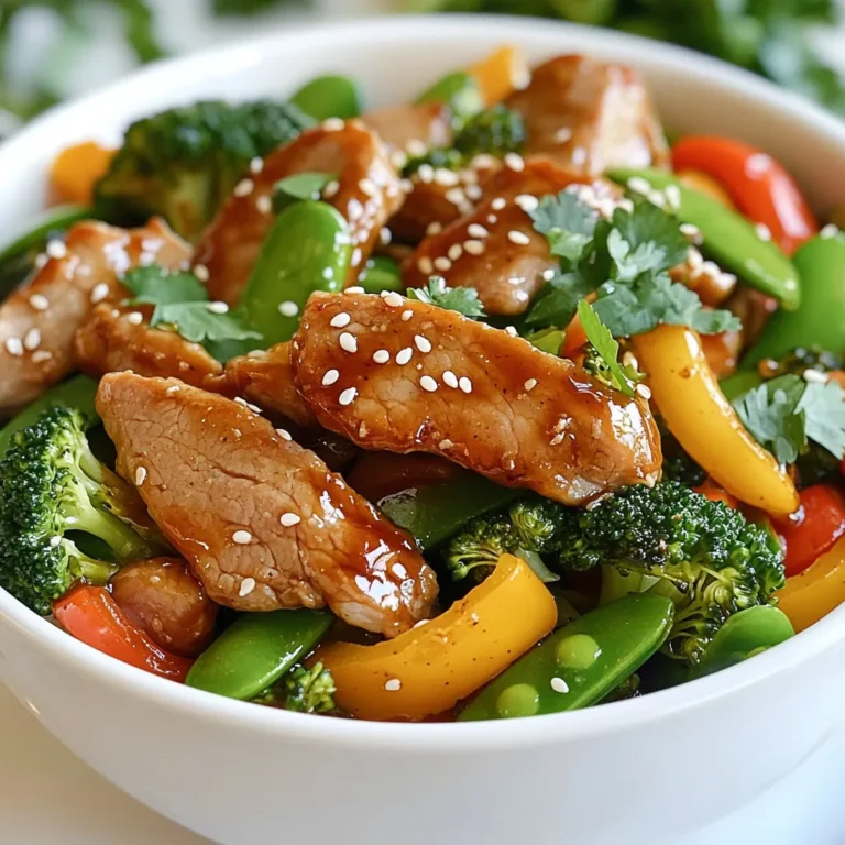 - 450 g Schweinefilet, dünn geschnitten - 2 Esslöffel Olivenöl - 1 Paprika (nach Wahl), in Streifen geschnitten - 1 Tasse Brokkoliröschen - 1 Tasse Zuckerschoten - 2 Frühlingszwiebeln, in Ringe geschnitten - 3 Knoblauchzehen, gehackt - 2 Esslöffel Ingwer, gehackt - 3 Esslöffel Ahornsirup - 2 Esslöffel Sriracha-Sauce - 1 Esslöffel Sojasauce (oder Tamari für glutenfrei) - Sesamsamen, zur Garnitur - Frischer Koriander, zur Garnitur - Salz und Pfeffer nach Geschmack Frische Zutaten sind der Schlüssel. Suche nach knackigem Gemüse und frischem Fleisch. Die Paprika sollte prall und glänzend sein. Brokkoli sollte eine lebendige grüne Farbe haben. Frühlingszwiebeln sollten fest und knackig sein. Achte darauf, dass der Ingwer frisch riecht. So hast du den besten Geschmack. Wenn du kein Schweinefilet hast, nimm Hühnchen oder Tofu. Paprika kannst du durch Karotten oder Zucchini ersetzen. Brokkoli lässt sich auch durch Blumenkohl ersetzen. Für die Sriracha-Sauce kannst du auch eine andere scharfe Sauce verwenden. Wenn du keine Sojasauce hast, verwende einfach Salz oder eine andere Würze. So bleibt dein Gericht lecker und anpassbar. {{ingredient_image_2}} Zuerst musst du das Schweinefilet in dünne Scheiben schneiden. Das macht das Fleisch zart und schnell gar. In einer großen Schüssel mischst du das Schweinefleisch mit Salz, Pfeffer, Ahornsirup, Sriracha und Sojasauce. Diese Marinade gibt dem Fleisch viel Geschmack. Lass es mindestens 15 Minuten marinieren. Du kannst es auch bis zu einer Stunde im Kühlschrank lassen. So wird der Geschmack noch besser. Erhitze 1 Esslöffel Olivenöl in einer großen Pfanne oder einem Wok bei mittelhoher Hitze. Wenn das Öl heiß ist, gib das marinierte Schweinefleisch hinein. Brate es für 4-5 Minuten an, bis es schön gebräunt ist. Achte darauf, dass das Fleisch gut durchgegart ist. Nimm das Fleisch dann aus der Pfanne und lege es beiseite. In der gleichen Pfanne fügst du das restliche Olivenöl hinzu. Jetzt kommen der gehackte Knoblauch und der Ingwer dazu. Brate beides für 30 Sekunden an, bis es lecker duftet. Dann gib die geschnittene Paprika, Brokkoliröschen und Zuckerschoten hinein. Brate das Gemüse für 4-5 Minuten, bis es zart und knackig ist. Füge das gebratene Schweinefleisch zurück in die Pfanne. Mische alles gut und erhitze es für weitere 2 Minuten. Das sorgt dafür, dass die Aromen gut zusammenkommen. Schmecke mit Salz und Pfeffer ab. Die Marinierzeit spielt eine große Rolle für den Geschmack. Ich empfehle, das Schweinefleisch mindestens 15 Minuten zu marinieren. So zieht der Ahornsirup und die Sriracha gut ein. Wenn du mehr Zeit hast, mariniere es bis zu einer Stunde im Kühlschrank. Das gibt dir einen intensiveren Geschmack. Die Garzeit ist entscheidend. Ich brate das marinierte Fleisch 4-5 Minuten an. Achte darauf, dass es schön braun ist. Prüfe, ob es durchgegart ist. Es sollte nicht mehr rosa sein. Das sorgt dafür, dass das Fleisch zart bleibt und nicht austrocknet. Der Schärfegrad kann einfach angepasst werden. Wenn du es milder magst, verwende weniger Sriracha. Du kannst auch die Sriracha durch eine mildere Soße ersetzen. Für mehr Schärfe füge etwas mehr hinzu oder benutze frische Chilis. Probiere, bis du den perfekten Geschmack für dich findest! Pro Tipps Marinieren für intensiven Geschmack: Lass das Schweinefleisch mindestens eine Stunde im Kühlschrank marinieren, um die Aromen besser einziehen zu lassen. Gemüse knackig halten: Achte darauf, das Gemüse nur kurz anzubraten, damit es zart und knackig bleibt. So bleibt die Farbe und der Nährstoffgehalt erhalten. Sesamsamen rösten: Röste die Sesamsamen vor dem Servieren leicht in einer trockenen Pfanne an. Das verstärkt den nussigen Geschmack und die Aromatik. Frische Kräuter hinzufügen: Ergänze das Gericht mit frischem Koriander kurz vor dem Servieren, um eine frische Note zu verleihen und die Aromen zu intensivieren. {{image_4}} Wenn du das Schweinefilet nicht magst, kannst du das Fleisch einfach ändern. Hähnchenbrust ist eine gute Wahl. Du kannst auch Rindfleisch verwenden, wenn du einen kräftigen Geschmack magst. Für eine leichtere Option probiere Pute. Jedes dieser Fleischsorten passt gut zur süßen und scharfen Sauce. Wenn du vegan bist, gibt es viele tolle Alternativen. Statt Schweinefleisch kannst du Tofu oder Tempeh nehmen. Diese sind proteinreich und nehmen den Geschmack gut auf. Du kannst auch Seitan verwenden, um eine fleischige Textur zu haben. Marinieren ist auch hier wichtig, um den besten Geschmack zu erzielen. Das Beste an einem Stir Fry ist die Flexibilität mit Gemüse. Du kannst Karotten in Scheiben schneiden oder Zucchini hinzufügen. Brokkoli kann durch Blumenkohl ersetzt werden. Auch grüne Bohnen oder Erbsen passen gut. Diese zusätzlichen Gemüsesorten bringen mehr Farbe und Nährstoffe in dein Gericht. Experimentiere und finde deine Lieblinge! Du kannst das übrig gebliebene Ahorn-Sriracha Schweinefleisch bis zu drei Tage im Kühlschrank aufbewahren. Stelle sicher, dass du es in einem luftdichten Behälter aufbewahrst. So bleibt das Fleisch frisch und saftig. Vor dem Verstauen lasse das Gericht auf Raumtemperatur abkühlen. Wenn du mehr Portionen zubereitest, kannst du das Gericht auch einfrieren. Fülle es in einen gefriergeeigneten Behälter oder in Gefrierbeutel. Es hält sich bis zu drei Monate im Gefrierfach. Achte darauf, die Luft aus dem Beutel zu drücken, bevor du ihn schließt. So vermeidest du Gefrierbrand und erhältst den besten Geschmack. Um das Gericht wieder aufzuwärmen, nimm die gewünschte Portion heraus und lasse sie im Kühlschrank auftauen. Erhitze das Fleisch in einer Pfanne bei mittlerer Hitze. Das sorgt dafür, dass es gleichmäßig warm wird. Du kannst auch etwas Wasser oder Brühe hinzufügen, um das Fleisch saftig zu halten. Vermeide die Mikrowelle, da sie das Fleisch trocken machen kann. Um das Rezept leichter zu machen, benutze mageres Schweinefleisch. Du kannst auch weniger Öl verwenden. Reduziere die Menge an Ahornsirup für weniger Zucker. Füge mehr Gemüse hinzu, um das Gericht nahrhafter zu machen. Brokkoli, Zuckerschoten und Paprika sind toll dafür. Du kannst sogar Blumenkohl oder Karotten verwenden. Ja, das Gericht kann glutenfrei sein. Verwende einfach Tamari statt Sojasauce. Tamari ist eine glutenfreie Soja-Alternative. Achte darauf, dass alle anderen Zutaten, wie Sriracha, ebenfalls glutenfrei sind. So kannst du das Gericht genießen, ohne dir Sorgen zu machen. Ja, du kannst andere Soßen verwenden. Probiere Teriyaki oder Hoisin für einen anderen Geschmack. Du kannst auch scharfe Chilisauce verwenden, wenn du mehr Hitze magst. Experimentiere mit deinen Lieblingssoßen, um neue Aromen zu entdecken. In diesem Blogbeitrag haben wir alles Wichtige für dein Gericht abgedeckt. Wir haben die besten Zutaten und nützliche Tipps zum Kochen besprochen. Außerdem hast du Variationen und Lagerinformationen gefunden. Du kannst nun frische Zutaten wählen und den Schärfegrad anpassen. Das Gericht wird lecker und ganz nach deinem Geschmack. Probiere verschiedene Variationen aus und erfinde dein eigenes Rezept. Es wird dir sicher Spaß machen!