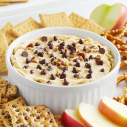 - 1 Tasse Allzweckmehl - 1/2 Tasse ungesalzene Butter, weich - 1/2 Tasse brauner Zucker, gepackt - 1/4 Tasse Kristallzucker - 1 Teelöffel Vanilleextrakt Die Hauptzutaten sind einfach zu finden. Das Allzweckmehl gibt dem Dip die Basis. Die weiche Butter sorgt für den cremigen Geschmack. Brauner Zucker und Kristallzucker fügen die süße Note hinzu. Vanilleextrakt bringt ein schönes Aroma. - 1/4 Tasse Salz - 1/2 Tasse Frischkäse, weich - 1/2 Tasse Mini-Schokoladenstückchen - 1/4 Tasse gehackte Nüsse (optional) Zusätzliches Salz hebt die Aromen hervor. Der weiche Frischkäse macht den Dip noch cremiger. Mini-Schokoladenstückchen geben den knusprigen Biss. Wenn Sie Nüsse mögen, können Sie sie auch hinzufügen. Sie geben einen tollen Crunch. - Graham Cracker - Apfelscheiben - Brezeln Zum Servieren empfehle ich Graham Cracker, Apfelscheiben oder Brezeln. Diese Dips machen das Essen noch spannender. Sie passen gut zu dem süßen Geschmack des Dips. Probieren Sie verschiedene Beilagen aus, um Ihren Favoriten zu finden. Zuerst lasse die Butter und den Frischkäse weich werden. Dies macht das Mischen einfacher. Nimm eine große Schüssel und stelle deinen Mixer bereit. Du brauchst einen elektrischen Mixer, um die Zutaten gut zu vermengen. Beginne mit dem Mischen der weichen Butter, dem braunen Zucker und dem Kristallzucker in der Schüssel. Schlage die Mischung mit dem Mixer, bis sie cremig ist. Füge dann den weichen Frischkäse und den Vanilleextrakt hinzu. Mische weiter, bis alles glatt ist. Jetzt kommt das Allzweckmehl und das Salz dazu. Rühre im niedrigen Gang. Achte darauf, nicht zu lange zu mixen. Das verhindert, dass der Dip zäh wird. Zum Schluss unterhebe vorsichtig die Mini-Schokoladenstückchen und die Nüsse. Verteile sie gleichmäßig im Dip. Fülle den Dip in eine Servierschüssel. Decke ihn mit Frischhaltefolie ab und stelle ihn für mindestens 30 Minuten in den Kühlschrank. Diese Kühlzeit ist wichtig. Sie hilft, die Aromen zu entwickeln. Der Dip schmeckt nach dem Kühlen noch besser. - Übermixen der Zutaten: Achte darauf, die Mischung nur kurz zu mixen. Zu langes Mixen macht den Dip dünn und schwer. - Verwendung zu kalter Butter oder Frischkäse: Lass die Butter und den Frischkäse auf Raumtemperatur kommen. So wird der Dip schön cremig und glatt. - Anpassung der Zutatenmengen: Wenn der Dip zu dick ist, füge etwas mehr Frischkäse hinzu. Ist er zu dünn, gib mehr Mehl hinzu. Eine kleine Anpassung kann viel bewirken. - Tipps zur richtigen Mischung: Mische die trockenen Zutaten zuerst. Füge dann die feuchten Zutaten langsam hinzu. So bekommst du eine gleichmäßige Textur. - Anrichten des Dips: Fülle den Dip in eine schöne Schüssel. Das Auge isst mit, also wähle eine ansprechende Servierplatte. - Ideen für ansprechende Präsentationen: Serviere den Dip mit verschiedenen Dips. Graham Cracker, Apfelscheiben oder Brezeln sehen toll aus und schmecken lecker dazu. {{image_4}} Einer der besten Teile an Schokoladenstückchen-Dip ist, dass du ihn anpassen kannst. Du kannst Kakao-Pulver hinzufügen, um einen intensiveren Schokoladengeschmack zu bekommen. Ein Esslöffel Kakao reicht oft aus. Es macht den Dip noch schokoladiger und dunkler. Du kannst auch verschiedene Arten von Schokoladenstückchen verwenden. Dunkle Schokolade, Milchschokolade oder sogar weiße Schokolade bringen neue Aromen. Probiere, zwei Arten gleichzeitig zu verwenden. Das macht den Dip spannend und lecker. Wenn du auf deine Gesundheit achtest, gibt es einfache Alternativen. Du kannst normalen Zucker durch natürliche Süßstoffe ersetzen. Honig oder Stevia sind tolle Optionen. Sie fügen Süße hinzu, ohne den Zuckergehalt zu erhöhen. Ein weiterer Trick ist, fettfreien Frischkäse zu verwenden. So erhältst du eine leichtere Version des Dips. Er schmeckt trotzdem cremig und gut, aber mit weniger Kalorien. Das ist perfekt, wenn du Gäste hast oder selbst weniger Kalorien essen möchtest. Für besondere Anlässe kannst du den Dip leicht abwandeln. Für Weihnachten füge Zimt hinzu. Ein Teelöffel Zimt bringt eine festliche Note. Es passt gut zu den Schokoladenstückchen und macht den Dip gemütlicher. Im Sommer kannst du frische Früchte hinzufügen. Beeren wie Erdbeeren oder Himbeeren sind eine gute Wahl. Sie bringen Frische und Farbe. Du kannst die Früchte einfach in den Dip dippen. So hast du einen fruchtigen und süßen Genuss. Um deinen Schokoladenstückchen-Dip frisch zu halten, lege ihn in den Kühlschrank. In einem luftdichten Behälter bleibt er bis zu einer Woche genießbar. Achte darauf, den Dip gut abzudecken. So vermeidest du, dass er Gerüche aus dem Kühlschrank aufnimmt. Wenn du ihn länger aufbewahren möchtest, friere ihn ein. Fülle den Dip in einen gefrierfesten Behälter und lasse etwas Platz oben, da sich der Dip beim Einfrieren ausdehnt. Zum Auftauen einfach über Nacht im Kühlschrank lassen. Die Konsistenz bleibt ähnlich, wenn du vorsichtig vorgehst. Hast du Reste? Nutze sie kreativ! Du kannst den Dip in Muffins oder Tortenfüllungen verwenden. Fülle deine Muffins mit einer Schicht des Dips für einen süßen Überraschungseffekt. Du kannst auch eine Schicht in Schokoladenkeksen verwenden. Eine weitere Idee ist, den Dip auf Waffeln oder Pfannkuchen zu servieren. Das bringt eine leckere, süße Note in dein Frühstück. Der Dip ist im Kühlschrank bis zu einer Woche gut. Achte darauf, ihn vor dem Servieren zu überprüfen. Wenn du einen seltsamen Geruch oder eine veränderte Farbe bemerkst, solltest du ihn nicht mehr essen. Achte auch auf die Textur. Wenn der Dip trocken oder krümelig aussieht, ist es besser, ihn wegzuwerfen. Sicherheit geht vor! Dieser Dip bleibt etwa 5 bis 7 Tage frisch. Stelle sicher, dass du ihn gut abdeckst. Am besten verwendest du Frischhaltefolie oder einen luftdichten Behälter. Kühl lagern verlängert die Haltbarkeit. Wenn du die Konsistenz und den Geschmack bewahren möchtest, ist das wichtig. Ja, du kannst diesen Dip glutenfrei gestalten! Ersetze das Allzweckmehl durch eine glutenfreie Mehlmischung. Achte darauf, dass die Mischung für Backwaren geeignet ist. Viele Marken bieten jetzt gute Alternativen an. So kannst du den Dip ohne Sorgen genießen. Rohes Mehl kann schädliche Bakterien enthalten. Um sicher zu sein, solltest du das Mehl vor der Verwendung erhitzen. Dazu kannst du es auf ein Backblech geben und bei 175 Grad Celsius für etwa 5 Minuten backen. Dies tötet Bakterien ab und macht das Mehl sicher. Dieser Dip ist einfach und lecker. Wir haben viele Zutaten genutzt, um den perfekten Geschmack zu erreichen. Vergessen Sie nicht, die Butter und den Frischkäse rechtzeitig weich werden zu lassen. Vermeiden Sie zu kalte Zutaten, um Übermixen zu verhindern. Sie können auch Varianten ausprobieren, wie die mit Kakao oder frischen Früchten. Lagern Sie den Dip in einem luftdichten Behälter im Kühlschrank, damit Sie ihn länger genießen können. Halten Sie diese Tipps im Kopf, und Ihr Dip wird immer ein Hit sein!