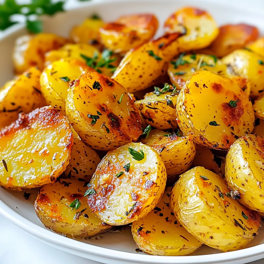 - 680 g Baby-Kartoffeln, halbiert - 4 Knoblauchzehen, fein gehackt - 3 Esslöffel Olivenöl Die Baby-Kartoffeln sind die Grundlage dieses Gerichts. Sie haben eine zarte Textur und einen milden Geschmack. Ich empfehle, sie gut zu waschen und zu halbieren. So werden sie gleichmäßig gar. Der Knoblauch bringt viel Aroma. Ich verwende frischen Knoblauch, der fein gehackt ist. Er gibt den Kartoffeln einen tollen Geschmack. Das Olivenöl ist wichtig für die Bräunung. Es sorgt dafür, dass die Kartoffeln knusprig werden. - 2 Esslöffel frischer Rosmarin, gehackt - 2 Esslöffel frischer Thymian, gehackt - 1 Teelöffel geräuchertes Paprikapulver - Salz und Pfeffer nach Geschmack Rosmarin und Thymian sind meine Lieblingskräuter für diese Kartoffeln. Sie bringen ein frisches Aroma. Geräuchertes Paprikapulver gibt eine leichte Rauchnote. Salz und Pfeffer runden den Geschmack ab. Ich empfehle, diese Gewürze großzügig zu verwenden. Sie bringen die Aromen zur Geltung und machen das Gericht lebendig. - 1 Esslöffel frische Petersilie, gehackt (zum Garnieren) Frische Petersilie ist eine einfache, aber schöne Garnitur. Sie bringt Farbe ins Spiel und einen frischen Geschmack. Ich streue sie kurz vor dem Servieren über die Kartoffeln. So bleibt die Petersilie schön grün und frisch. {{ingredient_image_2}} Zuerst waschen Sie die Baby-Kartoffeln. Nutzen Sie kaltes Wasser, um den Schmutz zu entfernen. Wenn die Kartoffeln groß sind, halbieren Sie sie. Kleinere Kartoffeln können Sie ganz lassen. Wählen Sie Kartoffeln mit ähnlicher Größe, damit sie gleichmäßig garen. Erhitzen Sie das Olivenöl in einer großen Pfanne bei mittlerer Hitze. Warten Sie, bis das Öl heiß ist. Jetzt fügen Sie die halbierten Kartoffeln mit der Schnittfläche nach unten hinzu. So erhalten sie eine schöne Kruste. Würzen Sie die Kartoffeln mit Salz, Pfeffer und geräuchertem Paprikapulver. Lassen Sie sie ungestört für 10 bis 12 Minuten braten. So entwickeln sie eine goldbraune Kruste. Wenden Sie die Kartoffeln vorsichtig, um die Kruste nicht zu beschädigen. Jetzt fügen Sie den gehackten Knoblauch, Rosmarin und Thymian hinzu. Rühren Sie vorsichtig um, damit die Kartoffeln nicht zerbrechen. Lassen Sie die Mischung weitere 5 bis 7 Minuten garen. So entfalten die Kräuter ihren Duft und der Knoblauch aromatisiert das Öl. Achten Sie darauf, gelegentlich zu rühren, um ein Anbrennen des Knoblauchs zu vermeiden. Um die Kruste Ihrer Kartoffeln knusprig zu machen, gibt es ein paar Tricks. Zuerst sollten Sie die Baby-Kartoffeln gut abtrocknen, bevor Sie sie in die Pfanne geben. Feuchtigkeit macht sie weich. Verwenden Sie genug Olivenöl, damit die Kartoffeln gleichmäßig braten. Wenden Sie die Kartoffeln nach 10-12 Minuten, wenn sie goldbraun sind. Das richtige Timing ist wichtig, um eine perfekte Kruste zu erreichen. Frische Kräuter machen einen großen Unterschied im Geschmack. Rosmarin und Thymian geben den Kartoffeln ein tolles Aroma. Schneiden Sie die Kräuter direkt vor dem Kochen, damit sie frisch bleiben. Wenn Sie Kräuter aufbewahren wollen, legen Sie sie in ein feuchtes Tuch. So bleiben sie länger frisch. Ein häufiger Fehler ist, zu viel Knoblauch auf einmal hinzuzufügen oder ihn zu lange zu braten. Dies kann dazu führen, dass er anbrennt und bitter wird. Fügen Sie den Knoblauch erst hinzu, wenn die Kartoffeln schon eine Weile braten. Rühren Sie vorsichtig, damit die Kartoffeln nicht zerbrechen. So bleibt das Gericht schön und die Aromen bleiben erhalten. Pro Tipps Wahl der Kartoffeln: Verwenden Sie gleichmäßig große Kartoffeln, um ein gleichmäßiges Garen zu gewährleisten. Knoblauch hinzufügen: Fügen Sie den Knoblauch erst in der Mitte des Kochvorgangs hinzu, um zu verhindern, dass er verbrennt und bitter wird. Kräuter frisch verwenden: Frische Kräuter entfalten ihr Aroma am besten, wenn sie kurz vor dem Servieren hinzugefügt werden. Serviertemperatur: Servieren Sie die Kartoffeln heiß, damit sie ihre knusprige Textur behalten. {{image_4}} Für eine vegane Variante können Sie Olivenöl durch Kokosöl ersetzen. Kokosöl gibt den Kartoffeln einen leichten, süßen Geschmack. Sie können auch andere pflanzliche Öle wie Rapsöl oder Sonnenblumenöl verwenden. Diese Öle sind leicht und schmecken neutral. Zusätzlich können Sie mehr Gemüse hinzufügen. Paprika, Zucchini oder Karotten passen gut zu den Kartoffeln. Schneiden Sie das Gemüse in kleine Stücke und braten Sie es zusammen mit den Kartoffeln an. So wird Ihr Gericht noch bunter und gesünder. Experimentieren Sie mit verschiedenen Kräutern. Basilikum, Oregano oder Estragon bringen neue Aromen. Diese Kräuter können frisch oder getrocknet verwendet werden. Wenn Sie etwas Schärfe mögen, fügen Sie eine Prise Cayennepfeffer oder Chili hinzu. Diese Gewürze bringen einen tollen Kick in das Gericht. Für einen rauchigen Geschmack können Sie zusätzlich geräuchertes Salz verwenden. Es gibt den Kartoffeln eine tiefere Note und passt gut zu den Kräutern. So wird jede Portion zu einem Geschmackserlebnis. Knoblauch-Kräuter-Pfannenkartoffeln passen hervorragend zu vielen Gerichten. Servieren Sie sie mit gegrilltem Fleisch oder Fisch. Auch zu einem frischen Salat sind sie eine tolle Beilage. Präsentieren Sie die Kartoffeln auf einer schönen Servierplatte. Garnieren Sie sie mit frischen Kräutern. Das sieht nicht nur gut aus, sondern bringt auch mehr Geschmack. Probieren Sie es aus und beeindrucken Sie Ihre Gäste! - Wählen Sie einen luftdichten Behälter. So bleiben die Kartoffeln frisch. - Die Kartoffeln sind im Kühlschrank bis zu drei Tage haltbar. Achten Sie darauf, sie gut zu verschließen, um Feuchtigkeit zu vermeiden. - Erhitzen Sie die Kartoffeln in einer Pfanne. So bleiben sie knusprig und lecker. - Fügen Sie einen kleinen Schuss Olivenöl hinzu, um die Matschigkeit zu vermeiden. Dies hilft, die knusprige Textur zu erhalten. - Bereiten Sie die Kartoffeln bis zu einem Tag im Voraus vor. So sparen Sie Zeit beim Kochen. - Sie können die restlichen Kartoffeln auch einfrieren. Legen Sie sie in einen Gefrierbeutel und drücken Sie die Luft heraus, bevor Sie sie verschließen. Die gesamte Zubereitungszeit für Knoblauch-Kräuter-Pfannenkartoffeln beträgt etwa 30 Minuten. Die Kartoffeln benötigen ungefähr 10 bis 12 Minuten, um eine goldbraune Kruste zu entwickeln. Danach fügen Sie die Kräuter und den Knoblauch hinzu und garen sie für weitere 5 bis 7 Minuten. So werden sie zart und aromatisch. Ja, andere Kartoffelsorten sind möglich. Sie können festkochende Kartoffeln wie Yukon Gold oder kleine rote Kartoffeln verwenden. Diese Sorten behalten ihre Form gut und haben einen tollen Geschmack. Vermeiden Sie mehligkochende Kartoffeln, da sie nicht die gewünschte Textur bieten. Knoblauch-Kräuter-Pfannenkartoffeln passen gut zu vielen Gerichten. Sie sind eine tolle Beilage zu gegrilltem Fleisch oder Fisch. Auch zu Gemüsegerichten harmonieren sie gut. Servieren Sie sie mit einem frischen Salat oder einer cremigen Sauce für ein rundes Gericht. Wir haben die besten Zutaten für knusprige Knoblauch-Kräuter-Pfannenkartoffeln behandelt. Die Kombination aus Baby-Kartoffeln, frischen Kräutern und Gewürzen macht den Unterschied. Ich habe wichtige Schritte zur Zubereitung erklärt, von der Vorbereitung bis zur richtigen Garzeit. Mit unseren Tipps wird Ihre Kruste perfekt und Ihre Kartoffeln lecker. Variationen eröffnen neue Geschmäcker. Egal ob vegetarisch oder vegan, es gibt immer eine Option. Vor dem Servieren an die Lagerung denken. Genießen Sie Ihre köstlichen Kartoffeln jederzeit frisch!