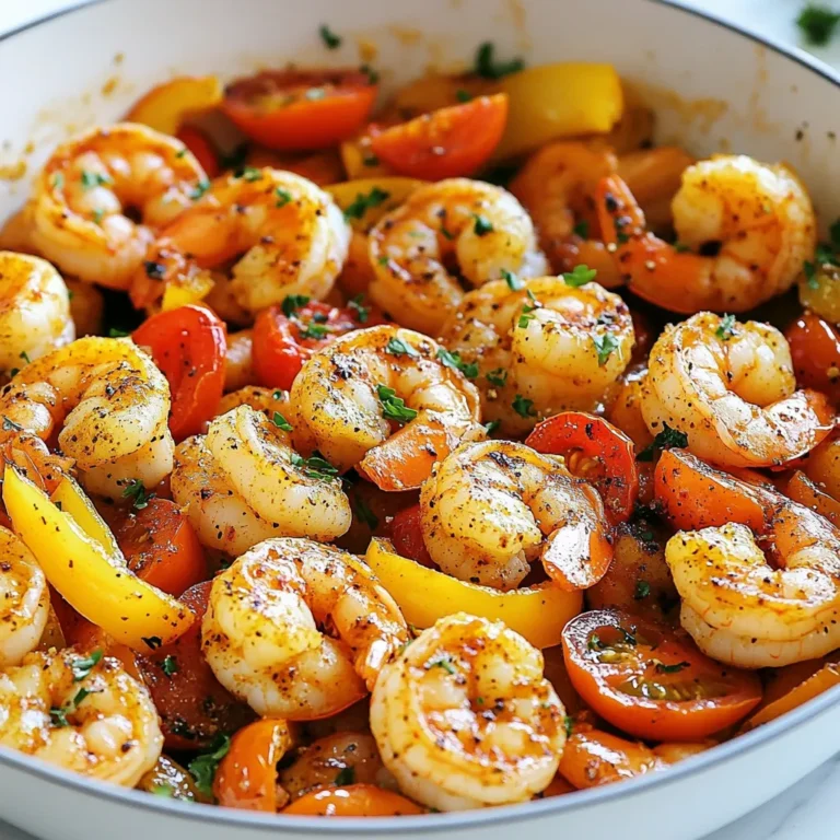 Für dieses Gericht benötigst du folgende Zutaten: - 450 g große Garnelen, geschält und entdarmt - 2 Esslöffel Cajun Gewürzmischung - 1 Esslöffel Olivenöl - 1 Paprika (rot oder gelb), in Streifen geschnitten - 1 kleine Zwiebel, gewürfelt - 3 Knoblauchzehen, fein gehackt - 250 g Kirschtomaten, halbiert - 1 Esslöffel Zitronensaft - Salz und Pfeffer nach Geschmack - Frische Petersilie, gehackt, zum Garnieren Die Garnelen sind der Stern dieses Gerichts. Sie sind zart und nehmen die Gewürze gut auf. Achte darauf, dass die Garnelen frisch sind. Die Cajun Gewürzmischung bringt viel Geschmack. Sie enthält Paprika, Knoblauchpulver und Pfeffer. Diese Gewürze geben der Pfanne die nötige Schärfe und Tiefe. Olivenöl sorgt für eine schöne Bräunung und einen reichen Geschmack. Du kannst die Pfanne mit mehr Gemüse anpassen. Zucchini oder Brokkoli passen gut dazu. Serviere das Gericht über Reis oder Quinoa. Das gibt dir eine sättigende Beilage. Zitronenscheiben sind eine tolle Garnitur und bringen Frische. {{ingredient_image_2}} Zuerst nimmst du die Garnelen. Sie sollten geschält und entdarmt sein. Das ist wichtig, damit sie gut schmecken. In einer Schüssel vermischst du die Garnelen mit Cajun Gewürzmischung. Mische gut, bis sie gleichmäßig bedeckt sind. Das gibt den Garnelen ihren tollen Geschmack. Erhitze das Olivenöl in einer großen Pfanne. Achte darauf, dass das Öl heiß ist. Lege die Garnelen in einer einzigen Schicht in die Pfanne. Brate sie für etwa 2-3 Minuten. Sie sollten anfangen, rosa zu werden. Wende die Garnelen vorsichtig. Das ist wichtig, damit sie gleichmäßig garen. Füge die gewürfelte Zwiebel und die geschnittene Paprika zu den Garnelen hinzu. Sautiere das Gemüse für 3-4 Minuten, bis es weich ist. Danach gib den fein gehackten Knoblauch und die halbierten Kirschtomaten in die Pfanne. Koche alles für weitere 2-3 Minuten. Rühre häufig um. Zum Schluss träufle den Zitronensaft über das Gericht. Würze mit Salz und Pfeffer nach Geschmack. Garniere die Pfanne mit frischer Petersilie. Wähle große Garnelen für dein Gericht. Sie sind saftig und zart. Achte darauf, dass die Garnelen frisch sind. Schau, dass sie eine klare, glänzende Farbe haben. Vermeide Garnelen mit einem fischigen Geruch. Wenn du gefrorene Garnelen kaufst, tau sie über Nacht im Kühlschrank auf. So bleiben sie saftig und lecker. Ein häufiger Fehler ist, die Garnelen zu lange zu kochen. Sie werden dann gummiartig. Achte darauf, dass das Öl heiß ist, bevor du die Garnelen hinzufügst. So braten sie gleichmäßig. Rühre die Garnelen nur einmal um, wenn sie in der Pfanne sind. So erhältst du eine schöne Kruste. Füge mehr Gewürze hinzu, um den Geschmack zu verstärken. Eine Prise Cayennepfeffer bringt extra Schärfe. Du kannst auch frische Kräuter wie Thymian oder Oregano verwenden. Für eine süßere Note, füge einen Teelöffel Honig hinzu. Experimentiere mit verschiedenen Gemüsesorten, wie Zucchini oder Brokkoli, um Abwechslung zu schaffen. Pro Tipps Frische Garnelen verwenden: Achten Sie darauf, frische oder tiefgefrorene Garnelen von hoher Qualität zu verwenden, um den besten Geschmack und die beste Textur zu erzielen. Würzen nach Geschmack: Passen Sie die Menge der Cajun Gewürzmischung an Ihren persönlichen Geschmack an. Wenn Sie es schärfer mögen, fügen Sie etwas mehr hinzu! Gemüse variieren: Experimentieren Sie mit verschiedenen Gemüsesorten wie Zucchini oder Brokkoli für zusätzliche Farbe und Nährstoffe in der Pfanne. Servieren mit Beilagen: Diese Garnelenpfanne schmeckt hervorragend zu Reis, Quinoa oder sogar einem frischen Salat. Wählen Sie Ihre Lieblingsbeilage! {{image_4}} Um eine vegane Version zu machen, können Sie die Garnelen durch fester Tofu oder Jackfruit ersetzen. Schneiden Sie den Tofu in Würfel und marinieren Sie ihn mit Cajun Gewürzmischung. Braten Sie ihn dann wie die Garnelen an. Diese Alternativen bieten einen ähnlichen Geschmack und eine tolle Textur. Wenn Sie es milder mögen, reduzieren Sie die Cajun Gewürzmischung. Fügen Sie stattdessen etwas Paprika hinzu, um den Geschmack zu erhalten, ohne die Schärfe zu erhöhen. Für mehr Hitze können Sie frische Chilis oder Cayennepfeffer hinzufügen. Experimentieren Sie, um Ihre perfekte Balance zu finden. Nutzen Sie saisonales Gemüse für mehr Geschmack und Frische. Im Frühling sind Spargel und Erbsen großartig. Im Sommer passen Zucchini und Auberginen gut dazu. Im Herbst können Kürbiswürfel eine süße Note hinzufügen. Im Winter sind Wurzelgemüse wie Karotten oder Rüben eine leckere Wahl. Wenn Sie Reste von der Spicy Cajun Garnelen Pfanne haben, lagern Sie sie gut. Verwenden Sie einen luftdichten Behälter. Stellen Sie sicher, dass die Pfanne vollständig abgekühlt ist, bevor Sie sie einlagern. So bleiben die Garnelen frisch und lecker. Um die Garnelenpfanne wieder zu erwärmen, nehmen Sie eine Pfanne oder Mikrowelle. In der Pfanne erhitzen Sie bei mittlerer Hitze. Fügen Sie einen Spritzer Olivenöl hinzu, um die Garnelen saftig zu halten. In der Mikrowelle erwärmen Sie die Reste in kurzen Intervallen, bis sie heiß sind. Im Kühlschrank halten sich die Reste etwa 2 bis 3 Tage. Achten Sie darauf, die Reste rechtzeitig zu essen. Wenn Sie die Pfanne länger aufbewahren, frieren Sie sie ein. Im Gefrierschrank bleibt die Garnelenpfanne bis zu 2 Monate gut. Um die Garnelen perfekt zu würzen, benutze ich Cajun Gewürzmischung. Diese Mischung hat viele Aromen. Sie enthält Paprika, Pfeffer, Knoblauch und Zwiebelpulver. Ich vermenge die Garnelen in einer Schüssel mit der Gewürzmischung. Achte darauf, dass alle Garnelen gut bedeckt sind. So schmecken sie intensiv und lecker. Die Spicy Cajun Garnelen bleiben im Kühlschrank bis zu drei Tage frisch. Bewahre sie in einem luftdichten Behälter auf. So bleiben sie saftig und lecker. Wenn du sie länger aufbewahren möchtest, friere sie ein. Im Gefrierfach halten sie etwa drei Monate. Zum Auftauen lege sie einfach in den Kühlschrank über Nacht. Die Garnelen passen gut zu vielen Beilagen. Hier sind einige Ideen: - Reis oder Quinoa für eine sättigende Basis. - Ein frischer gemischter Salat für einen knackigen Kontrast. - Geröstetes Gemüse für etwas mehr Farbe und Geschmack. - Knuspriges Brot, um die leckere Soße aufzutunken. Diese Beilagen ergänzen den würzigen Geschmack der Garnelen perfekt. Die Spicy Cajun Garnelen Pfanne ist ein leckeres Gericht. Wir haben die besten Zutaten, Gewürze und Beilagen besprochen. Ich habe dir Schritt-für-Schritt Anleitungen gegeben, damit du leicht folgen kannst. Tipps und Tricks helfen dir, die perfekten Garnelen zu wählen und Fehler zu vermeiden. Variationen bieten dir vegane Optionen und Anpassungen für deinen Geschmack. Denke daran, Reste richtig zu lagern, um ihre Frische zu erhalten. Mit diesen Informationen kannst du deine Küche glänzen lassen. Bereite dein nächstes Gericht mit diesen Tipps zu und genieße es!