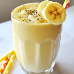 Für einen leckeren Erdnussbutter-Bananen-Smoothie brauchst du: - 2 reife Bananen, in Scheiben geschnitten - 2 Esslöffel cremige Erdnussbutter - 1 Tasse ungesüßte Mandelmilch (oder Milch nach Wahl) - 1 Esslöffel Honig oder Ahornsirup (optional, für zusätzliche Süße) - 1/2 Teelöffel Vanilleextrakt - 1/2 Tasse griechischer Joghurt (für mehr Cremigkeit und Eiweiß) - 1 Esslöffel Chiasamen (optional, für Ballaststoffe und Omega-3-Fettsäuren) - Eine Prise Zimt - Eiswürfel (optional, für einen erfrischenden Smoothie) Wenn du keine Erdnussbutter magst, probiere Mandel- oder Cashewbutter. Diese bieten auch eine gute Cremigkeit. Statt Mandelmilch kannst du Hafermilch oder Sojamilch verwenden. Für eine vegane Option lasse den Joghurt weg oder nutze einen pflanzlichen Joghurt. Du kannst auch die Süße anpassen, indem du nichts hinzufügst oder mehr Honig verwendest. Wenn du keine Chiasamen hast, kannst du Leinsamen verwenden. {{ingredient_image_2}} Um deinen Erdnussbutter-Bananen-Smoothie zu machen, folge diesen Schritten: 1. Nimm zwei reife Bananen und schneide sie in Scheiben. 2. Gib die Bananen, die Erdnussbutter und die Mandelmilch in einen Mixer. 3. Wenn du es süßer magst, füge einen Esslöffel Honig oder Ahornsirup hinzu. 4. Gieße den Vanilleextrakt dazu und gebe den griechischen Joghurt hinein. 5. Streue die Chiasamen und den Zimt in die Mischung. 6. Wenn du magst, füge ein paar Eiswürfel hinzu. 7. Mixe alles bei hoher Geschwindigkeit, bis die Mischung glatt ist. 8. Probiere den Smoothie und passe die Süße oder Dicke an. 9. Gieße den Smoothie in Gläser und genieße ihn! Hier sind einige Tipps, um deinen Smoothie noch besser zu machen: - Verwende reife Bananen. Sie sind süßer und machen den Smoothie cremiger. - Wenn dein Mixer schwach ist, schneide die Bananen kleiner. - Mixe zuerst die flüssigen Zutaten, bevor du die festen hinzufügst. - Lass den Mixer nicht zu lange laufen, um eine Überhitzung zu vermeiden. - Experimentiere mit der Mixdauer, um die perfekte Konsistenz zu finden. Du kannst die Süße und Konsistenz deines Smoothies leicht anpassen: - Wenn er zu dick ist, füge mehr Mandelmilch hinzu. - Wenn du mehr Süße willst, gib eine weitere Banane hinein. - Probiere auch verschiedene Süßungsmittel aus. - Für einen dickeren Smoothie kannst du mehr griechischen Joghurt verwenden. - Achte darauf, dass du deinen Smoothie gut vermischst, um Klumpen zu vermeiden. Um den perfekten Smoothie zu machen, achte auf die Reihenfolge der Zutaten. Beginne mit der Flüssigkeit. Das hilft dem Mixer, alles gut zu vermischen. Füge dann die weichen Zutaten wie Bananen und Joghurt hinzu. Erdnussbutter kommt danach, gefolgt von festen Zutaten wie Chiasamen. Mixe alles auf hoher Stufe, bis die Mischung ganz glatt ist. Wenn dein Smoothie zu dick ist, füge etwas mehr Mandelmilch hinzu. Ein guter Mixer ist wichtig. Wähle einen starken Mixer, der Eis und gefrorene Früchte gut zerkleinern kann. Ein Standmixer ist ideal, da er viel Platz bietet. Du brauchst auch einen Messbecher für die Flüssigkeiten und eine Küchenwaage für die genauen Mengen. Ein Löffel hilft dir, die Erdnussbutter leicht in den Mixer zu bekommen. Die Garnierung macht deinen Smoothie noch schöner. Du kannst ihn mit Bananenscheiben dekorieren. Streue ein paar Chiasamen oben drauf. Ein bunter Strohhalm macht das Trinken noch lustiger. Wenn du magst, kannst du auch eine Prise Zimt über die Garnierung streuen. Das sieht toll aus und gibt zusätzlichen Geschmack! Pro Tipps Reife Bananen: Verwenden Sie möglichst reife Bananen, da sie süßer sind und eine cremigere Konsistenz bieten. Erdnussbutter-Variationen: Experimentieren Sie mit verschiedenen Erdnussbuttern, wie z.B. crunchy oder mit Zusätzen wie Honig oder Schokolade. Protein-Boost: Fügen Sie zusätzliches Protein hinzu, indem Sie Proteinpulver oder mehr griechischen Joghurt verwenden. Gesunde Extras: Integrieren Sie weitere Superfoods wie Spinat oder Avocado für zusätzliche Nährstoffe und eine cremigere Textur. {{image_4}} Um deinen Erdnussbutter-Bananen-Smoothie noch nahrhafter zu machen, kannst du einige einfache Zusätze hinzufügen. Hier sind einige Ideen: - Chiasamen: Diese kleinen Samen sind reich an Ballaststoffen und Omega-3-Fettsäuren. Ein Esslöffel genügt. - Spinat: Eine Handvoll frischer Spinat fügt Vitamine hinzu, ohne den Geschmack zu verändern. - Haferflocken: Ein paar Esslöffel Hafer machen den Smoothie sättigender und reich an Ballaststoffen. - Protein-Pulver: Wenn du mehr Eiweiß brauchst, füge einen Löffel deines Lieblingsproteins hinzu. Du kannst deinen Smoothie auch auf verschiedene Arten anpassen. Hier sind einige leckere Geschmacksvariationen: - Schokolade: Füge einen Esslöffel Kakaopulver oder Schokoladen-Eis hinzu. Das gibt einen süßen Kick. - Beeren: Eine Handvoll gefrorene Beeren wie Himbeeren oder Erdbeeren geben Farbe und Frische. - Kokosnuss: Füge etwas Kokosmilch oder Kokosraspeln hinzu. Das bringt einen tropischen Flair. - Zimt: Eine Prise Zimt verstärkt den Geschmack und sorgt für Wärme. Wenn du eine vegane oder laktosefreie Option suchst, sind hier einige Tipps: - Milchalternativen: Nutze ungesüßte Mandel-, Soja- oder Hafermilch anstelle von Kuhmilch. - Joghurt: Ersetze den griechischen Joghurt durch pflanzlichen Joghurt, wie Kokos- oder Sojajoghurt. - Süßungsmittel: Verwende Agavendicksaft oder Datteln anstelle von Honig, um den Smoothie süß zu machen. Indem du diese Variationen ausprobierst, kannst du deinen Smoothie immer wieder neu erfinden! Um deinen Erdnussbutter-Bananen-Smoothie frisch zu halten, lagere ihn in einem luftdichten Behälter. Verwende am besten ein Glas oder eine Edelstahlflasche. Stelle sicher, dass der Behälter gut verschlossen ist. Bewahre den Smoothie im Kühlschrank auf. So bleibt er bis zu 24 Stunden frisch. Wenn du ihn länger aufbewahren möchtest, friere ihn in kleinen Portionen ein. Wenn du Zutaten übrig hast, lagere diese ebenfalls richtig. Bananen solltest du bei Raumtemperatur lassen. Erdnussbutter bleibt in einem luftdichten Behälter kühl und dunkel. Mandelmilch hält sich im Kühlschrank, solange du sie innerhalb von fünf Tagen verbrauchst. Griechischer Joghurt muss ebenfalls im Kühlschrank aufbewahrt werden. Du kannst deinen Smoothie auch im Voraus zubereiten. Mixe alle Zutaten und fülle sie in einen Behälter. Stelle sicher, dass du etwas Platz oben lässt, da sich der Smoothie beim Einfrieren ausdehnt. Um den Geschmack zu erhalten, friere ihn in Eiswürfeln ein. Wenn du bereit bist, genieße ihn, nimm einfach ein paar Würfel und lasse sie auftauen. Ein Erdnussbutter-Bananen-Smoothie ist gesund und lecker. Er bietet viele Nährstoffe. Bananen sind reich an Kalium. Dieses Mineral hilft deinem Herzen und deinen Muskeln. Erdnussbutter liefert gesunde Fette und Eiweiß. Diese unterstützen deine Muskeln und geben dir Energie. Chiasamen fügen Ballaststoffe und Omega-3-Fettsäuren hinzu. Diese helfen bei der Verdauung und sind gut für dein Herz. Zudem sorgt griechischer Joghurt für mehr Eiweiß und Cremigkeit. Zusammen ergeben diese Zutaten ein nahrhaftes Frühstück oder einen Snack. Ja, du kannst viele Milcharten verwenden. Mandelmilch ist eine tolle Option. Sie hat wenig Kalorien und einen milden Geschmack. Du kannst auch Hafermilch oder Sojamilch probieren. Beide sind nahrhaft und passen gut. Wenn du Kuhmilch magst, kannst du sie auch verwenden. So kannst du den Smoothie nach deinem Geschmack anpassen. Es gibt viele Optionen, die dir helfen, die perfekte Textur zu erreichen. Der Kaloriengehalt hängt von den Zutaten ab. Dieser Smoothie hat ungefähr 300 Kalorien pro Portion. Wenn du zum Beispiel mehr Erdnussbutter oder Honig hinzufügst, steigen die Kalorien. Die genaue Zahl kann variieren. Achte auf die Mengen, die du verwendest. Wenn du die Kalorienzahl senken möchtest, verwende weniger Erdnussbutter oder keinen Honig. So kannst du ihn an deine Diät anpassen. In diesem Artikel haben wir alles Wichtige über Smoothies behandelt. Wir haben die Zutaten, die Zubereitung und nützliche Tipps besprochen. Mit den richtigen Zutaten und einem guten Mixer gelingt dir der perfekte Smoothie. Vergiss nicht, verschiedene Variationen auszuprobieren. So findest du deinen Lieblingsgeschmack. Halte die Smoothies frisch, um ihren besten Geschmack zu genießen. Sei kreativ und passe die Rezepte an deine Wünsche an. Du wirst begeistert sein von den Möglichkeiten!