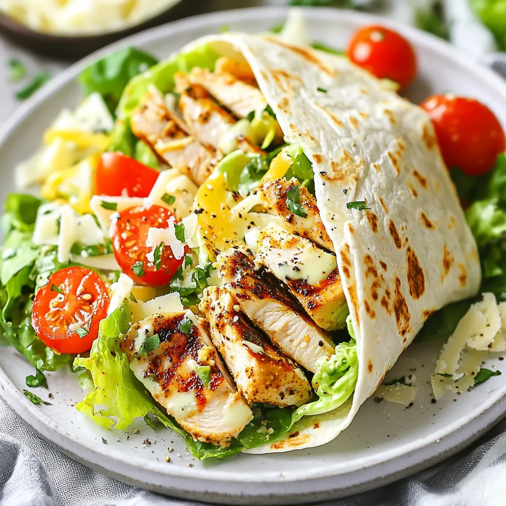 Für die Cajun Chicken Caesar Wraps benötigen Sie: - 2 Hähnchenbrustfilets, entbeint und ohne Haut - 2 Esslöffel Cajun-Gewürzmischung - 1 Esslöffel Olivenöl - 4 große Mehl-Tortillas - 2 Tassen Römersalat, grob gehackt - 1/2 Tasse Kirschtomaten, halbiert - 1/4 Tasse geriebener Parmesan - 1/3 Tasse Caesar-Dressing - Frisch gemahlener schwarzer Pfeffer nach Geschmack Diese Zutaten sorgen für einen tollen Geschmack und eine schöne Textur. Die Rezeptur ergibt vier Wraps. Jeder Wrap ist eine perfekte Portion. Sie sind groß genug für ein schnelles Mittagessen oder ein leichtes Abendessen. Wenn Sie mehr Personen haben, können Sie die Zutaten leicht verdoppeln. So erhält jeder einen eigenen Wrap. Achten Sie beim Kauf der Zutaten auf Frische. Wählen Sie: - Hähnchenbrust: Sie sollte rosa und fest sein. Vermeiden Sie Hähnchen mit grauen Stellen. - Römersalat: Blätter sollten knackig und grün sein. Gelbe oder braune Blätter sind alt. - Kirschtomaten: Suchen Sie nach festen, glänzenden Tomaten. Sie sollten einen süßen Duft haben. - Parmesan: Frisch geriebener Käse ist besser als abgepackter. Er hat mehr Geschmack. Frische Zutaten machen einen großen Unterschied in Ihrem Gericht. Sie sorgen für mehr Geschmack und eine bessere Präsentation. {{ingredient_image_2}} Zuerst marinieren wir das Hähnchen. Nehmen Sie zwei Hähnchenbrustfilets. Mischen Sie in einer kleinen Schüssel zwei Esslöffel Cajun-Gewürzmischung mit einem Esslöffel Olivenöl. Diese Mischung wird zur Marinade. Verteilen Sie die Paste gleichmäßig auf den Hähnchenfilets. Lassen Sie das Hähnchen mindestens 30 Minuten einziehen. So wird der Geschmack intensiver. Heizen Sie nun den Grill oder eine Grillpfanne vor. Die Hitze sollte mittel bis hoch sein. Legen Sie die marinierten Hähnchenfilets auf den Grill. Grillen Sie sie etwa 5 bis 7 Minuten pro Seite. Die Innentemperatur sollte 75 °C (165 °F) erreichen. Sehen Sie die Grillstreifen? Das zeigt, dass das Hähnchen perfekt ist. Nach dem Grillen lassen Sie es fünf Minuten ruhen. So bleibt es saftig. Während das Hähnchen ruht, bereiten wir die Füllung vor. Nehmen Sie eine große Schüssel. Fügen Sie zwei Tassen grob gehackten Römersalat hinzu. Teilen Sie eine halbe Tasse Kirschtomaten und geben Sie sie in die Schüssel. Streuen Sie ein Viertel Tasse geriebenen Parmesan dazu. Gießen Sie ein Drittel Tasse Caesar-Dressing über alles. Mischen Sie gut, damit der Salat gleichmäßig bedeckt ist. Jetzt formen wir die Wraps. Legen Sie eine große Mehl-Tortilla auf eine saubere Fläche. Geben Sie eine großzügige Menge der Hähnchen-Caesar-Mischung in die Mitte. Klappen Sie die Seiten der Tortilla ein und rollen Sie sie von unten nach oben. Achten Sie darauf, dass der Wrap fest ist. Wiederholen Sie diesen Schritt mit den restlichen Tortillas. Für extra Geschmack können Sie die Wraps noch einmal grillen. Grillen Sie sie für etwa eine Minute auf jeder Seite. So werden sie knusprig. Schneiden Sie jeden Wrap diagonal in zwei Hälften. Servieren Sie sie warm. Garnieren Sie nach Wunsch mit extra Parmesan und frisch gemahlenem schwarzem Pfeffer. So wird jedes Gericht zum Genuss! Ein häufiger Fehler ist, das Hähnchen nicht lange genug zu marinieren. Wenn Sie die Cajun-Gewürzmischung und das Olivenöl richtig vermengen, wird das Hähnchen saftiger. Lassen Sie es mindestens 30 Minuten marinieren. So zieht der Geschmack besser ein. Ein anderer Fehler ist, das Hähnchen zu früh vom Grill zu nehmen. Achten Sie darauf, dass die Innentemperatur 75 °C erreicht. Nur so bleibt das Hähnchen zart und schmackhaft. Um die Marinierzeit zu optimieren, nutzen Sie die Zeit, während das Hähnchen ruht. Bereiten Sie die Salatmischung vor. So sparen Sie Zeit und machen alles effizienter. Ich empfehle, die Marinade am Abend vorher vorzubereiten. So hat das Hähnchen noch mehr Zeit, um den Geschmack zu absorbieren. Dies bringt einen intensiveren Cajun-Geschmack in Ihre Wraps. Grillen Sie das Hähnchen bei mittlerer bis hoher Hitze. Legen Sie das Hähnchen auf den Grill, wenn er heiß ist. Wenden Sie das Hähnchen nur einmal. So erhalten Sie die besten Grillstreifen und eine schöne Kruste. Lassen Sie das Hähnchen nach dem Grillen ruhen. Dies hilft, die Säfte im Fleisch zu halten. Wenn Sie die Wraps zusätzlich grillen, werden sie knuspriger und leckerer. Pro Tipps Hähnchen marinieren: Lassen Sie das Hähnchen mindestens 30 Minuten in der Cajun-Marinade ziehen, um den besten Geschmack zu erzielen. Idealerweise über Nacht marinieren. Die richtige Temperatur: Verwenden Sie ein Fleischthermometer, um sicherzustellen, dass das Hähnchen eine Innentemperatur von 75 °C (165 °F) erreicht, um optimale Sicherheit und Zartheit zu gewährleisten. Wraps aufwärmen: Grillen Sie die Wraps nach dem Füllen für eine Minute auf jeder Seite, um eine knusprige Textur zu erreichen und den Geschmack zu intensivieren. Variation hinzufügen: Fügen Sie zusätzliche Zutaten wie Avocado, Paprika oder Oliven für mehr Geschmack und Textur hinzu. Experimentieren Sie mit verschiedenen Dressings für Abwechslung. {{image_4}} Für eine vegetarische Variante der Cajun Chicken Caesar Wraps können Sie Tofu oder Tempeh verwenden. Schneiden Sie den Tofu in Streifen und marinieren Sie ihn mit der gleichen Cajun-Gewürzmischung. Grillen Sie den Tofu wie das Hähnchen. Alternativ können Sie auch gegrillte Gemüse wie Paprika, Zucchini und Auberginen verwenden. Sie bringen tollen Geschmack und Textur in die Wraps. Wenn Sie es schärfer mögen, fügen Sie etwas Cayennepfeffer oder eine scharfe Sauce hinzu. Diese Zutaten geben den Wraps einen zusätzlichen Kick. Eine weitere Option ist es, frischen Jalapeño in die Füllung zu geben. Experimentieren Sie mit verschiedenen Gewürzen, um Ihren individuellen Geschmack zu treffen. Für glutenfreie Wraps können Sie Maistortillas verwenden. Diese sind leicht und haben eine tolle Textur. Achten Sie darauf, dass das Caesar-Dressing ebenfalls glutenfrei ist. Viele Marken bieten jetzt glutenfreie Dressings an. So genießen Sie die Wraps ohne Bedenken und ganz nach Ihrem Geschmack. Um die Wraps frisch zu halten, lege sie in einen luftdichten Behälter. Du kannst auch Frischhaltefolie verwenden. So bleibt der Geschmack erhalten und sie trocknen nicht aus. Stelle sicher, dass die Wraps gut abgekühlt sind, bevor du sie lagerst. Im Kühlschrank bleiben die Wraps bis zu drei Tage frisch. Nach dieser Zeit kann der Salat matschig werden. Achte darauf, die Wraps gut abzudecken, damit sie nicht den Geruch anderer Lebensmittel aufnehmen. Du kannst die Wraps auch einfrieren. Wickele sie gut in Frischhaltefolie und lege sie in einen Gefrierbeutel. So halten sie sich bis zu drei Monate. Um sie aufzutauen, lasse sie einfach über Nacht im Kühlschrank. Danach kannst du sie kurz auf dem Grill erwärmen, um sie wieder knusprig zu machen. Sie können die Wraps bis zu 24 Stunden im Voraus machen. Wickeln Sie sie fest in Frischhaltefolie. Lagern Sie sie im Kühlschrank. Achten Sie darauf, das Hähnchen gut abkühlen zu lassen, bevor Sie die Wraps füllen. So bleibt die Tortilla frisch und weich. Wenn Sie die Wraps länger lagern möchten, machen Sie sie besser ohne das Dressing. Fügen Sie das Dressing erst kurz vor dem Servieren hinzu. Ja, Sie können ein einfaches Caesar-Dressing selbst machen. Mischen Sie 2 Esslöffel Dijon-Senf, 1 Knoblauchzehe, den Saft einer Zitrone und 1 Teelöffel Worcestershiresauce. Geben Sie 1/2 Tasse Olivenöl dazu und rühren Sie gut um. Fügen Sie geriebenen Parmesan und Pfeffer nach Geschmack hinzu. Dies gibt Ihrem Wrap einen frischen und hausgemachten Geschmack. Zu Cajun Chicken Caesar Wraps passen viele Beilagen gut. Hier sind einige Vorschläge: - Süßkartoffelpommes - Gemischter grüner Salat - Maiskolben - Knusprige Chips Diese Beilagen ergänzen die Aromen der Wraps und machen das Essen noch köstlicher. Dieser Blogbeitrag gab dir alle Infos zu herzhafter Wrap-Zubereitung. Wir haben die Zutaten und die perfekten Portionen besprochen. Du lernst, frische Zutaten auszuwählen und typische Fehler zu vermeiden. Danach haben wir die Schritte von Marinieren bis Servieren übernommen. Ich teilte auch Varianten und Lagerhinweise. Du kannst viele Wege finden, diese Wraps an deinen Geschmack anzupassen. Experimentiere mit frischen Ideen! So sorgst du für große Freude bei jedem Essen.