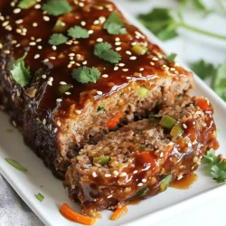 Für diesen leckeren Hackbraten brauchst du die folgenden Zutaten: - 450 g Rinderhackfleisch (oder Putenhackfleisch) - 120 g Semmelbrösel - 60 g geriebene Karotte - 60 g fein gehackte Frühlingszwiebeln - 60 ml Teriyakisauce (plus extra zum Glasieren) - 1 großes Ei - 2 Knoblauchzehen, gehackt - 1 Teelöffel geriebener Ingwer - 1/2 Teelöffel Salz - 1/2 Teelöffel schwarzer Pfeffer - 1/2 Teelöffel Sesamöl Diese Zutaten bringen die Aromen zusammen. Das Rinderhackfleisch hat einen tollen Geschmack. Putenhackfleisch macht das Gericht leichter, aber genauso lecker. Um deinen Hackbraten noch schöner zu machen, verwende: - Sesamkörner - Frischer Koriander Diese Garnierungen sorgen für einen tollen Look und zusätzlichen Geschmack. Der Koriander bringt einen frischen Hauch, während die Sesamkörner knusprig sind. Du kannst auch andere Fleischsorten nutzen. Probiere mal: - Schweinehackfleisch - Lammhackfleisch Diese Alternativen geben dem Gericht eine neue Note. Das Wichtigste ist, dass du die Zutaten gut mischst. So bleibt der Hackbraten saftig und geschmackvoll. {{ingredient_image_2}} Beginnen Sie mit der Vorbereitung der Hackfleischmischung. Nehmen Sie eine große Rührschüssel. Geben Sie 450 g Rinderhackfleisch oder Putenhackfleisch hinein. Fügen Sie 120 g Semmelbrösel und 60 g geriebene Karotte hinzu. Dann kommen 60 g fein gehackte Frühlingszwiebeln dazu. Gießen Sie 60 ml Teriyakisauce in die Schüssel. Jetzt ist das große Ei dran. Hacken Sie 2 Knoblauchzehen und geben Sie diese dazu. Reiben Sie 1 Teelöffel Ingwer und fügen Sie ihn auch hinzu. Streuen Sie 1/2 Teelöffel Salz und 1/2 Teelöffel schwarzen Pfeffer in die Mischung. Zum Schluss kommt 1/2 Teelöffel Sesamöl. Mischen Sie alles gut, aber übertreiben Sie es nicht. Die Mischung sollte gut verbunden sein, aber die Textur bleibt wichtig. Jetzt formen wir den Hackbraten. Nehmen Sie eine Kastenform und fetten Sie sie leicht ein oder verwenden Sie Backpapier. Geben Sie die Hackfleischmischung in die Form. Drücken Sie sie vorsichtig, damit sie gleichmäßig geformt ist. Nehmen Sie etwas Teriyakisauce und bestreichen Sie die Oberseite des Hackbratens. Diese Glasur gibt dem Hackbraten einen tollen Geschmack. Heizen Sie den Ofen auf 175 °C vor. Backen Sie den Hackbraten 45-50 Minuten lang. Überprüfen Sie die Innentemperatur. Sie sollte 70 °C erreichen. Nach der Hälfte der Backzeit fügen Sie eine weitere Schicht Teriyakisauce hinzu. Nach dem Backen nehmen Sie den Hackbraten heraus und lassen ihn 10 Minuten ruhen. Schneiden Sie den Hackbraten in Scheiben und servieren Sie ihn. Beträufeln Sie jede Scheibe mit mehr Teriyakisauce. Garnieren Sie das Gericht mit Sesamkörnern und frischem Koriander. Ein häufiger Fehler bei Hackbraten ist das Übermischen der Zutaten. Mische die Mischung nur so lange, bis alles gut verbunden ist. Zu viel Mischen macht den Hackbraten fest und trocken. Ein anderer Fehler ist, die Teriyakisauce zu früh hinzuzufügen. Verwende sie erst beim Glasieren. So bleibt der Geschmack frisch und intensiv. Für eine perfekte Textur nutze frische Zutaten. Die geriebene Karotte und die Frühlingszwiebeln bringen Feuchtigkeit in den Hackbraten. Das Ei hilft, alles zusammenzuhalten, ohne die Mischung zu schwer zu machen. Achte darauf, das Hackfleisch nicht zu zerdrücken. Das sorgt für eine lockere, saftige Konsistenz. Dieser Teriyaki glasierte Hackbraten ist perfekt für Meal Prep. Du kannst ihn im Voraus zubereiten und im Kühlschrank aufbewahren. Schneide ihn in Portionen und lagere ihn in luftdichten Behältern. So hast du gesunde Mahlzeiten für die ganze Woche. Erwärme einfach die Stücke in der Mikrowelle oder im Ofen, wenn du Hunger hast. Pro Tipps Fleischwahl: Verwenden Sie für eine saftigere Variante Rinderhackfleisch, für eine leichtere Option Putenhackfleisch. Beide Varianten sind köstlich! Glasur-Tipps: Tragen Sie die Teriyakisauce in mehreren Schichten auf, um eine intensivere Geschmacksnote und eine schöne Glasur zu erzielen. Ruhenlassen: Lassen Sie den Hackbraten nach dem Backen etwa 10 Minuten ruhen, damit sich die Säfte setzen können und der Braten saftiger bleibt. Garnierung: Frischer Koriander und Sesamkörner verleihen dem Gericht nicht nur Farbe, sondern auch zusätzlichen Geschmack und Textur. {{image_4}} Wenn Sie eine vegetarische oder vegane Option wünschen, können Sie das Hackfleisch leicht ersetzen. Verwenden Sie stattdessen eine Mischung aus schwarzen Bohnen, gekochtem Quinoa oder Linsen. Diese Zutaten geben eine ähnliche Textur und sind reich an Proteinen. Fügen Sie die gleichen Gewürze und die Teriyakisauce hinzu, um den vollen Geschmack zu bewahren. Vergessen Sie nicht, ein veganes Ei-Ersatzmittel wie Chia-Pudding oder Apfelmus zu verwenden. So genießen Sie eine leckere und gesunde Mahlzeit. Um Ihren Hackbraten noch interessanter zu machen, können Sie verschiedene Gewürze ausprobieren. Fügen Sie zum Beispiel einen Teelöffel Kreuzkümmel oder Paprika hinzu. Diese Gewürze sorgen für eine spannende Note. Auch ein Hauch von Chili-Pulver kann für eine scharfe Überraschung sorgen. Seien Sie kreativ und mischen Sie Ihre Lieblingsgewürze, um das Gericht nach Ihrem Geschmack zu gestalten. Beilagen spielen eine große Rolle beim Servieren des Hackbratens. Probieren Sie gedämpftes Gemüse wie Brokkoli oder grüne Bohnen. Diese Beilagen bringen Farbe und Nährstoffe. Reis oder Quinoa sind ebenfalls tolle Optionen. Sie ergänzen die süße Teriyakisauce perfekt. Für eine asiatische Note können Sie auch einen Gurkensalat oder einen einfachen Kohl-Salat zubereiten. So wird Ihr Essen nicht nur lecker, sondern auch abwechslungsreich. Um Ihren Teriyaki glasierten Hackbraten frisch zu halten, lagern Sie ihn in einem luftdichten Behälter. So bleibt er saftig und lecker. Stellen Sie sicher, dass der Hackbraten vollständig abgekühlt ist, bevor Sie ihn in den Kühlschrank legen. Am besten genießen Sie ihn innerhalb von drei bis vier Tagen nach dem Kochen. Wenn Sie mehr Hackbraten gemacht haben, können Sie ihn einfrieren. Wickeln Sie ihn gut in Frischhaltefolie oder Aluminiumfolie ein. Nutzen Sie einen gefrierfesten Behälter, um Gefrierbrand zu vermeiden. So bleibt er bis zu drei Monate frisch. Zum Auftauen legen Sie den Hackbraten einfach über Nacht in den Kühlschrank. Danach können Sie ihn im Ofen oder in der Mikrowelle aufwärmen. Die Reste des Hackbratens sind eine wunderbare Möglichkeit, Zeit zu sparen. Nach dem ersten Kochen können Sie sie im Kühlschrank aufbewahren. Sie bleiben dort bis zu vier Tage genießbar. Achten Sie darauf, die Reste gut abzudecken, um ihren Geschmack zu bewahren. So haben Sie immer eine schnelle Mahlzeit zur Hand! Der Hackbraten muss 45 bis 50 Minuten backen. Achte darauf, die Innentemperatur zu prüfen. Sie sollte 70 °C erreichen. So bleibt das Fleisch saftig und lecker. Wenn du die Ofentür öffnest, um die Temperatur zu messen, achte darauf, dass die Hitze nicht entweicht. Ja, du kannst andere Saucen verwenden. Sojasauce oder BBQ-Sauce sind gute Alternativen. Sie geben dem Hackbraten einen anderen Geschmack. Probiere auch süße Chilisauce für eine würzige Note. Du kannst die Sauce auch nach deinem Geschmack anpassen. Experimentiere mit verschiedenen Aromen und finde deine Lieblingskombination. Um die Innentemperatur zu überprüfen, verwende ein Fleischthermometer. Stecke es in die Mitte des Hackbratens. Achte darauf, dass es nicht den Boden berührt. Wenn die Temperatur 70 °C zeigt, ist der Hackbraten fertig. Das sorgt dafür, dass er gut durchgegart ist und sicher zu essen bleibt. Dieser Artikel hat die wichtigsten Zutaten für Teriyaki-glasierten Hackbraten behandelt. Ich habe dir gezeigt, wie du die Hackfleischmischung vorbereitest und was du beim Backen beachten musst. Auch Tipps zu Textur und Lagerung gab es. Denken daran, kreative Variationen zu nutzen, um den Hackbraten zu verbessern. Mit diesem Wissen kannst du nun dein Gericht perfekt zubereiten und anpassen. Viel Spaß beim Kochen!