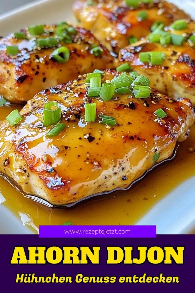Entdecke unser köstliches Ahorn-Dijon Hühnchen, perfekt für eine gesunde Mahlzeit! Diese einfache Hühnchenmarinade aus Ahornsirup und Dijon-Senf verwandelt Hähnchenbrust in ein wahres Geschmackserlebnis. Ideal für schnelle, gesunde Hühnchenrezepte. Probiere unser einfaches Hühnchenrezept aus und bereite ein tolles Abendessen zu! Speichere das Rezept jetzt und koche gleich los! #AhornDijonHühnchen #HühnchenMarinade #GesundeHühnchenrezepte #EinfachesHühnchenrezept
