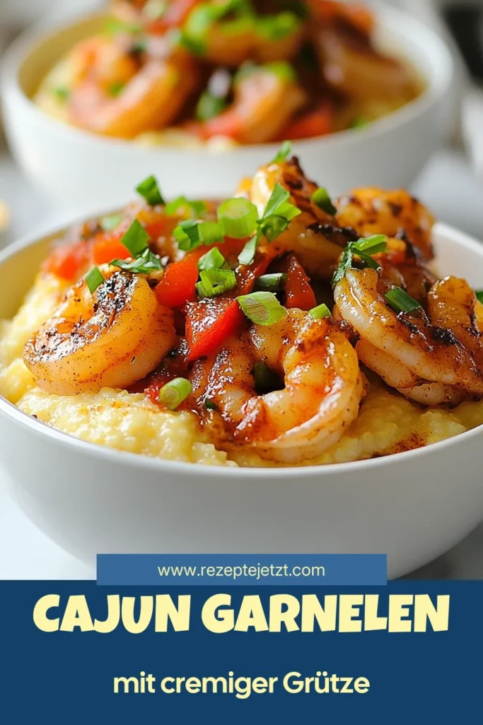Entdecke dieses köstliche Cajun Garnelen Rezept, perfekt für ein unvergessliches Dinner! Unsere cremige Grütze mit Garnelen kombiniert zarte scharfe Garnelen mit Paprika und einer aromatischen Mischung aus Cajun Gewürzen. Dieses Cajun Creole Gericht bringt aufregende Aromen auf deinen Tisch. Probiere es aus und lass dich von diesem einfachen, aber luxuriösen Grütze Rezept begeistern! Speichere es jetzt! #CajunGarnelen #GrützeMitGarnelen #CajunRezept #Kochinspiration