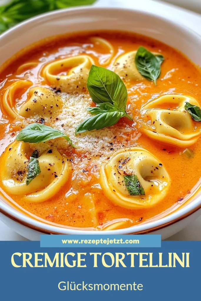 Entdecken Sie das Rezept für eine Cremige Tomaten-Tortellini-Suppe, die nicht nur einfach zuzubereiten ist, sondern auch eine gesunde Tomatensuppe für die ganze Familie bietet. Diese italienische Tortellini-Suppe ist perfekt für schnelle Kochabende. Mit frischen Zutaten und einem Hauch von Basilikum wird sie Ihr neues Lieblingsgericht! Speichern Sie dieses einfache Tortellini-Suppen Rezept für einen warmen Genuss. #CremigeTomatenTortelliniSuppe #EinfacheTortelliniSuppe #GesundeTomatensuppe #SchnellZuKochen
