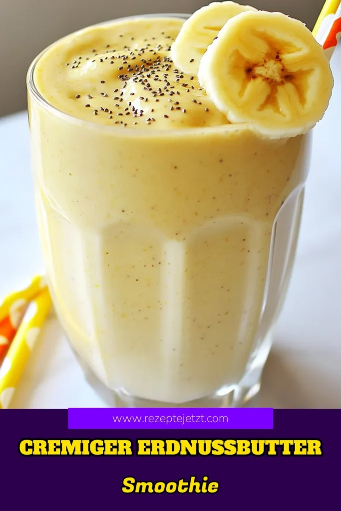 Entdecken Sie unser leckeres Rezept für einen Erdnussbutter-Bananen-Smoothie, perfekt für ein gesundes Frühstück! Dieser proteinreiche Smoothie ist nicht nur einfach zuzubereiten, sondern bietet auch tolle vegane Smoothie Ideen. Mit Bananen, Erdnussbutter und griechischem Joghurt wird jeder Schluck zum Genuss. Probieren Sie dieses gesunde Smoothie Rezept aus und starten Sie energisch in den Tag! Speichern Sie es für später! #Erdnussbutter #GesunderSmoothie #Proteinreich #FrühstückSmoothie