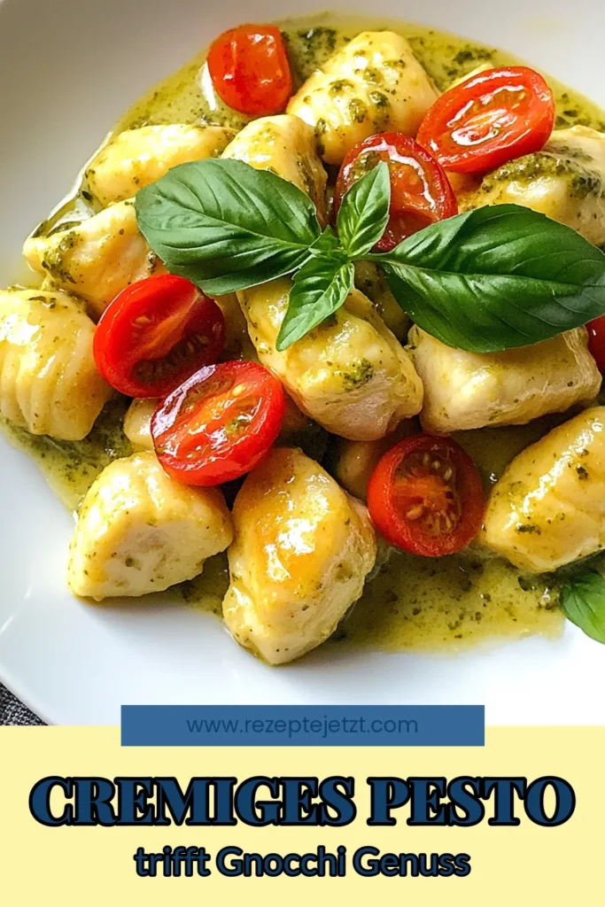 Entdecken Sie das köstliche Rezept für cremige Pesto-Hühnchen-Gnocchi! Dieses einfache Hühnchen Gnocchi Rezept ist ideal für ein schnelles Abendessen unter der Woche. Genießen Sie die harmonische Kombination aus zartem Hühnchen, frischem Pesto und cremiger Schlagsahne – ein wahrer Genuss! Bereiten Sie Ihre eigenen Gnocchi mit Pesto zu und beeindrucken Sie Familie und Freunde. Speichern Sie das Rezept und probieren Sie es aus! #CremigePestoHühnchenGnocchi #schnelleHühnchenRezepte #GnocchimitSchlagsahne #einfacheGnocchimitPesto