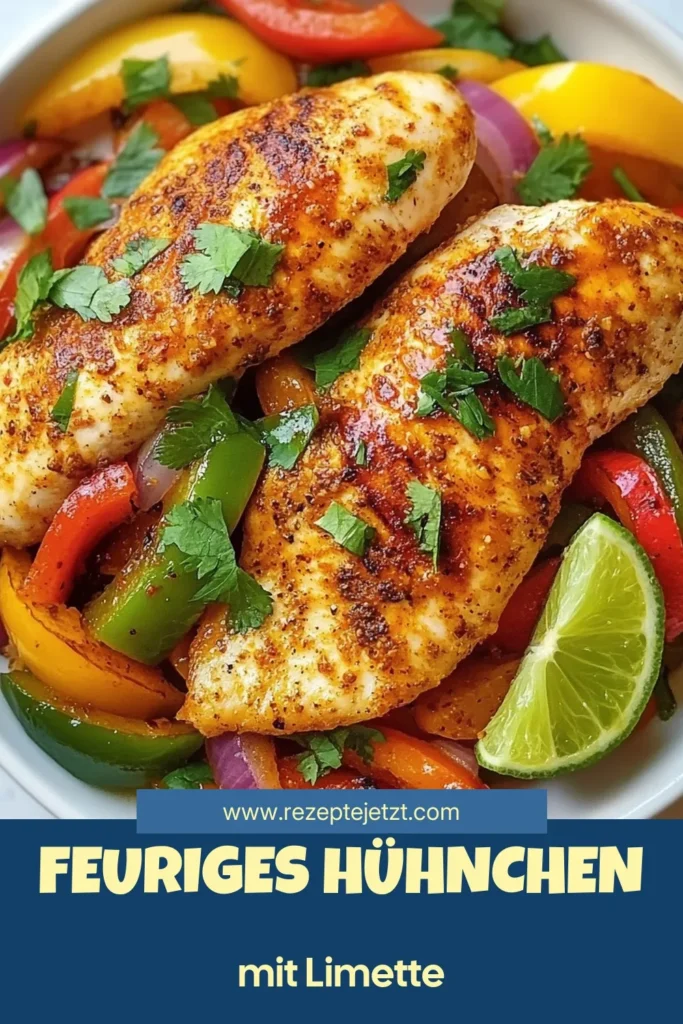 Entdecke das köstliche Chili-Limetten-Hühnchen, das in nur 40 Minuten zubereitet ist! Dieses einfache Hühnchenpfanne-Rezept vereint würziges Hühnchen mit frischen Paprika und einer aromatischen Marinade aus Limette und Gewürzen. Perfekt für gesunde Hühnchenrezepte, die schnell gehen. Bereite die marinierte Hähnchenbrust heute zu und erlebe den Geschmack! Speichere dieses Rezept, um es später auszuprobieren! #ChiliLimettenHühnchen #einfacheHühnchenpfanne #gesundesEssen #Hähnchenrezepte